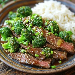 - 1 pound flank steak, thinly sliced against the grain - 2 cups broccoli florets - 1 tablespoon vegetable oil - 1/4 cup low-sodium soy sauce - 2 tablespoons oyster sauce - 1 tablespoon cornstarch - 2 cloves garlic, minced - 1 teaspoon fresh ginger, grated - 2 green onions, sliced (for garnish) - Sesame seeds (for garnish) For this easy beef and broccoli dish, we focus on fresh and flavorful components. The flank steak is key. Slice it thinly against the grain. This helps make the beef tender and easy to chew. Broccoli florets add a nice crunch and a bright color. The marinade brings the dish together. Low-sodium soy sauce and oyster sauce create a savory base. Cornstarch helps thicken the sauce while keeping the beef juicy. Don't forget the aromatics! Garlic and ginger add depth to the flavor. They bring warmth and a touch of spice. Finally, garnish with green onions and sesame seeds. This makes the dish look pretty and adds a nice finish. For the full recipe, check out the details above! - In a bowl, whisk together soy sauce, oyster sauce, cornstarch, garlic, and ginger. - Once mixed, add the flank steak. Make sure every piece is covered. - Let the beef marinate for 15-20 minutes. This helps build flavor. - Bring a pot of salted water to a boil. - Add the broccoli florets and blanch for 2-3 minutes. - Once bright green, quickly transfer the broccoli to a bowl of ice water. This stops the cooking process. - Heat vegetable oil in a large skillet over medium-high heat. - Once hot, add the marinated beef in a single layer. - Let it sear for 2-3 minutes without stirring. This creates a nice crust. - Stir-fry the beef for another 2-3 minutes until browned and cooked through. - Remove the beef from the skillet and set it aside. Now, you’re ready to create a delicious meal with the full recipe! To get that perfect sear, use a hot pan. A hot surface makes the beef cook fast and brown nicely. If the pan is too cool, the meat will steam, not sear. Always avoid overcrowding the pan. This way, each piece gets enough heat, leading to even cooking. If you have a lot of beef, cook it in batches. Taste your dish as you cook. If you want more flavor, add a splash of soy sauce or a pinch of salt. This simple step makes a big difference. For those who like spice, consider adding a touch of chili. It adds warmth without overpowering the dish. First, garnish your dish. Green onions and sesame seeds make it pop. They add color and crunch to the meal. Serve your beef and broccoli with fluffy white rice or noodles. This combination creates a full meal that looks good on the plate. For a complete recipe, you can check the full recipe for Easy Beef and Broccoli. {{image_4}} You can switch up the protein in this dish. Try chicken, shrimp, or tofu instead of flank steak. Each option brings a unique taste. Just remember to adjust the cooking time. Chicken takes a bit longer, while shrimp cooks quickly. Tofu needs a little more time to crisp up for the best texture. Adding more veggies can make this dish even better. Bell peppers add sweetness, while carrots bring crunch. Snap peas offer a fresh pop, and mushrooms provide an earthy flavor. Feel free to mix and match based on what you like or have on hand. It’s a great way to use leftover veggies, too. You can change the sauce for a new twist. Try using teriyaki sauce for a sweet and savory flavor. If you need a gluten-free option, use tamari instead of soy sauce. Both choices will still keep your dish tasty and satisfying. Experimenting with sauces can open up a whole new world of flavors. For more details on how to prepare this dish, check the Full Recipe. Refrigerate your Easy Beef and Broccoli in an airtight container for up to 3 days. Make sure to let the dish cool completely before storing. This helps keep the flavors fresh and prevents sogginess. For the best texture, reheat your beef and broccoli in a skillet over medium heat. This method brings back the crispness of the broccoli. If you choose to microwave it, be aware that the broccoli may soften more than you'd like. If you want to freeze this dish, I suggest freezing it without the broccoli. This keeps the texture nice after thawing. Use freezer-safe containers and enjoy it within 2-3 months for the best flavor and quality. Yes, you can marinate the beef and pre-blanch the broccoli in advance. This makes your cooking faster on the night you plan to serve it. Simply place the marinated beef in the fridge for a few hours or overnight. You can also blanch the broccoli and store it in an airtight container. It will stay fresh until you're ready to cook. Fluffy white rice, noodles, or steamed vegetables complement this dish well. I personally love serving it over jasmine rice. The rice soaks up the savory sauce and balances the flavors perfectly. If you're feeling adventurous, try adding some garlic noodles or even a side of crispy spring rolls. Absolutely! It stores well and reheats nicely, making it perfect for meal prepping. You can divide the beef and broccoli into meal containers. This way, you have an easy lunch or dinner ready to go. Just reheat it in the microwave or a skillet until hot. The flavors hold up well, and you'll enjoy it just as much as when it was first made. In this blog post, we explored how to make Easy Beef and Broccoli. We covered the key ingredients, from flank steak and broccoli to a tasty marinade. You learned step-by-step cooking instructions and helpful tips on achieving great flavor and presentation. I shared ways to adjust the recipe and how to store leftovers. Overall, this dish is simple, flavorful, and great for meal prep. Enjoy experimenting with different proteins and vegetables, too! With proper storage, your leftovers will last and taste amazing. Happy cooking!