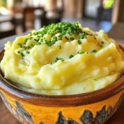 To make creamy garlic mashed potatoes, gather these key ingredients: - 2 pounds Yukon Gold potatoes, peeled and cut into 1-inch cubes - 4 cloves garlic, peeled and finely minced - ½ cup unsalted butter - ½ cup sour cream - ½ cup whole milk (or substitute with coconut milk for a dairy-free option) These ingredients create a rich and savory base for your mashed potatoes. Yukon Gold potatoes offer a buttery flavor and creamy texture. Fresh garlic adds the perfect punch. Butter and sour cream enhance the creaminess, while milk helps achieve a smooth finish. You can add even more flavor with these optional ingredients: - Fresh chives for garnish - Additional seasonings (garlic powder, onion powder) - Cheese (Parmesan or cheddar) Feel free to experiment with these extras. Fresh chives add a nice color and taste. Cheese can bring a delightful creaminess and depth to your dish. Customize it to your liking! For the full recipe, check out the details in the earlier sections. Start by preparing your Yukon Gold potatoes. Peel them and cut them into 1-inch cubes. This size helps them cook evenly. Place the cubed potatoes in a large pot. Cover them with at least an inch of water. Don’t forget to add a pinch of salt for flavor. Set the pot over medium-high heat. Bring the water to a rolling boil. Once it boils, reduce the heat to a simmer. Cook the potatoes for about 15 to 20 minutes. They are done when a fork easily pierces them. While the potatoes cook, melt the unsalted butter in a medium skillet. Use medium heat for this step. Once the butter is melted, add the minced garlic. Sauté the garlic for about 2 to 3 minutes. It should become fragrant and golden. Be careful not to let it burn; burnt garlic tastes bitter. When the potatoes are fully cooked, drain them in a colander. Return the drained potatoes to the pot to keep them warm. Pour the garlic-infused butter over the potatoes. Then add the sour cream and milk. Now it's time to mash! Use a potato masher or a hand mixer to mash the potatoes. Keep mashing until you reach your desired creaminess. For chunkier potatoes, mash less. Taste your mashed potatoes. Season with salt and freshly ground black pepper. Mix well after adding seasoning. Transfer your creamy garlic mashed potatoes to a serving dish. For a nice touch, garnish with fresh, chopped chives. This adds color and flavor. Enjoy your delicious dish! For the full recipe, check the recipe section above. To make the best creamy garlic mashed potatoes, adjust your milk and sour cream. Start with half a cup of each, then taste and change as needed. If you want it richer, add more sour cream. For a lighter version, increase the milk. Using a hand mixer gives you ultra-smooth potatoes. Mix on low speed to start, then increase the speed. Be careful not to over-mix, as it may make the potatoes gummy. Store leftover mashed potatoes in an airtight container. This keeps them fresh and prevents drying. They last about three days in the fridge. For longer storage, you can freeze them. Just make sure to use a freezer-safe container. To reheat without losing creaminess, add a splash of milk while warming. Heat them gently on the stove or microwave. Stir often to keep them smooth. Creamy garlic mashed potatoes pair well with many main dishes. They go great with roasted chicken, grilled steak, or baked fish. You can also serve them alongside hearty vegetable dishes for a tasty vegetarian meal. For gatherings, present the potatoes in a colorful bowl. Drizzle some melted butter on top or sprinkle more chives for a fresh look. This makes the dish even more inviting and delicious. Enjoy making these creamy garlic mashed potatoes! Check out the Full Recipe for all the details. {{image_4}} You can easily make these mashed potatoes dairy-free. Swap out the whole milk with coconut milk. It gives a subtle sweetness and creaminess. Use dairy-free butter instead of unsalted butter. Sour cream can be replaced with a dairy-free alternative like cashew cream. This way, everyone can enjoy the dish without missing out on flavor. To add more depth to your mashed potatoes, try fresh herbs. Rosemary and thyme bring a lovely aroma and taste. Simply chop a small amount and mix it in when mashing. Another great option is roasted garlic. Roasting garlic softens its flavor, making it sweet and rich. You can roast a head of garlic while your potatoes cook. Squeeze it into the mashed potatoes for a savory boost. These small changes can turn a good dish into a great one. For the full recipe, check out the complete guide on making creamy garlic mashed potatoes. To keep your creamy garlic mashed potatoes fresh, store them properly. Use an airtight container. Place the leftover mashed potatoes in the container and seal it tightly. Make sure to cool them to room temperature first. Refrigeration tips: - Store in the fridge for up to 3 days. - Reheat in the microwave or on the stove. Add a splash of milk to help bring back the creaminess. Freezing mashed potatoes for later use: - You can freeze mashed potatoes for up to 2 months. - Scoop them into freezer-safe bags. Flatten the bags to save space. - When ready to eat, thaw them in the fridge overnight. Reheat as mentioned above. Knowing how long your mashed potatoes last helps reduce waste. In the fridge, they last about 3 days. In the freezer, they last up to 2 months. Always check for any off smells or unusual textures before eating. For the full recipe, visit the main article. Yes, you can use other potatoes. Each type has a unique texture and flavor. For example, Russet potatoes are starchy and can create a light, fluffy mash. Red potatoes have a waxy texture and offer a creamier consistency. If you want a more earthy flavor, try using purple potatoes. Just keep in mind that different potatoes may change the final taste and texture of your creamy garlic mashed potatoes. To make your mashed potatoes fluffier, start by cooking them correctly. Boil them until fork-tender but not mushy. Drain them well to remove excess water. After that, use a potato masher instead of a mixer. This method introduces air and keeps them light. You can also add more milk or sour cream gradually. This will help achieve the desired fluffy texture without making them too wet. Creamy garlic mashed potatoes go well with many main courses. They are great with roast chicken or grilled steak. You can also serve them with baked salmon or sautéed vegetables. For a complete meal, pair them with a rich gravy or a savory mushroom sauce. These sides enhance the flavors and make every bite delightful. For more ideas, explore related recipes that complement this dish. Creamy garlic mashed potatoes are a comforting dish that anyone can enjoy. We covered essential ingredients like Yukon Gold potatoes and fresh garlic. You learned step-by-step cooking and mashing tips to get the perfect creamy texture. Plus, I shared ways to customize and store your leftovers. In the end, whether you opt for a dairy-free version or add herbs, these mashed potatoes can fit any meal. Enjoy making your own delicious version!