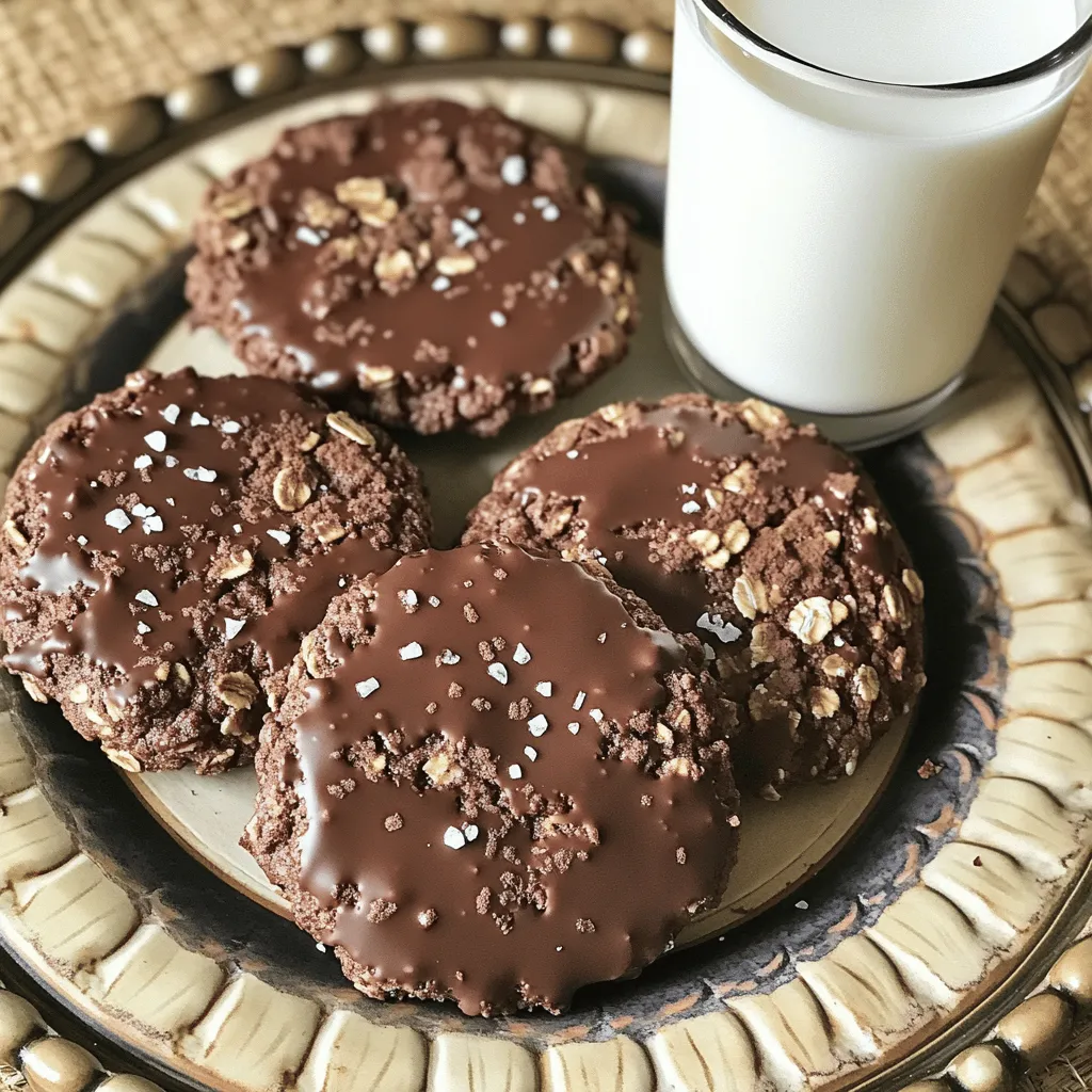 To make these no-bake chocolate oatmeal cookies, gather the following ingredients: - 1 cup rolled oats - 1/2 cup creamy peanut butter - 1/4 cup unsweetened cocoa powder - 1/2 cup honey or maple syrup - 1/2 cup packed brown sugar - 1/4 cup milk (or dairy-free alternative like almond or oat milk) - 1 teaspoon vanilla extract - 1/2 cup dark chocolate chips (dairy-free if desired) - A pinch of salt These ingredients work together to create a delicious treat. The oats provide a hearty base, while peanut butter adds creaminess. Cocoa gives you that rich chocolate flavor we all love. Honey or maple syrup adds sweetness, and the dark chocolate chips bring a burst of flavor in every bite. This recipe is great for quick snacks. You can customize it based on your tastes, too. Want it sweeter? Add more honey. Prefer it nut-free? Swap peanut butter for sunflower seed butter. Be sure to check out the full recipe for detailed steps and tips on how to make these delightful cookies. - In a medium saucepan, combine: - 1/2 cup honey or maple syrup - 1/2 cup packed brown sugar - 1/4 cup unsweetened cocoa powder - 1/4 cup milk (or dairy-free alternative) - Place the saucepan over low heat. Stir the mixture continuously for 2-3 minutes. Keep stirring until it melts, becomes smooth, and bubbles gently. - In a large bowl, add: - 1 cup rolled oats - A pinch of salt - Pour the warm chocolate mixture over the oats. Make sure to coat all the oats well. Stir gently until every oat is covered in the chocolate mix. - Line a baking sheet with parchment paper. Using a tablespoon or cookie scoop, portion the cookie mix onto the sheet. - Gently flatten each mound with the back of the spoon to shape them. - Place the baking sheet in the refrigerator for at least 30 minutes. This helps the cookies firm up and set well. Enjoy your no-bake chocolate oatmeal cookies! For the full recipe, check out the detailed instructions above. To ensure your cookies set well, follow these steps: - Temperature Control: Use low heat when melting the mixture. This helps prevent burning. - Mixing Times: Stir until everything combines smoothly. A smooth mix leads to better texture. For a decorative look, try these ideas: - Arrange Neatly: Place cookies on a nice plate. A little extra cocoa powder on top adds charm. - Serving Pairings: Serve with a glass of cold milk or your favorite non-dairy drink. This makes each bite more enjoyable. Avoid these common pitfalls: - Not Melting Ingredients Properly: Make sure to heat your mixture fully. If it's not melted well, the cookies won’t set right. - Skipping the Refrigeration Step: Always chill the cookies for at least 30 minutes. This step is key for firm, tasty cookies. For the full recipe, check the detailed instructions above. {{image_4}} If you want to make these cookies vegan, swap the honey for maple syrup. Use a dairy-free chocolate and almond or oat milk instead of regular milk. These simple changes keep the cookies tasty and friendly for everyone. For gluten-free options, just pick rolled oats labeled gluten-free. This small change makes the cookies safe for those with gluten sensitivity while keeping the texture and flavor intact. You can make these cookies even more fun by adding nuts or seeds. Chopped walnuts, almonds, or sunflower seeds bring great crunch and extra nutrition. Just mix them in with the oats for a delightful surprise in every bite. If you want a twist on chocolate, try carob or white chocolate. Carob offers a naturally sweet flavor, while white chocolate gives a creamy touch. Just replace the dark chocolate chips with your choice and mix it in. For a cozy fall treat, add pumpkin spice to the mix. Just a teaspoon gives a warm, cozy flavor that pairs well with the chocolate. It’s perfect for autumn gatherings. During the holidays, think about adding peppermint extract. A few drops create a fresh, minty taste that feels festive. Mix it in with the chocolate for a merry surprise. For the full recipe, check out the section above! To keep your no-bake chocolate oatmeal cookies fresh, store them in an airtight container. Place a piece of parchment paper between the layers to avoid sticking. This method helps maintain their soft texture and rich flavor. You can also keep them in the fridge for extra freshness. The cool temperature slows spoilage and keeps the cookies tasting great. You can freeze these cookies if you want to save some for later. To freeze, place them on a baking sheet first. Let them freeze for about an hour. After that, transfer the cookies to a freezer-safe bag or container. Make sure to remove as much air as you can. When you’re ready to eat them, thaw the cookies in the fridge overnight for the best texture. You can also let them sit at room temperature for about 30 minutes. These cookies can last up to a week in the fridge. After that, they may start to lose their quality. Signs of freshness include a soft texture and rich chocolate smell. If they become hard, dry, or develop an off smell, they are no longer good to eat. Always trust your senses when it comes to food safety! You can tell your cookies are set by their touch. When they feel firm and not sticky, they are ready. Usually, they need at least 30 minutes in the fridge. If you press lightly and they hold their shape, you did it right! The cooling process helps them firm up well. Yes, you can use other nut butters! Almond butter, cashew butter, or sunflower seed butter work great. Each will give a different taste, but they all blend well in this recipe. Just keep in mind that some nut butters may alter the flavor slightly. Choose what you love! You can swap honey for maple syrup or agave syrup. Both options are sweet and work well. If you want a sugar option, try using brown sugar or coconut sugar instead. They will change the taste a bit, but still keep your cookies sweet and yummy. You’ve learned how to make delicious no-bake cookies using simple ingredients. We covered each step, from mixing to storing for freshness. I shared tips to help avoid common mistakes and offered fun variations to try. With these easy guidelines, you can impress family and friends with tasty treats. Enjoy experimenting and making this recipe your own. Now, it's time to gather your ingredients and start baking!