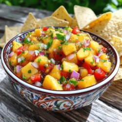 To make the best peach salsa, gather these fresh ingredients: - 3 medium ripe peaches, diced - 1 red bell pepper, finely chopped - 1/2 red onion, finely chopped - 1 jalapeño pepper, seeds removed and minced - 2 tablespoons fresh cilantro, chopped - 1 tablespoon lime juice - 1 tablespoon honey (or vegan-friendly agave syrup) - Salt and pepper to taste Peaches are the star here. Choose ripe ones for sweetness. Red bell pepper adds crunch and color. Red onion gives a bit of bite, while jalapeño peppers bring heat. Fresh cilantro adds a nice herbal note. Lime juice brightens the flavors, and honey balances any tartness. Don't forget salt and pepper for seasoning! You can add some optional ingredients to make your salsa unique: - 1/2 cup diced mango for a sweet twist - 1/4 cup diced cucumber for extra crunch - A pinch of cumin for a warm flavor These additions can enhance your salsa. Mango brings a tropical flair, cucumber adds refreshment, and cumin introduces depth. Feel free to experiment! You will need some basic tools for easy preparation: - A cutting board - A sharp knife - A mixing bowl - A spoon for stirring Having the right tools makes cooking more enjoyable. A sharp knife helps you dice ingredients quickly. A mixing bowl gathers all your fresh bits, making it easy to combine. Enjoy the process of creating! For the full recipe, check out the Peachy Keen Salsa section above. Start with fresh peaches. Wash them well. Peel if you want a smoother salsa. Dice three medium peaches into small pieces. This makes them easy to mix. Next, chop one red bell pepper. Aim for small, even pieces. Do the same with half a red onion. This helps all the flavors blend nicely. Now, take one jalapeño pepper. Remove the seeds for less heat. Mince it finely. If you like spice, keep some seeds in. This choice is all about your taste. In a large bowl, mix all your fresh ingredients. Add the diced peaches, red bell pepper, red onion, and jalapeño. Gently stir them together. You want to combine them without mashing the peaches. Next, add two tablespoons of chopped cilantro. Pour in one tablespoon of lime juice for a zesty kick. To sweeten your salsa, add one tablespoon of honey or agave syrup. This balances the heat and adds depth. Season with salt and pepper to taste. Mix everything lightly to spread the flavors evenly. After mixing, let your salsa sit. Place it in the fridge for about 30 minutes. This marination time lets the flavors come together. The peach salsa will taste even better after resting. To make it shine, serve it in a colorful bowl. Garnish it with a sprig of cilantro. Your peach salsa will look as good as it tastes. Enjoy it with tortilla chips or as a topping on grilled dishes. For the full recipe, check out the details above. To make the best peach salsa, pick ripe peaches. Look for peaches that feel slightly soft when you press them. They should have a sweet smell, too. The color should be deep yellow or orange, not green. If your peaches are hard, leave them out for a day or two. They will ripen at room temperature. You can make peach salsa as spicy as you like. If you want more heat, add more jalapeño. Start with a small amount and taste it. You can always add more. If you prefer a milder salsa, remove all the seeds from the jalapeño. This step will lower the spice level, making it more enjoyable for everyone. You can boost the flavor of your peach salsa with extra ingredients. Try adding diced mango or pineapple for a tropical twist. A splash of vinegar can add a nice tang. If you want a smokier flavor, mix in some smoked paprika. Fresh herbs like mint or basil can also bring a fresh taste. Experiment with these extras to create your perfect blend. You can find the full recipe to guide you through these tasty options. {{image_4}} For a fun twist, try a tropical peach salsa. Add diced mango and pineapple to your mix. The sweetness of these fruits pairs well with the peaches. You can also include chopped mint for a fresh taste. This salsa adds a bright flavor to grilled fish or chicken. It’s perfect for summer barbecues! If you want a heartier salsa, mix in black beans. Use one can of rinsed black beans for added protein. This makes the salsa more filling. The beans balance the sweetness of the peaches with a lovely texture. Serve this version with tortilla chips or on tacos for a delicious meal. For those who like heat, try spicy peach salsa with pineapple. Add diced jalapeños for a kick. You can also mix in some crushed red pepper flakes. The heat balances nicely with the sweetness of the peaches and pineapple. This spicy salsa is a fun topping for burgers or grilled shrimp. Feel free to explore these variations to find your favorite. Each option brings a new twist to the classic peach salsa. For the full recipe, check out the Peachy Keen Salsa section! To keep your peach salsa fresh, store it in an airtight container. This helps prevent it from absorbing other smells in your fridge. Make sure to chill it within two hours of making. The cooler temperature helps keep the flavors vibrant. Always use a clean spoon when serving to avoid cross-contamination. If you notice any excess liquid, gently drain it before serving to maintain a thick consistency. You can freeze peach salsa for later use. To do this, place it in a freezer-safe container. Leave some space at the top to allow for expansion as it freezes. Remember that the texture may change after thawing. It might become a bit watery. To use it, simply thaw it in the fridge overnight before serving. Homemade peach salsa lasts about 3 to 5 days in the fridge. Store-bought salsa usually has preservatives, so it can last longer. Check the label for specific dates. Opened store-bought salsa can last 1 to 2 weeks. If you want the best flavor, eat your homemade salsa fresh. Enjoy the delicious taste of your peach salsa while it's at its peak! For the full recipe, refer to the Peachy Keen Salsa section above. Yes, you can use frozen peaches for salsa. Just make sure to thaw them first. Drain any excess water after thawing. This ensures your salsa stays thick and flavorful. Frozen peaches may be less sweet than fresh, but they still add a nice taste. Homemade peach salsa lasts about 3 to 5 days in the fridge. Store it in an airtight container. After a few days, the flavors may change. Check for any signs of spoilage before using. If it smells off, it's best to toss it. Peach salsa goes well with many dishes. Here are some tasty pairings: - Grilled chicken or fish - Tacos or burritos - Tortilla chips as a dip - Salads for a fresh twist - Quesadillas for added flavor These pairings will make your meals more exciting and flavorful! For the full recipe, check out the detailed instructions above. This blog post covers how to make delicious peach salsa. We explored fresh and optional ingredients, plus tools you’ll need. I shared steps for prep, mixing, and marinating for great flavor. You learned tips on choosing ripe peaches and adjusting spice levels. Variations like tropical and spicy salsa were discussed, along with best storage practices. Remember, homemade salsa tastes better and lasts in the fridge longer than store-bought. Now, try these ideas and enjoy your salsa with your favorite dishes!