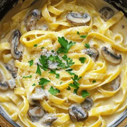 - 12 oz (340 g) fettuccine or spaghetti - 2 tablespoons extra virgin olive oil - 1 small onion, finely chopped - 3 cloves garlic, minced - 8 oz (225 g) assorted mushrooms (cremini, shiitake, and button), sliced - 4 cups vegetable broth - 1 cup heavy cream or coconut cream (for a dairy-free option) - 1 teaspoon dried thyme - 1 teaspoon dried oregano - Salt and black pepper to taste - 1/2 cup grated Parmesan cheese (optional; omit for a nut-free version) - Fresh parsley, chopped, for garnish You can change this dish! Add more veggies like spinach or cherry tomatoes. For extra flavor, try adding a splash of white wine. If you want protein, grilled chicken or shrimp works great. You can even make it spicy with red pepper flakes. To make this creamy pasta, you need a large, deep pot. A sharp knife and cutting board help with prep. A wooden spoon is perfect for stirring. Lastly, a measuring cup and spoons ensure you get the right amounts. This simple dish is fun to make, and it tastes amazing! Check out the Full Recipe for complete instructions. Start by heating the olive oil in a large pot over medium heat. Once hot, add the finely chopped onion. Sauté it for about 5 minutes. You want the onion to look soft and clear. Next, add the minced garlic. Stir it in for about a minute. The smell will be amazing! Now, it’s time for the mushrooms. Add the sliced mushrooms to the pot. Stir them often for about 5 to 7 minutes. They should become soft and turn golden brown. After that, mix in the fettuccine or spaghetti. Pour in the vegetable broth and sprinkle the thyme, oregano, salt, and black pepper. Stir everything well. Increase the heat to a boil, then lower it to a gentle simmer. Cover the pot and let it cook for 10 to 12 minutes. Stir it occasionally to avoid sticking. When the pasta is just right, lower the heat again. Slowly stir in the heavy cream. If you prefer dairy-free, use coconut cream. Heat it for 2 to 3 minutes while stirring. If you want a richer taste, add the grated Parmesan cheese now. Stir until it melts into the sauce. Taste it and add more salt or pepper if needed. Finally, remove the pot from heat. Serve it hot and sprinkle fresh parsley on top for a nice touch. For the full recipe, check above. To get a rich and creamy texture, keep the heat moderate. Start with medium heat when cooking the onions and garlic. This helps build flavor without burning. Once you add the broth and pasta, bring it to a boil. Then, lower the heat to a gentle simmer. This way, the pasta cooks evenly and absorbs all the flavors. Stir often to avoid sticking. If the sauce seems too thick, add a bit more broth or cream. Mushrooms add depth to your dish. I love using a mix of cremini, shiitake, and button mushrooms. Cremini mushrooms offer a nice earthy taste. Shiitake mushrooms add a rich umami flavor. Button mushrooms are mild and soft. Choose fresh mushrooms that are firm and dry. Avoid any that look slimy or dark. For extra flavor, slice them thick. This way, they hold their shape during cooking. Serve this dish hot in shallow bowls. Top it with fresh parsley for color. You can also sprinkle extra Parmesan cheese on top. Pair it with a simple green salad for a well-rounded meal. A glass of white wine complements this pasta perfectly. If you want a crunch, add toasted pine nuts or walnuts. For a twist, serve with a side of garlic bread. You can find the full recipe above to create this tasty meal! {{image_4}} You can easily make this dish gluten-free. Use gluten-free pasta instead of regular. Brown rice or quinoa pasta works well. For a dairy-free version, switch heavy cream for coconut cream. It adds a nice flavor and keeps the dish creamy. You can also skip the cheese or use a dairy-free cheese. This way, everyone can enjoy the meal. Want to add protein? Chicken, shrimp, or tofu are great choices. If you use chicken, sauté it first until fully cooked. For shrimp, add them after the mushrooms. They cook fast and blend well with the flavors. Tofu is a great plant-based option. Just cube it and sauté with the mushrooms. This adds texture and makes the dish more filling. Adding seasonal veggies boosts the dish's color and nutrition. Think about spinach, peas, or bell peppers. You can stir them in when you add the pasta. They cook quickly and add freshness. Try to choose veggies that are in season for the best taste. This makes your creamy mushroom pasta not just delicious but also colorful and fun. For the full recipe, check out the provided link. To keep your creamy mushroom pasta fresh, store it in an airtight container. Let it cool before sealing. Place the container in the fridge. It will last for about three days. If you want to enjoy it later, freezing is a great option. When reheating, add a splash of vegetable broth or cream. This helps restore the creamy texture. Heat the pasta in a pan over low heat. Stir gently to mix in the liquid. You can also use a microwave; just cover it loosely. Heat in short bursts, stirring in between. To freeze, portion the pasta into smaller containers. Leave some space at the top, as it will expand. Wrap each container tightly with plastic wrap. Label them with the date. When ready to eat, thaw in the fridge overnight. Reheat on the stove or microwave, adding a bit of broth or cream for creaminess. Enjoy the flavors anytime! For the full recipe, check out the earlier sections of this article. Yes, you can use any pasta you like. I often use penne or fusilli. These shapes hold sauce well and add texture. Just remember to adjust the cooking time based on the type of pasta you choose. For example, thinner pastas like angel hair cook faster than fettuccine. To add heat, try using red pepper flakes. Start with a pinch and adjust to taste. You can also add diced jalapeños or crushed chili peppers. These will bring extra flavor as well as spice. Experiment with how much heat you like. If you want a lighter option, use coconut cream or almond milk. Both provide a creamy texture. You can also use Greek yogurt for a tangy twist. Just be careful with the heat, as yogurt can curdle if it gets too hot. For the best results, add it at the end and stir gently. For the Full Recipe, check out the ingredients and instructions above. Enjoy cooking! This article showed you how to make one-pot creamy mushroom pasta. We covered main and optional ingredients, plus the tools you need. I shared step-by-step instructions for cooking and added useful tips to get the best flavors. You can customize the dish and store it for later. Now, you can create a tasty meal with ease. Enjoy trying different ingredients or variations. Cooking should be fun, so get creative!