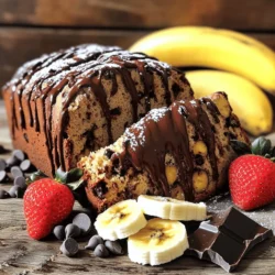 To make the best chocolate chip banana bread, gather these ingredients: - 3 ripe bananas, thoroughly mashed - 1/2 cup unsalted butter, melted and slightly cooled - 1/2 cup firmly packed brown sugar - 1/4 cup granulated sugar - 2 large eggs, at room temperature - 1 teaspoon pure vanilla extract - 1 teaspoon baking soda - 1/4 teaspoon fine salt - 1 1/2 cups all-purpose flour, sifted - 1 cup semi-sweet chocolate chips - 1/2 teaspoon ground cinnamon (optional, but recommended) Each ingredient plays a role in making your bread tasty. Here are some notes on measurements and substitutes: - Bananas: Use very ripe bananas. They add natural sweetness and moisture. - Butter: Unsalted butter is best, but you can use coconut oil for a dairy-free option. - Sugars: You can swap brown sugar for coconut sugar for a different flavor. - Eggs: You can replace eggs with flax eggs for a vegan version. - Flour: For gluten-free bread, use almond or oat flour. The quality of your ingredients matters. Fresh, ripe bananas give flavor and moisture. High-quality chocolate chips melt beautifully, making each bite rich. Use real vanilla extract for the best taste. The butter should be fresh and unsalted to control salt levels. When you choose good ingredients, your banana bread will shine and taste amazing. This attention to quality helps create a delightful treat that everyone will enjoy. Start by preheating your oven to 350°F (175°C). This step is key. It ensures even baking. Next, grease a 9x5 inch loaf pan with butter or non-stick spray. A well-prepared pan helps the bread pop out easily later. In a large bowl, mash 3 ripe bananas until smooth. Then, add 1/2 cup of melted butter. Mix them well using a fork or whisk. This creates a creamy base. Now, stir in 1/2 cup of brown sugar and 1/4 cup of granulated sugar. Mix until the sugars dissolve. Next, add 2 large eggs, one at a time. Make sure each egg blends in fully. Finally, mix in 1 teaspoon of pure vanilla extract for flavor. Sprinkle 1 teaspoon of baking soda and 1/4 teaspoon of fine salt over the wet mix. Stir until just combined. Then, gradually add 1 1/2 cups of sifted all-purpose flour. Use a spatula to fold it in gently. Stop mixing as soon as the flour disappears. Overmixing can make the bread dense. Now, fold in 1 cup of semi-sweet chocolate chips. If you like, add 1/2 teaspoon of ground cinnamon for extra warmth. Pour the batter into your prepared loaf pan. Smooth the top with a spatula. Bake in the preheated oven for about 60 minutes. Check for doneness with a toothpick. It should come out clean or with a few moist crumbs. After baking, let the bread cool in the pan for 10 minutes. Then, transfer it to a wire rack to cool completely. This step helps prevent sogginess. When ready to serve, slice the bread. Enjoy it warm or at room temperature. For an extra treat, drizzle with melted chocolate or dust with powdered sugar. For the full recipe, check out [Full Recipe]. To get the best texture for your chocolate chip banana bread, use ripe bananas. The riper the bananas, the sweeter and softer they become. I recommend using bananas with brown spots. Mash them well, so there are no lumps. This helps create a moist and fluffy loaf. Gently mix your batter; overmixing can lead to a dense bread. Aim for a smooth blend without overworking it. Many people make the mistake of measuring flour incorrectly. Always spoon the flour into the measuring cup and level it off. Avoid packing it down. This keeps your bread light. Another mistake is not using room-temperature eggs. Cold eggs can affect how well they mix. Always crack them into a bowl first to check for freshness. Lastly, don’t skip the cooling step. Letting your bread cool in the pan for a bit helps set the structure. Want to boost the flavor of your chocolate chip banana bread? Try adding a sprinkle of ground cinnamon to the batter; it pairs perfectly with bananas. You can also mix in chopped nuts for texture. Walnuts or pecans work great. If you like a twist, add a splash of espresso or coffee to deepen the chocolate flavor. For a special touch, drizzle some melted chocolate on top after baking. It makes for a beautiful presentation and tastes amazing. For more details on how to make this delicious treat, check out the Full Recipe. {{image_4}} For those who enjoy a little crunch, try adding nuts. Chopped walnuts or pecans work wonderfully. Simply mix in about 1/2 cup of nuts along with the chocolate chips. The nuts add texture and a rich flavor that pairs well with the bananas. You can easily make this recipe vegan. Replace the eggs with flax eggs. To make a flax egg, mix 1 tablespoon of ground flaxseed with 2.5 tablespoons of water. Let it sit for a few minutes to thicken. Use plant-based butter instead of regular butter. This keeps the bread moist and delicious without any animal products. If you need a gluten-free option, swap the all-purpose flour for a gluten-free blend. Look for one that works as a 1:1 substitute. This keeps the flavor intact while making it safe for those with gluten sensitivities. Always check that your chocolate chips are also gluten-free. These variations allow you to enjoy chocolate chip banana bread in different ways. You can mix and match to find your perfect version. For the detailed recipe, refer to the Full Recipe section. After making your chocolate chip banana bread, you want to keep it fresh. To store leftovers, wrap the bread in plastic wrap or aluminum foil. Place it in an airtight container at room temperature. This keeps it soft for up to three days. If you live in a warm area, consider refrigerating it to prevent spoilage. Just remember, the fridge can dry it out a bit. Freezing is a great way to save your banana bread for later. First, let the bread cool completely. Then, slice the bread into individual pieces. Wrap each slice in plastic wrap and then place them in a freezer bag. Squeeze out any extra air before sealing. Your banana bread can last up to three months in the freezer. When you need a slice, just thaw it in the fridge overnight or at room temperature. To enjoy your chocolate chip banana bread warm, you can easily reheat it. If you have a slice, pop it in the microwave for about 15-20 seconds. For a whole loaf, preheat your oven to 350°F (175°C) and warm it for about 10-15 minutes. This helps to bring back the soft texture and melt the chocolate chips. You can also enjoy it cold, but warming it adds a cozy touch. The best bananas for banana bread are very ripe. Look for bananas with brown spots. These bananas are soft and sweet. They will make your bread moist and flavorful. If they are not ripe enough, the bread will not taste as good. You can also use frozen ripe bananas. Just thaw them and mash them well before adding. Yes, you can replace chocolate chips with nuts, dried fruit, or even peanut butter chips. Each option gives a new taste. For a nutty flavor, use walnuts or pecans. If you want more sweetness, try adding raisins or dried cranberries. Just keep the amount the same as the chocolate chips. If your banana bread is too dense, it might be due to overmixing. Mix just until the dry ingredients are combined. Another reason could be using too much flour. Make sure to measure flour correctly. If you want lighter bread, you can add a bit more baking soda or an extra egg for fluffiness. Homemade banana bread lasts about 3 to 4 days at room temperature. Keep it in a sealed container to keep it fresh. You can also store it in the fridge for about a week. For longer storage, wrap it tightly and freeze it. It can last up to 3 months in the freezer. When ready to eat, just thaw it at room temperature. Enjoy with a warm cup of tea or coffee! You learned how to make banana bread using quality ingredients and careful steps. We covered mixing, baking, and cooling for great results. I shared tips to avoid mistakes and enhance flavor. With variations like vegan and gluten-free, there's a recipe for everyone. Lastly, proper storage keeps your bread fresh longer. Enjoy the joy of baking and savor every bite of your creation!