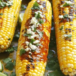 - 4 ears of fresh corn, husked - 3 tablespoons unsalted butter, melted - 1 teaspoon chili powder - 1 teaspoon garlic powder - 1 teaspoon ground cumin - Juice of 2 limes (freshly squeezed) - Salt, to taste - Crumbled cotija cheese (optional, for garnish) - Fresh cilantro, chopped (for garnish) For this chili lime grilled corn, I always choose fresh corn. Fresh corn tastes sweet and juicy. Husk the corn and remove the silky threads. This step ensures your corn is clean and ready for grilling. Next, I melt unsalted butter. This adds a rich flavor. I mix it with chili powder, garlic powder, and ground cumin. These spices give the corn a zesty kick. The juice of fresh limes adds brightness. It brings all the flavors together. Don’t forget salt! It enhances every bite. If you're feeling fancy, sprinkle crumbled cotija cheese on top. It adds a creamy, salty touch. Lastly, I like to garnish with fresh cilantro. It gives a fresh finish to the dish. You can find the full recipe above if you’d like to dive deeper into the cooking process! Start by preheating your grill to medium-high heat. This helps create a great char on the corn. A hot grill also cooks the corn faster. Give it about 10 minutes to heat up well. Next, prepare the corn. Remove the husks and silky threads from each ear. This step is key for even cooking. Pat the corn dry with a paper towel. This helps the butter mix stick better. In a small bowl, mix melted butter, chili powder, garlic powder, cumin, and lime juice. Whisk well to combine. Now, use a basting brush to coat each ear of corn. Make sure to cover all sides. This will add amazing flavor to your corn. Place the coated corn directly on the grill grates. Close the grill lid. Grill the corn for about 10-12 minutes. Rotate the corn every few minutes for even cooking. You want it tender and slightly charred. Once cooked, remove the corn from the grill. Let it cool for a minute. Then, add salt to taste. If you like, sprinkle crumbled cotija cheese on top. Finish with chopped fresh cilantro for a pop of color. Serve it hot and enjoy this fresh and zesty delight! For the full recipe, refer to the earlier section. To get great grill marks, start with a hot grill. Heat your grill to medium-high. Clean the grates well to prevent sticking. Place your corn at a 45-degree angle on the grill. Don't move it for a few minutes; this helps form those nice marks. Rotate the corn every few minutes for even cooking and marks. The goal is to have a charred look without burning the corn. You can spice up your chili lime grilled corn with other seasonings. Try adding smoked paprika for a deeper flavor. A pinch of cayenne pepper gives it a nice kick. You can also mix in some cumin for warmth. If you like it sweeter, consider a touch of brown sugar. Just remember to keep it balanced; you want the lime and chili to shine through. Serve your chili lime grilled corn fresh off the grill. I love to place it on a wooden platter for a rustic touch. Drizzle any leftover chili lime butter over the top. Adding lime wedges on the side lets guests squeeze more lime juice as they like. You can also pair it with a light salad or grilled meats. For an extra treat, top with crumbled cotija cheese and chopped cilantro. This adds flavor and a beautiful look. For the full recipe and more ideas, check out the complete guide. {{image_4}} You can mix up the flavors of your chili lime grilled corn. Try adding smoked paprika for a deeper taste. You might also use cayenne pepper if you want more heat. For a sweeter twist, sprinkle some brown sugar. This will balance the spice and lime. You can also use fresh herbs, like oregano or thyme, for added freshness. These simple swaps keep the dish exciting and fun. Grilling corn on the cob is a classic method. It gives you that perfect char and smoky flavor. The kernels stay juicy and tender. If you prefer, you can cut the corn off the cob after grilling. This method is great for salads or salsas. It makes for easier eating, especially at parties. Just remember to use a sharp knife and a steady hand to avoid spills! Chili lime grilled corn is already a great choice for vegetarians. To make it vegan, simply swap the butter for olive oil or vegan butter. This keeps the flavor while making it plant-based. You can also skip the cotija cheese or use a dairy-free cheese alternative. This way, everyone can enjoy this zesty dish. Don't forget to add extra lime juice for that fresh taste! Try these variations to suit your taste buds. For the full recipe, click here: [Full Recipe]. To store leftover grilled corn, let it cool first. Wrap each ear tightly in plastic wrap. You can also place them in an airtight container. This helps keep the corn fresh. Store it in the fridge and enjoy it within three days. Reheating grilled corn is simple. You can use the microwave or grill. For the microwave, place the corn on a plate and cover it with a damp paper towel. Heat for about one minute. For the grill, preheat it to medium heat. Place the corn on the grill for about five minutes, turning occasionally. This will give it a nice warmth and a bit of char. Freezing grilled corn is a great option for later meals. First, let the corn cool completely. Then, remove the kernels from the cob using a sharp knife. Store the kernels in a freezer bag. Be sure to remove as much air as possible before sealing. You can freeze the corn for up to six months. When you’re ready to use it, thaw it in the fridge overnight or use it straight from the freezer in soups or salads. For the full recipe, check out the Chili Lime Grilled Corn section above. Yes, you can use frozen corn. However, fresh corn gives the best flavor. Frozen corn needs to thaw and drain well. This helps prevent excess water from affecting the grill. Use sweet corn for grilling. Varieties like Silver Queen or Sweet Jubilee work well. These types have juicy kernels that caramelize nicely when grilled. Chili Lime Grilled Corn has a mild spice. The chili powder adds flavor, not heat. You can adjust the spice level by adding more chili powder if desired. To make it dairy-free, skip the butter and cotija cheese. Use olive oil or a dairy-free butter substitute. This keeps the corn tasty without dairy. Serve Chili Lime Grilled Corn with tacos or grilled chicken. It pairs well with fresh salads too. For a fun twist, add it to your favorite salsa recipe. Chili lime grilled corn is a tasty dish with fresh ingredients and simple steps. We covered everything from prepping the corn to grilling it just right. I included tips for standout grill marks and flavor boosts. You can even customize it with different spices and storage methods. Enjoy this dish for your next cookout. It’s easier than you think and sure to impress! Your next meal will be full of flavor and easy fun. Get grilling and enjoy your chili lime corn!