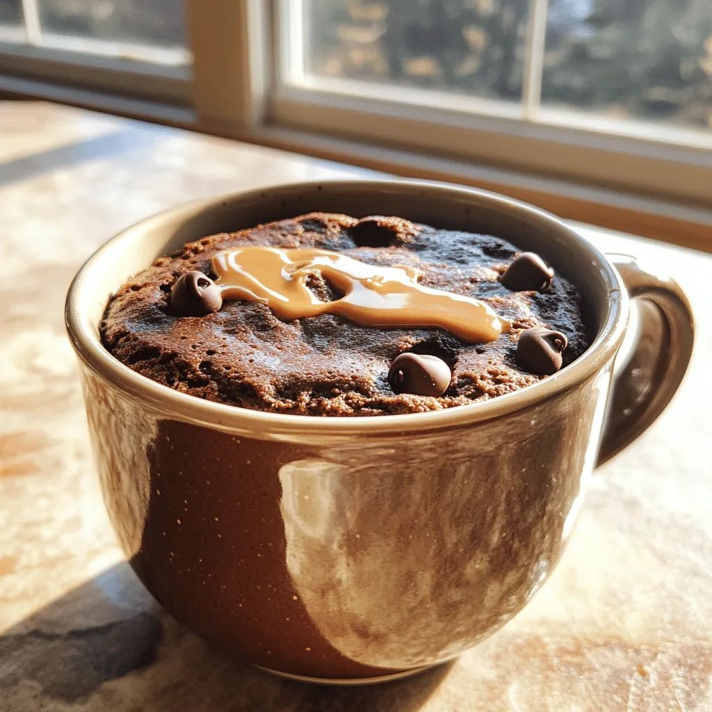 To create a scrumptious vegan chocolate mug cake, you need just a few simple ingredients. Here’s what you’ll need: - 4 tablespoons all-purpose flour - 4 tablespoons unsweetened cocoa powder - 4 tablespoons coconut sugar (or your preferred sweetener) - 1/8 teaspoon baking powder - 1/8 teaspoon fine sea salt - 3 tablespoons almond milk (or any plant-based milk of your choice) - 2 tablespoons vegetable oil (or melted coconut oil) - 1/4 teaspoon pure vanilla extract - 2 tablespoons dairy-free chocolate chips (optional) Each ingredient plays a big role. The flour gives structure, while the cocoa powder adds rich flavor. Coconut sugar sweetens without being too intense. Baking powder helps the cake rise, and salt enhances the taste. Almond milk keeps it moist, and oil adds a soft texture. Vanilla brings warmth, and chocolate chips make it extra special. Gathering these ingredients is easy. You can find most in your kitchen or local store. This recipe is perfect for a quick dessert fix. Plus, it’s fun to make! For the full steps, check out the Full Recipe. Enjoy the process and get ready for a tasty treat. - Gather all ingredients and tools. You need a microwave-safe mug and a fork or whisk. - Combine dry ingredients in the mug. Add flour, cocoa powder, coconut sugar, baking powder, and salt. Mix well until there are no lumps. - Mix in wet ingredients thoroughly. Pour in almond milk, vegetable oil, and vanilla extract. Stir until the batter is smooth and silky. - Microwave the mug cake. Place the mug in the microwave and heat it on high for 60 seconds. - Check for doneness and adjust cooking time. The cake should look puffed and slightly moist in the center. If it’s not done, microwave in 10-second bursts until fully cooked. - Let it cool slightly before serving. Wait about 2-3 minutes to avoid burning your mouth. - Recommendations for toppings or add-ins. Top with dairy-free ice cream or drizzle with almond butter. You can also fold in chocolate chips for extra richness. Enjoy your Vegan Chocolate Mug Cake! For the complete recipe, check the [Full Recipe]. For a great mug cake, measuring ingredients is key. Use a tablespoon for accuracy. Too much flour makes the cake dense. Too little will make it too runny. Mix your dry ingredients well to avoid lumps. I like using a small whisk. It helps blend everything smoothly. When you add wet ingredients, stir them gently. This keeps the batter light. Aim for a smooth, uniform mix. If you see any lumps, keep mixing until they vanish. You can swap coconut sugar for other sweeteners, like maple syrup or agave. Each sweetener adds a different taste. If you want a creamier cake, try using oat milk instead of almond milk. You can also add a spoon of nut butter for richness. If you love chocolate, add more dairy-free chocolate chips. They melt and create pockets of gooey goodness. One common mistake is over-microwaving the batter. Start with 60 seconds, then check. If it looks wet, add 10 more seconds. Keep an eye on it. Another mistake is using a small mug. A 12 oz mug is best. If the mug is too small, the cake can overflow. This can create a mess in your microwave. Always choose a larger mug to avoid this. {{image_4}} If you want a gluten-free vegan chocolate mug cake, simply swap the all-purpose flour with gluten-free flour. You can use a blend that fits your taste. When you do this, slightly change the baking powder and liquids. Start with a little less liquid, as gluten-free flour can absorb more moisture. This will help you get that soft and fluffy texture you crave. Adding flavors can make your mug cake unique. You can sprinkle in cinnamon, nutmeg, or even a dash of espresso powder to amplify the chocolate taste. If you love nuts, try adding chopped walnuts or almonds for a crunchy bite. Dried fruits like cherries or cranberries can also add a sweet twist. Mix these into the batter before microwaving for extra flavor. You can enjoy your mug cake in fun ways. Try layering it with dairy-free yogurt to make a mug cake parfait. Just add a layer of yogurt, then a layer of cake, and repeat. It looks fancy and tastes great! You can also serve the cake with a fruit compote or a drizzle of vegan cream. This adds freshness and a creamy touch to each bite. Enjoy experimenting with these ideas! To keep your vegan chocolate mug cake fresh, store it in the fridge. Place it in an airtight container. It will stay good for up to three days. When you're ready to enjoy it again, just reheat it in the microwave. Heat for 10-15 seconds at a time until warm. This keeps the texture soft and delicious. If you want to save your mug cake for later, freezing is a great option. Wrap the cooled cake in plastic wrap, then place it in a freezer bag. It can last up to three months in the freezer. When you’re ready to eat it, take it out and let it thaw in the fridge overnight. For a quick option, you can microwave it straight from the freezer. Just add a few extra seconds to the cooking time. Don't let leftover cake go to waste! You can get creative. Crumble the mug cake over dairy-free yogurt for a tasty parfait. You can also use it as a base for a trifle. Layer it with fresh fruit and a drizzle of vegan chocolate sauce. Another fun idea is to mix it with plant-based ice cream for a decadent dessert. Enjoy experimenting with these ideas! Yes, you can use a microwave. This mug cake cooks quickly, taking only about 60 seconds. The microwave makes it easy and fast. Just mix the ingredients in a microwave-safe mug, and you’re good to go. The heat cooks the cake, making it fluffy and warm. This method is perfect for a quick treat. To make this mug cake healthier, consider these tips: - Reduce sugar: Use less coconut sugar or a natural sweetener like stevia. - Use less oil: Cut down the oil to one tablespoon or replace it with unsweetened applesauce. - Add whole grains: Try whole wheat flour instead of all-purpose flour for more fiber. - Include fruits: Mix in mashed bananas or apples for natural sweetness. You can use several alternatives for almond milk in this recipe: - Soy milk: This is creamy and adds a nice texture. - Oat milk: It’s slightly sweet and works well in baked goods. - Coconut milk: This adds a rich flavor but can make the cake denser. Each option will change the taste a bit, but they all keep it vegan. Enjoy experimenting! This blog covered how to make a delicious mug cake. We explored the ingredients, step-by-step instructions, and tips for the best results. I shared variations, storage options, and common mistakes to avoid. Now, you can enjoy a quick and tasty treat anytime. Experiment with flavors and toppings to make it your own. Baking is fun, and this mug cake is a great start! Enjoy every bite!