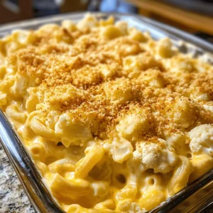 - 1 medium head of cauliflower - 8 oz elbow macaroni (or gluten-free option) - 2 cups shredded sharp cheddar cheese - 1 cup cream cheese - 1 cup milk (dairy or non-dairy) - 1 teaspoon garlic powder - 1 teaspoon onion powder - 1/2 teaspoon smoked paprika - Salt and freshly ground black pepper - 1/2 cup breadcrumbs - 2 tablespoons olive oil or melted butter I love using fresh ingredients in this dish because they make it taste amazing. The cauliflower gives a nice texture and a subtle flavor. The elbow macaroni adds a comforting bite. Sharp cheddar cheese is my favorite for its rich taste. Cream cheese makes the sauce super creamy, while milk keeps everything smooth and luscious. For flavor, I use garlic powder and onion powder. They add depth without being too strong. Smoked paprika gives a lovely hint of smoke that warms the dish. You can adjust the salt and pepper to your taste. If you want a crunchy topping, breadcrumbs mixed with olive oil or butter are perfect. They add a nice contrast to the creamy base. You can find the full recipe at the top of this article. It&rsquo;s easy to follow and perfect for a cozy meal. Enjoy cooking! - Bring salted water to a boil and add elbow macaroni. - Cook until al dente, then drain the pasta and set aside. - In a pot, boil salted water and add cauliflower florets. - Blanch for 3-4 minutes until tender but still crisp. Drain and set aside. - In the same pot, reduce heat to low. - Combine softened cream cheese and milk, stirring until smooth. - Gradually mix in shredded cheddar cheese, garlic powder, onion powder, smoked paprika, salt, and pepper. Stir until cheese melts and sauce is creamy. - Gently fold macaroni and blanched cauliflower into the cheese sauce. - Ensure everything is evenly coated and mixed well. - If using, prepare the breadcrumb topping by mixing breadcrumbs with olive oil or melted butter. - Pour the creamy mixture into a greased baking dish. Sprinkle the breadcrumb mixture on top. - Preheat your oven to 350&deg;F (175&deg;C) and bake for 20-25 minutes until the top is golden brown. - Broil for an additional 2-3 minutes for extra crunch. - Watch closely to avoid burning. This creamy comfort dish is now ready to serve. For the full recipe, check out the complete details. To get a smooth cheese sauce, start with cream cheese. Make sure it is at room temperature. Cold cream cheese will clump and not blend well. Stir the mixture continuously. This keeps it from sticking to the pot. Play with different cheeses to find your favorite taste. Gouda adds a nice smoky flavor, while mozzarella brings creaminess. You can also add spices to boost the flavor. Try a pinch of cayenne for heat or a dash of nutmeg for warmth. Serve this dish with fresh salad or steamed veggies. The crunch of fresh greens pairs well with creamy mac and cheese. You can also garnish with fresh herbs. Chopped parsley or chives give a pop of color and flavor. For the full recipe, check the original. {{image_4}} You can make this dish lighter. Try using whole grain or legume-based pasta. This change adds fiber and nutrients. Low-fat cheeses or dairy-free cheese can also help. These swaps keep the creamy taste while cutting calories. Want to add some fun? Cooked bacon or pancetta gives a savory twist. The salty crunch pairs well with the creamy sauce. You can also toss in broccoli florets. This adds color, nutrition, and texture to your meal. For a gluten-free version, use gluten-free pasta and breadcrumbs. This keeps the dish tasty for those with gluten sensitivities. If you follow a vegan diet, swap the cheese for plant-based options. These changes make the dish suitable for everyone. For the full recipe, check out the detailed guide. Store any leftover cauliflower mac and cheese in an airtight container. It will stay fresh for up to 4 days in the fridge. Make sure it cools completely before sealing it up. You can freeze portions of this dish for up to 3 months. To do this, let it cool, then place it in freezer-safe containers. When you want to eat it, just reheat it in the oven for the best taste and texture. For the best results, reheat in the oven. Set the temperature to 350&deg;F (175&deg;C). Cover with foil to keep it moist. If you need to heat it quickly, the microwave works too. Just remember to stir it partway through heating for even warmth. If you want to try making this dish, check out the Full Recipe for all the details! Yes, you can prepare the dish in advance. Just put the mixed ingredients in a baking dish and refrigerate before baking. When you're ready, bake it straight from the fridge. This saves time and makes meal prep easier. To add some heat, add crushed red pepper flakes or more smoked paprika. You can also try a dash of hot sauce in the cheese sauce. Adjust the spice to suit your taste. Absolutely! Kids often enjoy this dish because it has a creamy texture and cheesy flavor. The cauliflower adds nutrition without being too strong in taste. You can even let the kids help in the kitchen for more fun. Cauliflower is low in calories, making it a great substitute for pasta. It is high in fiber, which helps with digestion. Plus, it is packed with vitamins C and K, and provides essential minerals. This makes every serving a healthy choice while still being delicious. Cauliflower mac and cheese combines fresh ingredients like sharp cheddar and cream cheese with tasty seasonings. You learned cooking steps, tips, and ways to adapt the dish. Remember, cauliflower gives this meal a healthy twist. It&rsquo;s easy to make and fun to share. Whether you want a comforting dinner or a nutritious option for kids, this dish fits the bill. Keep experimenting with flavors and ingredients to make it your own! Enjoy your delicious and creamy meal!