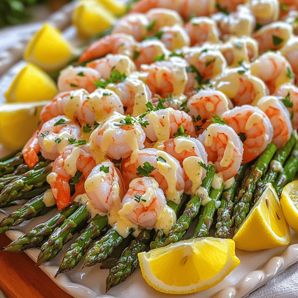 Garlic Butter Shrimp and Asparagus is a quick dish. It brings bright flavors and a satisfying crunch. This dish is perfect for busy weeknights or special gatherings. - 1 pound large shrimp, peeled and deveined - 1 bunch asparagus, trimmed and cut into 2-inch segments - 4 tablespoons unsalted butter - 4 cloves garlic, finely minced - 1 teaspoon red pepper flakes - 2 tablespoons freshly squeezed lemon juice - Zest of 1 lemon - Salt and freshly ground black pepper, to taste - Fresh parsley, chopped, for garnish You can add a pinch of smoked paprika for a warm flavor. Try fresh basil or chives for a different twist. A sprinkle of grated Parmesan can add a savory touch. Lemon wedges on the side brighten the dish. 1. Pat the shrimp dry with paper towels. This helps them sear better. 2. Season the shrimp with salt and pepper. Let them sit for a few minutes. 3. Trim the asparagus and cut it into 2-inch pieces. This makes it easier to cook. 4. Mince the garlic finely. The smaller the pieces, the better the flavor. 5. Gather all your ingredients. This keeps the process smooth and easy. 1. Heat a large skillet over medium heat. Add 2 tablespoons of butter and let it melt. 2. When the butter foams, add the minced garlic and red pepper flakes. Stir for 1 minute. 3. Increase the heat to medium-high. Add the seasoned shrimp in a single layer. 4. Cook the shrimp for 2-3 minutes on one side. They should turn pink and curl. 5. Flip the shrimp and cook for another 2 minutes. Remove them from the skillet. 6. In the same skillet, add the remaining butter and asparagus. Sauté for 5-6 minutes. 7. When the asparagus is bright green, return the shrimp to the skillet. 8. Drizzle with lemon juice and add lemon zest. Toss everything gently. 9. Taste and adjust seasoning with salt and pepper. 10. Remove from heat and sprinkle with chopped parsley. - Use fresh shrimp for the best taste. Frozen shrimp can work if thawed properly. - Don’t overcrowd the skillet. This ensures even cooking and a nice sear. - Watch the shrimp closely. They cook quickly, and overcooking makes them tough. - Let the shrimp rest briefly after cooking. This keeps them juicy and flavorful. - For more flavor, consider adding a splash of white wine when cooking. Enjoy making this dish using the Full Recipe! To get the best shrimp, start with fresh or thawed shrimp. Dry them well with paper towels. This step helps them sear nicely. Season the shrimp with salt and pepper. Heat your skillet before adding the shrimp. Use medium-high heat for a quick cook. Place the shrimp in a single layer. Cook for 2-3 minutes on one side. Once they turn pink, flip them over. Avoid overcrowding the pan to ensure even cooking. For the garlic butter sauce, use unsalted butter for control over salt. Melt half of the butter in your skillet. Add minced garlic and red pepper flakes. Sauté for just one minute. Stir often to prevent burning the garlic. Once fragrant, add the shrimp. After cooking the shrimp, add the rest of the butter. This keeps the sauce rich and creamy. Finally, finish with lemon juice and zest for a fresh kick. Serve the dish on a large white platter for a beautiful look. Drizzle any leftover sauce over the shrimp and asparagus. Add lemon wedges and fresh parsley on top for color. Pair this dish with rice or crusty bread to soak up the sauce. You can also serve it with a light salad for a healthy twist. This meal is perfect for a quick weeknight dinner or special occasions. For the full recipe, check the earlier section in this article. {{image_4}} You can easily change up this dish. If you prefer, use scallops or chicken instead of shrimp. Both options will bring a new flavor profile. For the asparagus, try green beans or broccoli. They cook nicely and add a different crunch. You can also add vegetables like bell peppers or zucchini. They pair well with garlic and lemon. For a creamier twist, add a splash of heavy cream. This will make a rich sauce that soaks into the shrimp and veggies. While sautéing is quick and tasty, you can grill or bake your shrimp and asparagus. Grilling gives a nice smoky flavor. Simply toss the shrimp and asparagus in the garlic butter, then place them on a grill. Cook for about 3-4 minutes per side. Baking is another easy option. Preheat your oven to 400°F (200°C). Spread the shrimp and asparagus on a baking sheet, drizzle with the garlic butter, and bake for 10-12 minutes. This method is hands-off and allows you to focus on other dishes. Garlic butter shrimp and asparagus fits any meal. For a casual lunch, serve it over rice or pasta. This adds a filling base to catch all the garlic butter goodness. For a fancy dinner, plate it on its own with a lemon wedge. This makes the dish look elegant and fresh. You can also serve it as a starter at a party. Just present small portions on skewers or in small bowls for easy eating. Check the [Full Recipe] for more details on making this delightful dish! To store your leftover garlic butter shrimp and asparagus, first let it cool down. Place it in an airtight container. Make sure it is sealed tightly. You can keep it in the fridge for up to three days. This way, the shrimp and asparagus stay fresh and tasty. When you're ready to eat your leftovers, take them out of the fridge. You can reheat them in a skillet over medium heat. Stir gently until everything is warm. Another option is to use a microwave. Heat in short bursts of 30 seconds, stirring in between. This prevents overcooking and keeps the shrimp tender. If you want to freeze this dish, first let it cool completely. Then, put it in a freezer-safe bag or container. Remove as much air as possible to prevent freezer burn. You can freeze it for up to two months. When you're ready to enjoy it, thaw in the fridge overnight before reheating. This keeps the flavors intact and makes for a quick meal. For more detailed steps, you can refer to the Full Recipe. Yes, you can use frozen shrimp. Just make sure to thaw them first. Place the shrimp in a bowl of cold water for about 15-20 minutes. This helps them thaw quickly. After thawing, pat them dry. This step helps them sear better in the pan. Garlic butter shrimp and asparagus go well with many sides. Here are some tasty options: - Rice, either white or brown - Quinoa for a healthy twist - A crisp green salad for added freshness - Crusty bread to soak up the garlic butter sauce - Mashed potatoes for a hearty option These sides balance the lightness of the shrimp and asparagus. You can tell shrimp are cooked when they turn bright pink. They should curl slightly and feel firm to the touch. Cooking usually takes about 4-6 minutes total. Use a meat thermometer if you want to be extra sure. The internal temperature should reach 120°F. This ensures they are safe to eat and juicy. For a detailed recipe to follow, check out the Full Recipe. You learned how to make Garlic Butter Shrimp and Asparagus. We covered the ingredients, cooking steps, and storage tips. Remember to try different flavors and cooking methods. This dish fits many settings, from simple dinners to special events. With practice, you’ll master it. Enjoy your cooking and impress your guests with this quick, tasty meal!