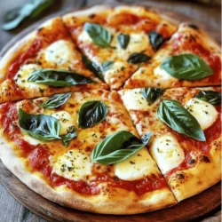 To make a great Margherita pizza, you need just a few key ingredients. Here’s what you need: - All-purpose flour: This forms the pizza crust. It gives the base a nice texture. - Fine sea salt: Salt enhances flavor and controls yeast growth. - Granulated sugar: Sugar feeds the yeast and helps the dough rise. - Instant yeast: This makes the dough rise quickly. It is easy to use. - Warm water: It activates the yeast to make the dough grow. - Extra virgin olive oil: This adds flavor and keeps the crust soft. - Tomato sauce: Use high-quality or homemade sauce for the best taste. - Fresh mozzarella cheese: This melts beautifully and adds rich creaminess. - Fresh basil leaves: They bring freshness and aroma to the pizza. - Extra virgin olive oil for drizzling: A light drizzle adds flavor and shine. - Freshly ground black pepper: This adds a touch of spice. Quality ingredients matter. Fresh basil and good mozzarella make a big difference. They elevate your pizza, adding authentic Italian flavor. Choose ingredients that you love. This way, your pizza will taste amazing. Measuring ingredients correctly is key. Use a kitchen scale for flour. It ensures you have the right amount. If you don’t have a scale, use dry measuring cups. Spoon the flour into the cup, then level it off with a knife. For liquid ingredients, use a liquid measuring cup. Always measure warm water using a thermometer. Aim for 110°F (43°C) for best results. When preparing fresh ingredients, wash basil leaves gently. Pat them dry with a paper towel. Slice mozzarella cheese into even rounds. This helps it melt evenly on the pizza. Following these tips will help you create a delicious Margherita pizza. For the full recipe, check out the details above. To start, mix the flour, salt, sugar, and yeast in a large bowl. Use a whisk to blend them well. This helps to evenly distribute the yeast. Next, slowly add the warm water and olive oil. Stir with a wooden spoon until a shaggy dough forms. Now, transfer the dough to a floured surface. Knead the dough for about 8 to 10 minutes. You want it to be smooth and slightly tacky. If the dough sticks to your hands too much, sprinkle a little more flour. When the dough is ready, form it into a ball. Place it in a lightly greased bowl. Cover it with a towel and let it rise in a warm spot for about 1 hour. It should double in size. After the dough has risen, gently punch it down to release the air. Move it to a floured surface. Roll out the dough to your desired thickness. For a classic Margherita pizza, aim for a thinner crust. This gives it the perfect balance of crispiness and chew. Once rolled out, carefully lift the dough. Place it on a piece of parchment paper. This makes it easier to transfer to the oven later. Now, it’s time to add the toppings. Use a ladle or spoon to spread your tomato sauce on the base. Leave about a half-inch border around the edges. This helps to keep the crust intact. Next, place the sliced mozzarella cheese evenly over the sauce. Make sure each piece gets some sauce. Preheat your oven to 475°F (245°C). If you have a baking stone, put it in the oven to heat for about 30 minutes. If using a baking tray, place it in the oven as it preheats. Once your pizza is topped, carefully transfer it (with the parchment) onto the preheated stone or tray. Bake for about 10 to 12 minutes. Look for a golden brown crust and bubbling cheese. After baking, remove the pizza from the oven. Scatter fresh basil leaves on top and drizzle with olive oil. Let it cool for a minute before slicing. Enjoy your Classic Margherita Pizza! For the complete guide on making this dish, check out the Full Recipe. To create a crispy crust, I recommend a few key techniques. Start by using high-protein flour. This flour helps the crust rise well and gives it a chewy texture. Knead the dough enough to develop gluten. This step is essential for a strong structure. Preheat your oven to its highest setting. An oven at 475°F (245°C) works well. If you have a baking stone, place it in the oven as it heats. This stone absorbs heat and gives your crust a nice crunch. Enhancing flavor in your Margherita pizza is simple. Always use fresh ingredients, especially tomatoes and basil. A pinch of sea salt in your sauce can brighten the flavors. Drizzle extra virgin olive oil on top before serving. This step adds richness and depth to your pizza. Balance is key. Ensure you have enough sauce and cheese. Too much sauce can make the pizza soggy. Aim for a thin layer of sauce and a good amount of cheese. This gives you that classic Margherita taste. Many home cooks make a few common mistakes. One frequent issue is over-kneading or under-kneading the dough. If your dough is too sticky, add a bit more flour. If it’s too dry, add a small amount of water. Another mistake is not preheating the oven long enough. If the oven isn't hot, the crust won't cook well. You may end up with a soft, doughy bottom. Lastly, avoid overcrowding your pizza with toppings. Too many toppings can lead to uneven cooking. Stick to the classic combination for the best results. If you follow these tips, you'll create a pizza that shines! For the full recipe, check out the [Full Recipe]. {{image_4}} The classic Margherita pizza is simple. It has fresh mozzarella, basil, and tomato sauce. But modern twists bring fun flavors. You can add truffle oil for a rich taste. Different cheeses like burrata or goat cheese can change the game. Each twist makes the pizza unique. You can easily make a vegetarian Margherita pizza. Just keep the cheese and sauce. For a gluten-free dough, look for almond or cauliflower flour. Many stores sell gluten-free mixes, too. These options let everyone enjoy a slice. Seasonal toppings can elevate your Margherita pizza. Try adding fresh tomatoes in summer or roasted squash in fall. Mix and match toppings like arugula or olives. These ingredients can add color and flavor. Be creative and enjoy the fun of making your pizza. For a full recipe, check out the detailed guide! To keep your leftover pizza fresh, store it in the fridge. Use an airtight container or wrap it tightly in plastic wrap. This keeps out air and moisture. You can enjoy your pizza for up to three days this way. When reheating pizza, avoid the microwave. It can make the crust soggy. Instead, use an oven or skillet. Preheat your oven to 375°F (190°C). Place the pizza on a baking sheet and heat for about 10 minutes. This method keeps the crust crispy and the cheese melty. Freezing pizza is a great option. To freeze, wrap each slice in plastic wrap. Then, place them in a freezer bag. Remove as much air as possible. For best results, freeze the pizza right after it cools. You can also freeze the dough. Shape it into a ball, wrap it well, and place it in the freezer. When you're ready to use it, thaw the dough in the fridge overnight. To reheat frozen pizza, preheat your oven to 400°F (200°C). Bake the pizza for about 15-20 minutes. This method ensures you get great taste and texture. Enjoy your tasty Margherita pizza anytime! Margherita pizza comes from Naples, Italy. It dates back to the late 1800s. A chef named Raffaele Esposito created it for Queen Margherita of Savoy. He used simple toppings: tomato sauce, mozzarella, and basil. These colors represent the Italian flag: red, white, and green. This pizza shows how simple food can be delicious and beautiful. It reflects Italian pride and culinary tradition. Yes, you can use store-bought dough. It saves time and effort. Many stores offer good-quality pizza dough. However, there are pros and cons. Pros: - Quick and easy to use - No need to knead or rise Cons: - May lack fresh flavor - Might not rise as well as homemade dough If you want to save time, store-bought dough is fine. But making your own dough gives better taste and texture. To keep your pizza from losing shape, follow these tips: - Roll it out evenly: Make sure the dough is the same thickness. This helps it cook evenly. - Use parchment paper: Place the pizza on parchment. It makes moving the pizza easy. - Don’t overload with toppings: Too many toppings make the pizza heavy. Stick to a few key ingredients. With these tips, your pizza will hold its shape and look great when cooked. Enjoy your Margherita pizza! For a detailed recipe, check the Full Recipe. Classic Margherita pizza is a true delight. We explored the essential ingredients, proper preparation, and step-by-step instructions to ensure success. Remember to focus on quality ingredients for the best results and avoid common mistakes. Experiment with variations to keep things exciting and suit your taste. With the storage tips shared, you can enjoy your pizza for days. Keep this guide handy for a perfect pizza every time. Enjoy the art of making Margherita pizza and share it with those you love.