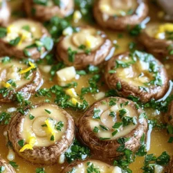 To make Herbed Garlic Butter Mushrooms, you will need a few simple ingredients. Here is the list: - 500g fresh mushrooms (cremini or button) - 4 tablespoons unsalted butter - 4 cloves garlic, minced - 1 tablespoon fresh thyme, chopped - 1 tablespoon fresh parsley, chopped - 1 teaspoon fresh rosemary, finely chopped - Salt and freshly ground black pepper, to taste - Zest and juice of 1 lemon These ingredients work together to create a rich and savory dish. The mushrooms soak up the buttery flavor while the garlic adds a nice kick. Fresh herbs bring brightness and depth, and the lemon juice brightens it all. Using fresh ingredients makes a big difference in taste. For the best results, choose mushrooms that look fresh and firm. Check for dirt; clean them gently with a damp cloth. You can use different types of mushrooms, but cremini or button mushrooms are great for this dish. When you're ready, gather your ingredients and check the Full Recipe for detailed instructions. This dish will impress your family and friends with its rich flavor and simple preparation! To make herbed garlic butter mushrooms, start by cleaning the mushrooms. Rinse them gently under cold water. Use a soft brush or cloth to remove any dirt. Once clean, slice each mushroom in half. This ensures they cook evenly. Next, measure your herbs and spices. You need fresh thyme, parsley, and rosemary. Chop them finely. Also, prepare four cloves of garlic by mincing them. Measure out the lemon zest and juice. These add brightness to the dish. Now, let’s cook! In a large skillet, melt the butter over medium heat. Wait until it becomes bubbly and smells great. This should take about one or two minutes. Once the butter is ready, add the minced garlic. Sauté the garlic for one to two minutes. Stir often to prevent burning. You want it to turn golden and release a lovely aroma. After that, add the halved mushrooms to the skillet. Stir gently to coat them in the garlic butter. Season the mushrooms with salt and pepper. Let them cook for about five to seven minutes. Stir occasionally until they are tender and browned. Next, add the chopped thyme, parsley, and rosemary. Cook for another two to three minutes. This lets the herbs infuse their flavors into the dish. Finally, squeeze the juice of half a lemon over the mushrooms. Sprinkle the lemon zest on top. Toss everything to mix the flavors well. For serving, place the mushrooms in a shallow bowl or on a nice platter. This shows off their rich color and fresh herbs. You can add extra herbs as a garnish if you like. These mushrooms pair well with crusty bread. Serve them as a tasty appetizer or a side dish. Enjoy the bright flavors of this easy recipe! For the full recipe, refer to the earlier section. To get the best flavor from your herbed garlic butter mushrooms, focus on how you sauté. Start by melting the butter over medium heat. When the butter bubbles, add the minced garlic. Sauté the garlic for 1-2 minutes until golden. If the garlic burns, it will taste bitter. Then, add the halved mushrooms. Stir them gently to coat with the buttery garlic. Cook until they are tender and brown. This process brings out their natural sweetness. You can enhance this recipe by changing the herbs or adding spices. If you want a different taste, try using oregano or basil instead of thyme. A pinch of red pepper flakes can add a nice kick. You could also sprinkle some smoked paprika for a deeper flavor. Experimenting with different herbs and spices will let you find your favorite blend. Using the right skillet makes a big difference. A heavy-bottomed skillet or cast iron pan works best. These pans heat evenly and help achieve that perfect golden brown. Non-stick pans can also work but may not give the same depth of flavor. Make sure your skillet is large enough to hold all the mushrooms in a single layer. This way, they will cook evenly and absorb all the garlic butter goodness. For the full recipe, check out the complete details! {{image_4}} You can change the mushrooms in this dish for more variety. Shiitake mushrooms are great. They have a deep, rich taste. Portobello mushrooms also work well. Their meaty texture adds a hearty feel. Feel free to mix different types too. Each type brings its own flavor. This gives your dish a unique twist every time. If you're vegan, you can still enjoy these mushrooms. Swap the butter with olive oil or vegan butter. It gives the same smooth richness. You might also want to use nutritional yeast. This adds a cheesy flavor without dairy. Just make sure to adjust the seasoning to fit your taste. These mushrooms are super versatile. They can be a side dish or a main. Serve them with grilled chicken or fish for a complete meal. You can also pair them with a fresh salad. A glass of white wine goes nicely too. For a cozy touch, serve with crusty bread. It soaks up all that lovely garlic butter. For a fun twist, try them on pasta or rice. The options are endless! You can find the Full Recipe to explore more ideas. To keep your herbed garlic butter mushrooms fresh, place them in an airtight container. Store in the fridge for up to three days. Make sure they cool down before sealing. This helps keep the flavors intact. When you’re ready to eat the leftovers, use a skillet to reheat them. Heat over low to medium heat. This method keeps the mushrooms tender. Stir occasionally to avoid burning. You can also add a splash of water or broth to keep them moist. Yes, you can freeze seasoned mushrooms! However, they may lose some texture. Place cooled mushrooms into a freezer-safe bag. Remove as much air as possible before sealing. They can last up to three months. When ready to use, thaw overnight in the fridge and reheat as mentioned above. For the full recipe, check the details above. Herbed garlic butter mushrooms can last about 3 to 5 days in the fridge. To store them, place the mushrooms in an airtight container. This helps keep them fresh and tasty. When you want to eat them again, just reheat them on the stove or in the microwave. They taste best when enjoyed fresh, so try to eat them quickly. Yes, you can use dried herbs, but the flavor will be different. Dried herbs are stronger, so use less than fresh herbs. A good rule is to use one-third the amount of dried herbs compared to fresh. For this recipe, try 1 teaspoon of dried thyme, parsley, and rosemary. This change can still give you nice flavors, just remember to adjust to your taste. These mushrooms pair well with many dishes. Here are some ideas: - Grilled chicken or steak - Pasta or rice dishes - A fresh green salad - Crusty bread for dipping These sides will complement the rich, buttery flavor of the mushrooms. For the detailed instructions on how to make Herbed Garlic Butter Mushrooms, check out the [Full Recipe]. In this post, we explored making delicious Herbed Garlic Butter Mushrooms. We covered the ingredients needed and shared step-by-step cooking instructions. I provided tips to enhance flavor and variations to suit your taste. For storing and reheating, I shared best practices to keep your dish fresh. Overall, this recipe is simple and full of taste. You can impress anyone with it. Enjoy creating your own tasty version!