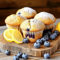 - 1 ½ cups all-purpose flour - ½ cup granulated sugar - ½ cup brown sugar, packed - 2 teaspoons baking powder - 1 teaspoon baking soda - ½ teaspoon salt - 1 large egg - ⅓ cup unsalted butter, melted and slightly cooled - ¾ cup buttermilk (or plain yogurt) - Zest of 1 large lemon - 2 tablespoons fresh lemon juice - 1 cup fresh blueberries Using precise measurements is key for great muffins. I recommend using a kitchen scale for the flour. If you want to reduce sugar, you can cut the granulated sugar by a quarter cup. For a dairy-free option, almond milk works well instead of buttermilk. Yogurt can add a nice tang, too. If you need gluten-free muffins, use a 1-to-1 gluten-free flour blend. Fresh blueberries are best for this recipe. Look for berries that are plump and firm. Avoid any with wrinkles or mold. If fresh blueberries are hard to find, frozen ones are a great backup. Just remember to rinse them gently and pat them dry. Using quality blueberries ensures your muffins burst with flavor and color. Start by preheating your oven to 375°F (190°C). This step is key. A hot oven helps the muffins rise beautifully. Prepare a muffin tin by lining it with paper liners. You can also grease each cup lightly. This will stop the muffins from sticking. In a large bowl, whisk together the dry ingredients. Use 1 ½ cups of all-purpose flour, ½ cup of granulated sugar, and ½ cup of packed brown sugar. Add 2 teaspoons of baking powder, 1 teaspoon of baking soda, and ½ teaspoon of salt. Whisk until no clumps remain. This mix creates a fluffy texture. In a separate bowl, crack 1 large egg and beat it lightly. Then, add ⅓ cup of melted unsalted butter that has cooled down a bit. Next, pour in ¾ cup of buttermilk or plain yogurt. Add the zest of 1 lemon and 2 tablespoons of fresh lemon juice. Stir until the mix is smooth. Now, gently fold the wet mix into the dry ingredients. Use a spatula or a wooden spoon. Be careful not to overmix. A few lumps are okay. Overmixing can make your muffins tough instead of soft. Once combined, fold in 1 cup of fresh blueberries. Make sure they are evenly spread without breaking them. Use a spoon or scoop to fill each muffin cup about ¾ full. This gives them room to rise. Bake in the preheated oven for 18-22 minutes. Check with a toothpick. It should come out clean when they are done. After baking, remove the tin from the oven. Let the muffins cool for about 5 minutes in the tin. Then, transfer them to a wire rack. This helps them cool completely. Enjoy your delicious lemon blueberry muffins! For the full recipe, check out the link above. Overmixing can make your muffins tough. Mix just until the dry and wet ingredients blend. A few lumps are okay. This helps keep the muffins light and fluffy, which is what we want for a tasty treat. Adding lemon zest boosts the flavor of your muffins. Zest gives a fresh and bright taste. Use a microplane or zester to get fine pieces of the peel. Make sure not to get any of the bitter white pith. This step truly makes a difference! For a soft muffin, use room-temperature ingredients. Cold butter or eggs can affect the rise. I recommend using a mix of both granulated and brown sugar. This combo gives you sweetness and moisture. Lastly, be sure to fill muffin cups about ¾ full. This allows room for rising without spilling. If you want to dive deeper into the recipe, check out the Full Recipe for all the details! {{image_4}} You can make your muffins even better by adding nuts or seeds. Chopped walnuts or pecans add a nice crunch. Sunflower seeds or pumpkin seeds work well too. Add about ½ cup to the batter before baking. This gives your muffins extra flavor and texture. Feel free to mix up the fruit in your muffins. Instead of blueberries, you can use raspberries, strawberries, or even peaches. Just make sure to keep the fruit fresh. If using frozen fruit, toss them in a bit of flour to prevent clumping. This will help spread the fruit evenly in the batter. If you're avoiding gluten, you can still enjoy these muffins. Substitute all-purpose flour with a gluten-free blend. Make sure your blend has xanthan gum, as this helps with texture. You can also use almond flour for a nutty taste. Just remember, baking times may vary with gluten-free flours, so keep an eye on them as they bake. These variations can make your Lemon Blueberry Muffins unique and fun! For the full recipe, check out the earlier section. You can keep your lemon blueberry muffins fresh for a few days. Place them in an airtight container at room temperature. If you want to keep them even fresher, store them in the fridge. They will last about a week in the fridge, but the taste is best within three days. To freeze your muffins, let them cool completely. Wrap each muffin tightly in plastic wrap. Then, place them in a freezer-safe bag or container. They can last up to three months in the freezer. When you're ready to enjoy them, just take out what you need. To reheat your muffins, you have a few options. The microwave is quick; just heat them for 10 to 15 seconds. For a crispy top, use the oven. Preheat it to 350°F (175°C) and heat the muffins for about 5 to 10 minutes. This way, they stay soft inside and warm all through. Follow the Full Recipe for these zesty muffins, and enjoy every bite! Lemon blueberry muffins stay fresh for about 2 to 3 days. Store them in an airtight container at room temperature. For longer storage, keep them in the fridge for up to a week. You can also freeze muffins for up to three months. Just wrap them well in plastic wrap. Yes, you can use frozen blueberries. They work perfectly in this recipe. Just fold them into the batter without thawing. Frozen blueberries might make the batter a little more wet. But they will still taste great and add lovely bursts of flavor. If you don't have buttermilk, plain yogurt is a great choice. You can also mix one tablespoon of lemon juice or vinegar with a cup of milk. Let it sit for about 5 minutes, and you have a good buttermilk substitute. Both options will keep your muffins moist. You can check if the muffins are done by inserting a toothpick into the center. If it comes out clean or with just a few crumbs, they are ready. The tops should look golden brown and spring back when lightly pressed. These signs show that your muffins are perfectly baked. This article covered everything you need for perfect lemon blueberry muffins. You learned about ingredients, measurements, and quality tips for blueberries. The step-by-step instructions help you bake with ease, while tips share tricks to improve texture and flavor. Different variations let you be creative, and storage info ensures your muffins stay fresh. Keep these insights in mind to bake delightful muffins that everyone will love. Happy baking!