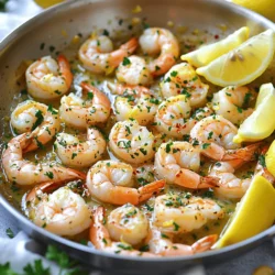 To make this dish, you need simple and fresh ingredients. Here’s what you’ll need: - 1 pound large shrimp, peeled and deveined - 3 tablespoons olive oil - 4 cloves garlic, finely minced - Zest of 1 fresh lemon - 1/4 cup freshly squeezed lemon juice - 1 teaspoon red pepper flakes (adjust to your desired spice level) - Salt and black pepper to taste - 2 tablespoons fresh parsley, finely chopped - Lemon wedges for serving These ingredients create a bright and zesty flavor. The garlic adds depth, while the lemon gives it a fresh kick. You can make this dish even better with a few garnishes. Try adding more chopped parsley on top for color. A sprinkle of extra red pepper flakes can add more heat. Serve the shrimp over a bed of rice or with crusty bread to soak up the sauce. You can also pair it with a light salad for a balanced meal. If you don’t have some ingredients, don’t worry! Here are some substitutions you can use: - Use shrimp with tails on for a more rustic look. - Swap olive oil for butter for a richer taste. - If you lack fresh lemon, bottled lemon juice works too. - For a milder flavor, skip the red pepper flakes or use just a pinch. These swaps help keep your dish delicious while using what you have on hand. For the full recipe, check the details above. Start by gathering your ingredients. This will make cooking easier. For Zesty Lemon Garlic Shrimp, you need: - 1 pound large shrimp, peeled and deveined - 3 tablespoons olive oil - 4 cloves garlic, finely minced - Zest of 1 fresh lemon - 1/4 cup freshly squeezed lemon juice - 1 teaspoon red pepper flakes - Salt and black pepper to taste - 2 tablespoons fresh parsley, finely chopped - Lemon wedges for serving Make sure your shrimp are fresh. Pat them dry with paper towels. This helps the shrimp sear well. Next, mince your garlic and zest the lemon. This prep saves time while cooking. Heat a large skillet over medium heat. Pour in the olive oil and let it shimmer. Once it shines, add the minced garlic. Stir it often to keep it from burning. After about a minute, add the red pepper flakes. This step gives your dish a warm kick. Now, raise the heat to medium-high. Gently add your shrimp. Season them with salt and black pepper. Cook for 2–3 minutes until they turn pink. Flip the shrimp carefully. Pour in the lemon zest and juice. Cook for another 2–3 minutes. The shrimp should be opaque and coated in sauce. Finally, take the skillet off the heat. Fold in the chopped parsley. This adds freshness and color to your dish. Serve the shrimp on a platter with lemon wedges. To make your shrimp even better, use fresh lemon. The zest and juice give a bright taste. Adjust the red pepper flakes to suit your spice level. Want more zing? Add a pinch more. When cooking, don’t rush. Let the garlic become fragrant, but not brown. This step is key for great flavor. Enjoy the process, and feel free to taste as you go. This recipe is quick, easy, and delicious. For the full recipe, check back to ensure you didn’t miss anything. When you pick shrimp, look for bright shells. They should smell like the sea, not fishy. Fresh shrimp have a firm texture and should bounce back when you touch them. If you can, buy shrimp that are wild-caught; they often taste better. Check for any black spots or signs of dryness. These can mean the shrimp is old. If you like heat, add more red pepper flakes. You can also use fresh chili peppers for a different taste. If you prefer mild flavors, cut back on the red pepper flakes. You can always start small and add more as you cook. Taste your dish while cooking to get it just right. Zesty lemon garlic shrimp pairs well with many sides. Try serving it over rice or pasta for a filling meal. A fresh salad with crisp greens balances the dish well. You can also pair it with roasted vegetables for added flavor and color. A glass of white wine complements the lemon and shrimp nicely. If you're feeling adventurous, serve it with crusty bread to soak up the sauce. For the full recipe, check out the full recipe section. {{image_4}} You can easily add vegetables to the zesty lemon garlic shrimp. Broccoli, bell peppers, and snap peas work great. Start by adding the veggies to the skillet after sautéing the garlic. Cook them for about three minutes before adding the shrimp. This way, you get a colorful dish with more nutrition. The bright flavors of the lemon and garlic will make the veggies shine. If you love heat, try a spicy Cajun version. Swap out the red pepper flakes for Cajun seasoning. Add a teaspoon or more, depending on your taste. You can also include sliced andouille sausage for a hearty meal. This twist brings a smoky flavor that pairs well with the shrimp. The spicy kick will surely impress anyone at your table. Serving zesty lemon garlic shrimp over pasta is a delicious option. Cook your favorite pasta, like spaghetti or fettuccine, according to the package. When the pasta is ready, toss it with the shrimp. This adds a filling element to your dish. The lemon sauce will coat the pasta, making every bite flavorful. For a fresh touch, sprinkle some extra parsley on top. For the full recipe, you can refer to the earlier section. To store your leftover zesty lemon garlic shrimp, let it cool first. Place it in an airtight container. This helps keep the shrimp fresh. Store it in the fridge for up to two days. If you keep it longer, the shrimp may lose flavor and texture. Always check for any signs of spoilage before eating leftovers. When reheating, do it gently to keep the shrimp juicy. You can use a skillet over low heat. Add a splash of olive oil or lemon juice for extra moisture. Stir often and heat just until warm. Avoid the microwave, as it can make the shrimp rubbery. You want to keep that zesty flavor alive! If you want to freeze the shrimp, prepare it first. Let it cool completely and then place it in a freezer bag. Remove as much air as possible before sealing. Label the bag with the date. Frozen shrimp can last up to three months. To use, thaw it overnight in the fridge. Cook it right away after thawing for the best taste. Enjoy your zesty lemon garlic shrimp anytime! Cooking shrimp takes about 4 to 6 minutes. You cook them until they turn pink. The exact time may vary based on size. For large shrimp, aim for 2 to 3 minutes per side. If you see them curl up tightly, they’re done. Yes, you can make this recipe ahead of time. Cook the shrimp and let them cool. Store them in an airtight container. Keep them in the fridge for up to two days. When ready, reheat them gently on low heat. This keeps the shrimp juicy and tasty. Shrimp become rubbery when overcooked. They also lose their bright color. Properly cooked shrimp should be pink and opaque. If they are tough or dry, they are likely overdone. Always keep an eye on the cooking time for the best results. For the full recipe, check out the earlier sections! To make zesty lemon garlic shrimp, use fresh ingredients and follow the steps closely. You learned how to prepare, cook, and enhance flavors. Consider variations like adding veggies or spice to fit your taste. Remember to store leftovers properly and follow reheating tips for the best taste later. With these methods and ideas, you can enjoy this dish any time. Happy cooking!