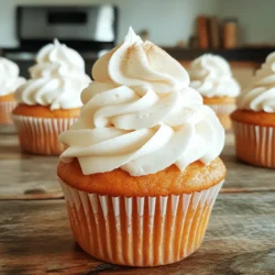 Here’s what you need for the perfect pumpkin spice latte cupcakes: - 1 ½ cups all-purpose flour - 1 teaspoon baking powder - ½ teaspoon baking soda - ½ teaspoon fine salt - 2 teaspoons pumpkin spice - 1 cup brown sugar, packed - ½ cup granulated sugar - ½ cup vegetable oil - 2 large eggs - 1 cup canned pumpkin puree - 1 teaspoon pure vanilla extract - ½ cup brewed espresso or strong coffee, cooled to room temperature - 1 cup heavy whipping cream - 2 tablespoons powdered sugar - Extra pumpkin spice for dusting These simple ingredients come together to create a rich, flavorful treat. The pumpkin puree keeps the cupcakes moist. The espresso adds that lovely coffee kick, making them perfect for autumn. Using pumpkin spice gives each bite a warm, cozy taste. I always recommend using high-quality ingredients. Fresh spices can make a big difference. If you want, you can even make your own pumpkin spice mix at home. Just blend cinnamon, nutmeg, and ginger. This ensures you get a fresh flavor profile. For the frosting, heavy whipping cream is a must. It whips up beautifully and adds a fluffy texture. The added powdered sugar sweetens it just right. Dusting with extra pumpkin spice gives a lovely finish. You can find the full recipe [here]. Enjoy baking these delightful cupcakes! - Preheat oven to 350°F (175°C) - Line muffin tin with cupcake liners Start by preheating your oven. This step is key for even baking. Line each muffin tin cup with a cupcake liner. This will make it easy to remove the cupcakes later. - Whisk together flour, baking powder, baking soda, salt, and pumpkin spice Next, grab a medium bowl. In it, whisk all-purpose flour, baking powder, baking soda, fine salt, and pumpkin spice. This blend gives your cupcakes that cozy fall flavor. Make sure there are no lumps. - Mix brown sugar, granulated sugar, and vegetable oil until smooth - Incorporate eggs and pumpkin puree along with vanilla extract In a large bowl, combine brown sugar, granulated sugar, and vegetable oil. Use a whisk or mixer to get a smooth mix. Then, add the eggs one by one. Mix well after each egg. Gently fold in canned pumpkin puree and pure vanilla extract. This adds moisture and flavor. - Gradually combine dry ingredients with wet ingredients and brewed espresso Now, it's time to mix! Slowly add the dry ingredients to the wet mix. Alternate with cooled brewed espresso. Start and end with the flour mix. Stir gently until just combined. This helps keep your cupcakes light and fluffy. - Fill cupcake liners and bake for 18-20 minutes - Cool in pan for 5 minutes before transferring to a wire rack Spoon the batter into the cupcake liners, filling each about two-thirds full. This allows room for rising. Bake in the preheated oven for 18-20 minutes. To check, insert a toothpick into the center. If it comes out clean, they are done! Let them cool in the pan for 5 minutes. Then, move them to a wire rack to cool completely. - Whip heavy cream with powdered sugar until stiff peaks form - Top cupcakes with whipped cream and a sprinkle of pumpkin spice While your cupcakes cool, make the topping. In a mixing bowl, whip heavy cream with powdered sugar until stiff peaks form. Once the cupcakes are cool, generously dollop or pipe the whipped cream on top. Finish with a light sprinkle of extra pumpkin spice. This adds a lovely touch and extra flavor. For the full recipe, check out the earlier section. - Avoid overmixing batter for light cupcakes. Overmixing can make them dense. - Use room temperature ingredients for better incorporation. This helps mix everything smoothly. - Use a piping bag for a more elegant whipped cream topping. It makes cupcakes pretty and fun. - Add caramel drizzle or chocolate shavings for extra flavor. These toppings give a nice crunch too. - Experiment with different spices or flavored extracts. Try adding a hint of vanilla or almond for a twist. - Add chocolate chips or nuts for crunch. These add texture and make each bite exciting. {{image_4}} Vegan Pumpkin Spice Latte Cupcakes are a great choice for plant-based eaters. To make these, you can: - Substitute eggs with flax eggs. To make a flax egg, mix 1 tablespoon of ground flaxseed with 2.5 tablespoons of water. Let it sit for a few minutes until it thickens. - Use almond milk in place of regular milk for the batter. - Replace heavy cream with coconut cream for the topping. This adds a rich flavor while keeping it vegan. For those who need a gluten-free option, simply use a gluten-free flour blend in the recipe. This allows everyone to enjoy these delicious treats without worry. You can also play with cupcake sizes. Make mini cupcakes for bite-sized treats. These are perfect for sharing at parties. Alternatively, you can create jumbo cupcakes for a larger serving. They are great for when you want a big, indulgent dessert. These variations let everyone enjoy the delightful flavors of pumpkin spice latte cupcakes! For more details on the recipe, check out the Full Recipe. Store your leftover cupcakes in an airtight container. You can keep them at room temperature or in the fridge. However, I find that they taste best when eaten within three days. After that, the cupcakes may lose their moistness and flavor. If you want to save some for later, freeze the unfrosted cupcakes. Lay them in a single layer on a baking sheet. Once frozen, transfer them to a freezer bag. When you are ready to enjoy them, just thaw the cupcakes before frosting and serving. This keeps them fresh and delicious! Yes, but ensure it is well-pureed and drained for best results. Fresh pumpkin has great flavor and texture. Just remember to remove excess water after cooking. Combine 1 teaspoon cinnamon, ½ teaspoon nutmeg, and ½ teaspoon ginger. This blend gives your cupcakes that warm fall flavor we all love. Yes, any brewed coffee can work, but espresso enhances the flavor. Espresso adds a rich depth that pairs perfectly with pumpkin. Make sure to measure ingredients accurately and avoid overmixing. Overmixing can lead to dense cupcakes, which may sink. Substitute all-purpose flour with a gluten-free blend. Many blends work well, ensuring your cupcakes remain fluffy and delicious. Pair with a warm cup of coffee or chai tea for a delightful experience. The warmth of the drinks complements the cupcakes perfectly. Enjoy your treat with friends! These cupcakes combine rich flavors like pumpkin, spices, and coffee. You learned how to mix, bake, and top them perfectly. Remember, small tweaks can make a big difference. You can try vegan or gluten-free options for more variety. Store leftovers right, and they'll stay fresh longer. Enjoy these cupcakes with friends or family. They’re best with a warm drink. Happy baking!