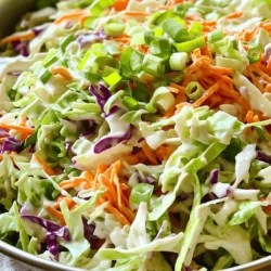 - 4 cups green cabbage, finely shredded - 1 cup carrots, grated - 1/2 cup red cabbage, finely shredded - 1/2 cup mayonnaise - 2 tablespoons apple cider vinegar - 1 tablespoon Dijon mustard - 1 tablespoon granulated sugar - Salt and freshly ground black pepper to taste - 1/4 cup green onions, thinly sliced (for garnish) Gathering the right ingredients is key to making a great coleslaw. Start with fresh green cabbage. I like to use about four cups, finely shredded. It gives a nice crunch. Then, add one cup of grated carrots. This adds sweetness and bright color. A half cup of finely shredded red cabbage balances the dish with flavor and color. Next, for the creamy dressing, you will need half a cup of mayonnaise. It binds the salad and adds richness. Two tablespoons of apple cider vinegar bring tanginess. One tablespoon of Dijon mustard adds a bit of spice. A tablespoon of granulated sugar rounds out the flavors. Don’t forget to season with salt and freshly ground black pepper. It enhances all the tastes. Finally, garnish with a quarter cup of thinly sliced green onions. They add a fresh finish and pop of color. For complete instructions, check the Full Recipe. - Combine the shredded green cabbage, grated carrots, and red cabbage in a large bowl. - Toss ingredients to ensure even blending. This step makes sure each bite is colorful and tasty. - In a smaller bowl, whisk together mayonnaise, apple cider vinegar, Dijon mustard, and sugar. - Season with a pinch of salt and pepper. The dressing should be smooth and creamy. - Pour the creamy dressing over the vegetable mixture in your large bowl. - Gently fold the dressing into the vegetables. Make sure all pieces are coated well. - Taste and adjust seasoning as needed. If it needs more sweetness, add sugar. If it needs more tang, add vinegar. - Refrigerate for at least 30 minutes to let flavors meld. This helps the cabbage soften and taste better. Enjoy making this classic dish with the full recipe! You can prepare coleslaw a day in advance. This helps the flavors mix well. Store it in an airtight container in the fridge. I recommend chilling it for at least 30 minutes. This resting time makes the coleslaw taste even better. Want to spice things up? Add fresh herbs like cilantro or dill. A dash of cayenne pepper gives it a kick. You can also try other dressings. Swap mayonnaise for yogurt for a tangy twist. Or use a vinaigrette for a lighter option. For a great look, serve coleslaw in a large bowl. This highlights its colorful layers. If you want individual servings, use mason jars. It makes for a fun and fresh presentation. Coleslaw pairs well with grilled chicken or BBQ ribs. It adds a nice crunch and balances rich flavors. {{image_4}} You can use different types of cabbage to change the flavor of your coleslaw. Napa cabbage is softer and has a mild taste. It gives a nice texture. Savoy cabbage is crinkly and has a sweet flavor. It adds a fun twist to your dish. Both options work well with the classic coleslaw recipe. Feel free to mix and match to find your favorite. Add colorful ingredients to make your coleslaw pop! Diced bell peppers bring crunch and sweetness. Try using red, yellow, or orange peppers for a vibrant look. Chopped apples add a juicy bite and a touch of sweetness. Raisins can offer a chewy texture and extra flavor. These add-ins not only brighten your dish but also enhance the taste. While the classic mayonnaise dressing is great, you can explore other options. A tangy vinaigrette can give your coleslaw a lighter feel. Use olive oil, vinegar, and a bit of mustard for a zesty kick. A yogurt-based dressing can add creaminess without as many calories. This option is perfect if you want a healthier version. Experiment with these dressings to find what you love best! To keep your classic coleslaw fresh, store it in an airtight container. This helps to lock in flavors and moisture. Make sure the coleslaw is cool before sealing it. It lasts about 3 to 5 days in the fridge. Check for any signs of spoilage before serving. If you notice any off smells or changes in color, it’s best to toss it. I do not recommend freezing coleslaw. Freezing can change the texture of the cabbage. It may turn mushy when thawed. If you want to prepare ahead, make the dressing and chop the veggies separately. Store them in the fridge until you’re ready to mix them. This keeps your coleslaw crunchy and fresh. For more details, check the Full Recipe. The best way to shred cabbage is by using a sharp knife or a box grater. You can also use a food processor with a shredding attachment. Start by cutting the cabbage into quarters. Remove the core and slice it thinly. Aim for even pieces to ensure a nice texture in your coleslaw. This method gives you a perfect blend of crunch and flavor. Yes, you can use pre-packaged coleslaw mix for convenience. These mixes often include cabbage and carrots, which saves time. However, fresh cabbage can have a better crunch and taste. If you choose the mix, check the ingredients. You might want to add more fresh veggies or extra dressing to boost flavor. To make coleslaw spicy, add ingredients like jalapeños or hot sauce. You can also mix in red pepper flakes for heat. If you enjoy a kick, try adding a pinch of cayenne pepper to the dressing. Adjust the spice level based on your taste. This adds an exciting twist to the classic flavor. Classic coleslaw pairs well with grilled meats like burgers or BBQ chicken. It also complements sandwiches and wraps. Serve it alongside fish tacos or fried chicken for a fun meal. You can even use it as a topping for tacos or nachos. These pairings enhance the meal and bring out the coleslaw's crunch. Classic coleslaw can be a healthy side dish. It contains cabbage and carrots, which offer vitamins and fiber. However, the mayonnaise adds calories and fat. You can make it healthier by using yogurt or a vinaigrette for the dressing. Balance is key, so enjoy it as part of a varied diet. This blog post covers how to make classic coleslaw, including ingredients and instructions. We discussed tips for enhancing flavors and serving ideas. You can choose from variations, like different types of cabbage or dressings, to make it your own. Knowing how to store coleslaw correctly ensures it stays fresh. Embrace your creativity with this simple dish! Enjoy every crunchy bite, and make coleslaw a regular part of your meals.