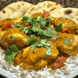 - 2 lbs boneless, skinless chicken thighs - 1 cup plain yogurt - 3 tablespoons tikka masala spice blend - 1 tablespoon ginger-garlic paste - 1 tablespoon olive oil - 1 medium onion, finely chopped - 1 can (14 oz) crushed tomatoes - 1 cup coconut milk - 1 teaspoon garam masala - Salt to taste The main ingredients make this dish rich and tasty. The chicken thighs stay juicy and soak up all the flavors. Yogurt makes the chicken tender, while the tikka masala spice blend gives it that classic taste. - Fresh cilantro - Sliced chili peppers Garnishes add a nice touch. Fresh cilantro brightens the dish, while sliced chili peppers bring heat. You can add these just before serving to make your meal look and taste even better. - Using chicken breast instead of thighs - Dairy-free yogurt options If you prefer chicken breast, that works too! Just remember, breasts cook faster, so check them to avoid dryness. For a dairy-free option, use coconut yogurt or almond yogurt instead of plain yogurt. These swaps keep the dish delicious while meeting your needs. For the full recipe, check out the complete guide. Start by making your chicken marinade. In a bowl, mix the plain yogurt, tikka masala spice blend, and ginger-garlic paste. This mix gives the chicken a rich flavor. Add the chicken pieces and stir until they are fully coated. Cover the bowl with plastic wrap. Let it marinate for at least 30 minutes. If you can, let it sit overnight in the fridge. This makes the chicken even tastier. Next, it's time to sauté. Turn on your Instant Pot and set it to Sauté mode. Pour in the olive oil and let it heat for about a minute. Add the finely chopped onion. Stir the onion until it becomes golden brown. This usually takes around 5-7 minutes. Stir it occasionally to avoid burning. Sautéing the onion adds a sweet flavor that makes your dish better. Now, we will cook the tikka masala. Once the onions are golden, add the marinated chicken. Pour in all the marinade from the bowl. Mix it well with the onions. Next, add the crushed tomatoes and coconut milk. Sprinkle in the garam masala and add salt to taste. Stir everything to coat the chicken evenly. Cancel the Sauté mode. Secure the lid on your Instant Pot. Set the valve to the sealing position. Cook on Manual or Pressure Cook mode for 10 minutes. After cooking, let the pressure release naturally for 10 minutes. Then, do a quick release to let out any extra steam. Carefully open the lid and stir the chicken tikka masala to mix the flavors. Taste it and adjust the salt if needed. Your delicious chicken tikka masala is now ready. Serve it hot, garnished with fresh cilantro. Enjoy it with fluffy basmati rice or warm naan bread for a complete meal. For the full recipe, check out the details above. To get tender chicken and a rich sauce, marinating is key. Use plain yogurt mixed with tikka masala spice blend and ginger-garlic paste. This mix helps the chicken soak up flavors and moisture. Aim to marinate the chicken for at least 30 minutes. For the best taste, let it sit overnight in the fridge. When sautéing onions in the Instant Pot, let them turn golden brown. This step builds flavor. If you rush, the dish may lack depth. Sometimes, the sauce can end up too thin or too thick. If it’s too thin, you can thicken it by adding a little cornstarch mixed with water. Stir this mix in and let it cook for a few more minutes. For a thick sauce, you can cook it longer with the lid off. This lets extra moisture escape. You can prepare this dish ahead of time. Marinate the chicken the night before for easy cooking. Store the marinated chicken in the fridge. On a busy weeknight, just toss it in the Instant Pot. You can also cook the dish and store it in the fridge. It tastes even better the next day! {{image_4}} For a tasty vegetarian version, use chickpeas and your favorite veggies. Chickpeas add protein, while vegetables like bell peppers and spinach bring color and crunch. Cook them just like you would the chicken, ensuring they soak up all the rich flavors of the sauce. This option is hearty and filling, and it suits meat-free diets well. You can adjust the heat based on your taste. For a milder dish, cut back on the tikka masala blend. You can also use less ginger-garlic paste for less spice. If you want more heat, add extra chili powder or fresh chilies. Just remember to taste as you go. This way, you can find the perfect balance for your meal. Feel free to swap the chicken for other proteins. Shrimp cooks quickly and pairs well with the sauce. Tofu is another great choice, soaking up the flavors nicely. If you use tofu, press it first to remove excess moisture. This helps it absorb the sauce better. Each protein brings its own twist to the dish, making it unique every time. To store chicken tikka masala in the fridge, let it cool first. Transfer it to an airtight container. This way, it keeps fresh for up to three days. Remember to label it with the date. If you want to enjoy it later, just take it out when ready. For long-term storage, you can freeze chicken tikka masala. Pour it into a freezer-safe container. Make sure to leave some space for expansion. It can last up to three months in the freezer. When you want to eat it, just thaw it overnight in the fridge before reheating. To reheat chicken tikka masala without losing flavor, use the stovetop method. Place it in a pan over medium heat. Stir often to heat evenly. You can add a bit of coconut milk if it seems thick. Another option is to use the microwave. Heat it in short bursts, stirring in between. This keeps it moist and tasty. You can serve Chicken Tikka Masala in many ways. Here are some ideas: - Serve it hot over fluffy basmati rice. - Pair it with warm naan bread for dipping. - Add a side of roasted vegetables for color and nutrition. - Top it with fresh cilantro for a burst of flavor. These options make your meal balanced and tasty. Yes, you can still enjoy Chicken Tikka Masala without an Instant Pot. Here are some ways: - Use a slow cooker. Cook on low for 6-8 hours. - Try the stovetop method. Cook on medium heat for about 30-40 minutes. Both methods let the flavors mix well, just like the Instant Pot does. You can make Chicken Tikka Masala healthier with a few simple swaps: - Use skinless chicken breast instead of thighs for less fat. - Replace coconut milk with low-fat yogurt for fewer calories. - Add more veggies like spinach or bell peppers for extra nutrients. These changes keep the dish tasty while making it lighter. Yes, Chicken Tikka Masala can be gluten-free. Here’s what to know: - Check the tikka masala spice blend for any gluten. - Use gluten-free flour to thicken the sauce if needed. - Serve with gluten-free naan or rice. With these tips, you can enjoy this dish without worry. This article covered everything you need for Chicken Tikka Masala. We explored the key ingredients, like chicken thighs and yogurt. You learned how to marinate, sauté, and cook using an Instant Pot. I shared helpful tips to master texture and troubleshoot issues. You can even adapt this dish for different diets. Remember, you can make this meal your own with variations. Whether you go vegetarian or adjust the spice, the options are vast. Now, it’s time to enjoy a delicious Chicken Tikka Masala tonight!