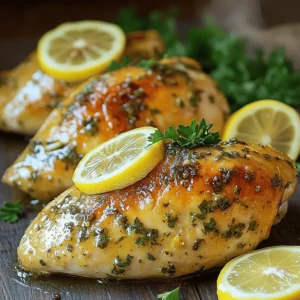 - 4 boneless, skinless chicken breasts - 3 tablespoons extra virgin olive oil - Juice of 2 large lemons - Zest of 1 lemon - 3 cloves garlic, finely minced - 2 tablespoons fresh parsley, finely chopped - 1 tablespoon fresh thyme, finely chopped (or 1 teaspoon dried thyme) - 1 tablespoon fresh rosemary, finely chopped (or 1 teaspoon dried rosemary) - 1 teaspoon paprika - Salt and freshly ground black pepper to taste When I think about Baked Lemon Herb Chicken, I get excited. The bright flavors of lemon and herbs make every bite special. Let’s dive into the ingredients that make this dish shine. First, you need chicken. I prefer boneless, skinless chicken breasts for this recipe. They cook evenly and stay juicy. The olive oil adds richness, while the lemon juice brings a tangy kick. Together, they create a marinade that does wonders. Next, the herbs and spices. The zest of one lemon adds a fresh aroma. Minced garlic brings depth of flavor. Fresh parsley gives a pop of color and taste. These elements blend perfectly to enhance the chicken. For seasoning, fresh thyme and rosemary add a lovely earthiness. If you don’t have fresh herbs, dried ones work too. Paprika gives a subtle smokiness, while salt and pepper round out the flavors. These ingredients come together to create a juicy and flavorful delight. For the complete recipe, check out the [Full Recipe]. - Preheat your oven to 400°F (200°C). - In a bowl, mix olive oil, lemon juice, lemon zest, garlic, parsley, thyme, rosemary, paprika, salt, and pepper. - Place chicken breasts in a baking dish in a single layer. - Pour the marinade over the chicken, covering each piece well. - Bake the chicken for 25-30 minutes. Check that the internal temperature is 165°F (75°C). - For a golden finish, broil for another 2-3 minutes. This simple method ensures juicy, flavorful baked lemon herb chicken every time. For the full recipe, check the earlier section. For the best flavor, marinate the chicken for at least 30 minutes. However, if you have more time, let it sit for up to 2 hours in the fridge. This extra time helps the chicken absorb all the tasty lemon and herb goodness. If you prepare the marinade the night before, it saves time on cooking day. Just remember to bring the chicken back to room temperature before cooking. To keep the chicken moist and tender, avoid overcooking. Use an instant-read thermometer to check the internal temperature. Aim for 165°F (75°C) for safe eating. After cooking, let the chicken rest for about 5 minutes. This step allows the juices to settle, making every bite juicy and flavorful. Garnish the chicken with fresh lemon slices and a sprinkle of chopped parsley. This adds a pop of color and freshness. Arrange the chicken on a platter and drizzle some of the leftover marinade on top. You can also serve it alongside roasted vegetables or a light salad for a complete meal. Making the plate look nice enhances the dining experience. {{image_4}} You can switch up the herbs for baked lemon herb chicken. Try oregano or basil for a new taste. These herbs add unique flavors. If you use dried herbs, remember they are stronger. Use about one-third of the amount of dried herbs compared to fresh ones. Fresh herbs give bright notes. Dried herbs bring depth. To make this dish gluten-free, check your spices. Most spices are gluten-free, but always read labels. For a low-carb option, pair it with veggies instead of rice. If you want a vegan version, replace the chicken with firm tofu. Marinate the tofu just like the chicken for best flavor. For a kick, add cayenne pepper to your marinade. This spice gives it a nice heat. You can also play with citrus. Try using lime or orange juice instead of lemon juice. This change brightens the dish in a new way. Feel free to mix in other herbs or spices for even more flavor. For the full recipe, refer to the [Full Recipe]. To keep your baked lemon herb chicken fresh, store it in an airtight container. Place the chicken in the fridge within two hours of cooking. This helps keep it safe and tasty. You can enjoy leftovers for up to four days. If you want to save it longer, freeze the chicken. Wrap it tightly in plastic wrap and then foil. This way, it can last for up to three months in the freezer. When reheating, your goal is to keep the chicken juicy. A good method is to use the oven. Preheat it to 350°F (175°C). Place the chicken in a baking dish with a splash of broth or water. Cover it with foil to trap the steam. Heat for about 15-20 minutes until warmed through. You can also use a microwave, but be careful. Heat it in short bursts to avoid drying it out. Leftovers are great for salads, sandwiches, or wraps. Just shred or slice the chicken and add it to your favorite dishes. Baked lemon herb chicken stays good in the fridge for four days. If frozen, it maintains quality for three months. Always check for signs that it has gone bad. A sour smell or a change in color means it's time to toss it. If the chicken feels slimy, do not eat it. Proper storage helps you enjoy this flavorful delight longer. Yes, you can use bone-in chicken. Bone-in chicken adds flavor and moisture. Just adjust your baking time. Bone-in pieces may take 10 to 15 minutes longer to cook. Check the internal temperature to ensure it reaches 165°F (75°C). Baked lemon herb chicken works great with many sides. Here are some of my favorites: - Roasted vegetables like carrots, zucchini, and bell peppers - A light salad with mixed greens and lemon vinaigrette - Garlic mashed potatoes or creamy polenta - Quinoa or couscous for a grain option These sides balance the flavors and add some crunch or creaminess to your meal. If you don’t have a thermometer, there are other ways to check doneness. First, cut into the thickest part of the chicken. The juices should run clear, not pink. Another method is to check the texture. Cooked chicken feels firm to the touch. If it feels soft or squishy, it needs more time. Always be cautious and double-check to avoid undercooking. You learned how to craft baked lemon herb chicken using simple, fresh ingredients. The steps from marination to baking ensure juicy and flavorful chicken. Remember to adjust herbs for different tastes and try out vegan options if desired. Proper storage keeps leftovers fresh. Enjoy your meal with great sides and impress your family. This recipe is not just about cooking; it's about sharing delicious moments together. Now, grab your ingredients and make this tasty dish!