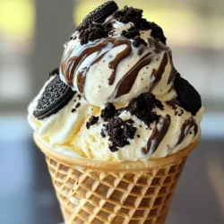 - 2 cups heavy whipping cream - 1 can (14 oz) sweetened condensed milk - 1 ½ cups Oreo cookies, crushed - ¼ cup chocolate syrup for swirling - Additional crushed Oreos for topping - 1 teaspoon vanilla extract - A pinch of salt When it comes to making no-churn Oreo ice cream, you need just a few simple items. Heavy whipping cream gives the ice cream its rich and creamy texture. Sweetened condensed milk adds sweetness and a smooth finish. The crushed Oreo cookies bring that delicious chocolate and cream flavor. You can also add some fun extras! Chocolate syrup gives a sweet swirl. More crushed Oreos on top make it look pretty. A splash of vanilla extract boosts the flavor even more. Don't forget that pinch of salt! It balances the sweetness and enhances all the flavors. With these ingredients ready, you can create a delightful treat that everyone will love. If you're eager to get cooking, check out the Full Recipe for all the steps! Whipping the heavy cream Start by pouring 2 cups of heavy whipping cream into a large bowl. Use an electric mixer to whip the cream. Beat it until soft peaks form, which takes about 3 to 5 minutes. The cream should look light and fluffy. This step adds volume to our ice cream. Combining sweetened condensed milk and vanilla In a separate medium bowl, mix one can of sweetened condensed milk with 1 teaspoon of vanilla extract and a pinch of salt. Stir until everything blends well. This mixture brings rich flavor to your ice cream. Folding in whipped cream Now, take your whipped cream and gently fold it into the sweetened condensed milk mix. Do this in two parts. Use a rubber spatula to combine carefully. This keeps the air in the whipped cream, making your ice cream light. Adding crushed Oreos Next, add 1 ½ cups of crushed Oreo cookies into the mixture. Fold them in gently. You want the cookies evenly spread throughout the base, but don’t overdo it. We want those tasty chunks in every scoop. Incorporating chocolate syrup Drizzle ¼ cup of chocolate syrup over the mixture. Use your spatula to lightly swirl it in. This creates a beautiful marbled look. Be cautious not to mix too much; we want those lovely ribbons of chocolate to stand out. Preparing for freezing Pour the mixture into an airtight container. Smooth the top with your spatula. Sprinkle extra crushed Oreos on top for added crunch. Cover the container tightly and place it in the freezer. Let it freeze for at least 6 hours or overnight. This ensures your ice cream is perfectly set and ready to enjoy. To get a creamy ice cream, soft peaks are key. Soft peaks happen when you whip the cream to a light, fluffy state. This takes about 3 to 5 minutes. When you see the peaks form, stop whipping. Over-whipping can lead to grainy ice cream. When mixing the whipped cream with the condensed milk, always fold. Folding keeps the air in the cream. If you stir, you lose that lightness. Use a rubber spatula and gently lift the cream from the bottom and fold it over the top. You can switch up the cookie flavors! Try using mint Oreos or peanut butter Oreos for a twist. You could also add extra goodies like chocolate chips or peanut butter swirls. These will add richness and fun flavors to your ice cream. For a more indulgent treat, consider adding a splash of coffee or a sprinkle of sea salt. Both can elevate the taste and give it a unique touch. Serve your no-churn Oreo ice cream in fun vessels. Waffle cones and bowls are great options. They add to the experience and look nice too! For garnishing, don’t skip the toppings. A drizzle of chocolate syrup and a sprinkle of crushed Oreos make it visually appealing. You can even add whipped cream or cherries for extra flair. Enjoy your ice cream adventure! For the complete recipe, check out the Full Recipe section. {{image_4}} You can change the flavor of this ice cream easily. Two fun options are mint Oreo ice cream and peanut butter Oreo ice cream. For mint Oreo, just add a few drops of mint extract. This gives it a fresh taste. For peanut butter Oreo, mix in creamy peanut butter. This adds a rich, nutty flavor that complements the Oreo cookies. If you need dairy-free options, use coconut cream instead of heavy cream. Coconut cream gives a nice texture and taste. For sweetened condensed milk, try a dairy-free brand. You can also create lower sugar options by using sugar-free sweetened condensed milk. This way, you still enjoy the treat without too much sugar. Make your ice cream more exciting by adding mix-ins. You can add chopped nuts or chocolate chips for a crunch. This adds texture and flavor. You can also incorporate fruit, like sliced strawberries or bananas, for a fresh twist. These fun additions make each scoop unique and delightful. To freeze your no-churn Oreo ice cream properly, use an airtight container. This keeps the ice cream fresh and prevents ice crystals from forming. A glass or plastic container with a lid works best. Remember to smooth the ice cream surface before sealing. This helps avoid air pockets that can ruin texture. Your Oreo ice cream will last about two to three months in the freezer. After this time, it may lose flavor and texture. Check for signs of freezer burn, which appear as icy patches or a dry surface. If you see these signs, it's best to toss it out for a fresh batch. To soften your ice cream for serving, let it sit at room temperature for about five to ten minutes. This method lets it soften evenly without melting too fast. Avoid using a microwave, as it can melt parts of the ice cream and ruin its creamy texture. Enjoy your delicious treat in a cone or bowl! You can make no-churn Oreo ice cream easily at home. You do not need fancy tools. First, whip the heavy cream until soft peaks form. This usually takes 3 to 5 minutes. Then, mix the sweetened condensed milk, vanilla extract, and a pinch of salt in another bowl. Combine these two mixtures gently. Fold the whipped cream into the condensed milk mix. Add in crushed Oreo cookies. Finally, swirl in the chocolate syrup and pour it into a container. Freeze it for at least 6 hours or overnight. You’ll have creamy ice cream without an ice cream maker. Yes, you can use many types of cookies. Try chocolate chip cookies for a twist. You can also use mint cookies for a fresh taste. If you like peanut butter, mix in peanut butter cookies. Each cookie type gives a special flavor. Be creative and mix flavors to find what you love most. Serving no-churn Oreo ice cream can be fun. You can use waffle cones or bowls. Top it with extra chocolate syrup and crushed Oreos. This adds a nice crunch and taste. For parties, serve scoops in small cups with colorful sprinkles. This makes it look festive. You can also pair it with brownies for a delicious dessert combo. This blog outlines how to make no-churn Oreo ice cream easily. You learned about key ingredients, steps, and helpful tips for great results. I shared flavor variations and dietary adjustments to suit your needs. Proper storage and thawing techniques help maintain freshness. Enjoy this treat at any gathering or as a fun snack at home. Making this ice cream is simple and rewarding, so gather your ingredients and start creating deliciousness today!