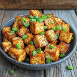 - 1 block (14 oz) firm tofu, thoroughly pressed and drained - 2 tablespoons soy sauce - 1 tablespoon sesame oil - 1 tablespoon cornstarch - 1 teaspoon garlic powder - 1 teaspoon onion powder - 1/2 teaspoon freshly cracked black pepper - 1/2 teaspoon smoked paprika These ingredients are key to making your crispy air fryer tofu flavorful. Firm tofu holds its shape well during cooking, giving you that nice bite. Soy sauce and sesame oil add umami and richness. Seasonings like garlic powder and smoked paprika bring depth to the dish. Cornstarch works like magic; it creates that crispy outer layer everyone loves. - Sliced green onions - Toasted sesame seeds These garnishes are not just for looks; they add brightness and crunch to your dish. Sliced green onions give a fresh taste, while toasted sesame seeds add a nutty flavor. You can sprinkle them on just before serving for a pop of color and taste. If you want the full experience, check out the Full Recipe. It has all the details you need for a successful cooking adventure. - Cube the tofu evenly: Cut the tofu into bite-sized pieces, about 1 inch wide. This helps the tofu cook evenly and become crispy. - Make the marinade: In a large bowl, mix soy sauce, sesame oil, garlic powder, onion powder, black pepper, and smoked paprika. Whisk well until combined. - Marinate for enhanced flavor: Add the cubed tofu to the marinade. Toss gently to coat every piece. Let it sit for about 15 minutes to soak up the flavors. - Coat with cornstarch for crispiness: After marinating, sprinkle cornstarch over the tofu. Toss lightly to ensure every piece gets coated. This will give it that crunchy texture. - Preheat the air fryer: Set your air fryer to 400°F (200°C). Preheating gets it hot and ready for the tofu. - Arrange the tofu cubes: Place the tofu in the air fryer basket in a single layer. Avoid crowding the basket; cook in batches if needed. - Cooking time and shaking instructions: Air fry the tofu for 15-20 minutes. Shake the basket halfway through to help it crisp up evenly. The tofu is ready when it's golden brown outside. To make your tofu super crispy, preheating is key. Set your air fryer to 400°F (200°C) before cooking. This warms it up and helps the tofu crisp evenly. Avoid overcrowding the basket. If the tofu pieces touch, they will steam instead of fry. Cook in batches if you need to. Experimenting with different seasonings can take your tofu to the next level. Try adding chili powder for heat or nutritional yeast for a cheesy taste. You might also consider marinating longer than 15 minutes. A longer soak allows the tofu to absorb more flavor. Aim for at least 30 minutes if you have time. For a beautiful presentation, serve the crispy tofu on a colorful platter. Add a small bowl of soy sauce for dipping. You can also try a spicy sauce for an extra kick. Garnishing with sliced green onions and toasted sesame seeds will make your dish pop, both visually and in taste. For the full recipe, check out Crispy Air Fryer Tofu Delight. {{image_4}} You can easily change the flavor of your crispy air fryer tofu. - Spicy tofu version: Add chili powder or sriracha to the marinade. This gives your tofu a nice kick. - Sweet and savory options: Mix honey or maple syrup into your marinade. This adds a delicious touch of sweetness. If you have dietary needs, adjusting the recipe is simple. - Gluten-free adjustments: Use tamari instead of soy sauce. This keeps it gluten-free without losing flavor. - Vegan alternatives: The recipe is already vegan. Just stick to plant-based ingredients for the best taste. How you serve your crispy tofu can change the meal. - Tofu in salads: Toss crispy tofu cubes into a fresh salad. They add great texture and flavor. - Tofu as a side dish: Serve it alongside rice or veggies. This makes a tasty and filling side. For the complete details, check the Full Recipe. After you enjoy your crispy air fryer tofu, store any leftovers. Use airtight containers to keep it fresh. Glass or plastic containers work well. Place them in the fridge. The tofu stays good for about 3 to 4 days. When you want to eat leftover tofu, reheating is key. The best way is to use the air fryer. Preheat it to 350°F (175°C). Place the tofu in the basket. Heat for about 5 to 7 minutes. This method keeps the tofu crispy. You can also use a skillet on medium heat. Just flip the tofu to avoid burning. If you want to save cooked tofu, freezing is an option. First, let the tofu cool completely. Then, place it in freezer-safe bags. Remove as much air as possible before sealing. The tofu can stay in the freezer for up to 3 months. To thaw, place the bag in the fridge overnight. You can also use the microwave for quick thawing. After thawing, reheat it in the air fryer. This keeps the texture and flavor intact. For the full recipe, check the Crispy Air Fryer Tofu Delight. To make crispy tofu, start with firm tofu. Press it to remove extra water. Cut it into bite-sized cubes for even cooking. Marinate the tofu with soy sauce and sesame oil. Let it sit for at least 15 minutes. After marinating, coat the cubes in cornstarch. This helps achieve that crispy texture. Preheat your air fryer to 400°F. Arrange the tofu cubes in a single layer. Cook for 15-20 minutes, shaking halfway through. The tofu should be golden and crispy when done. Yes, you can marinate tofu overnight. This gives it more time to absorb flavor. The main pro is enhanced taste. However, too long can make tofu soggy. It's best to find a balance. A marination of 15-30 minutes often works well. Overnight marination is great for a bold flavor. Crispy air fryer tofu pairs well with many dishes. You can serve it over rice or quinoa for a meal. Toss it in a salad for a fresh crunch. It also goes great with stir-fried veggies. Try it with a spicy dipping sauce for added flavor. You can even use it in tacos or wraps. For the full recipe, check out Crispy Air Fryer Tofu Delight 🥢. We covered how to make delicious crispy air fryer tofu. You learned key ingredients like firm tofu, soy sauce, and sesame oil. We explored tips for optimal crispiness and flavor variations. Remember, the right storage keeps leftovers fresh. Use these methods for tasty tofu every time. Experiment with garnishes and serve it in various ways. Your cooking will wow friends and family. Happy air frying!