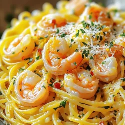 - 8 oz spaghetti or linguine - 1 lb large shrimp, peeled and deveined - 4 cloves garlic, minced - 1/4 cup unsalted butter - 3 tablespoons olive oil For this dish, I use fresh large shrimp. They add a sweet flavor and a nice texture. Spaghetti or linguine are my favorite pasta choices. They hold the sauce well. The garlic brings a bold taste that pairs perfectly with the shrimp. Unsalted butter and olive oil create a rich base for cooking. - 1 lemon, zested and juiced - 1/2 teaspoon red pepper flakes (adjustable for spice preference) - 1/4 cup fresh parsley, finely chopped - Grated Parmesan cheese for serving (optional) Lemon zest and juice brighten the dish. I love the zing it adds. Red pepper flakes give just the right amount of heat. You can adjust it to your taste. Fresh parsley adds a pop of color and freshness. If you want, sprinkle some Parmesan cheese on top for a creamy finish. - Servings: 4 - Essential kitchen tools: large pot, skillet, mixing bowl, and a colander This recipe serves four people. It's perfect for a family dinner or a cozy gathering. You need a large pot for boiling the pasta and a skillet for cooking shrimp. A mixing bowl helps combine all the ingredients nicely. A colander is handy for draining the pasta. This simple setup makes cooking easy and fun! For the full recipe, check the details above. Start by boiling water in a large pot. Make sure to add salt to the water for flavor. Once the water is boiling, add 8 oz of spaghetti or linguine. Cook according to the package instructions, usually about 8 to 10 minutes. You want it just right—al dente. Before draining, reserve about 1 cup of pasta water. This water is starchy and will help your sauce later. After that, drain the pasta and set it aside in a large bowl. In a big skillet, melt 1/4 cup of unsalted butter with 3 tablespoons of olive oil over medium heat. Once the butter melts, add 4 cloves of minced garlic. Stir it for around 30 seconds until it smells great. Be careful not to let the garlic brown. Next, add 1 lb of peeled and deveined shrimp to the skillet. Season them with a pinch of salt, black pepper, and 1/2 teaspoon of red pepper flakes. Cook the shrimp for 2 to 3 minutes. They should turn pink and opaque when done. Once the shrimp are cooked, pour in the juice of 1 lemon and sprinkle the lemon zest over the mixture. Stir everything well to coat the shrimp. If the sauce looks dry, add a splash of the reserved pasta water. This will make the sauce silky and smooth. Now, gently fold the drained pasta into the skillet. Toss it well so every strand gets coated in that tasty sauce. Enjoy the bright lemon flavor mixed with the shrimp! To get the right al dente texture, cook your pasta just until it is firm to the bite. This usually takes about 8 to 10 minutes. Remember to check the package for specific times. To avoid sticky pasta, make sure to stir it while it cooks. Use plenty of water and salt. This helps keep the pasta separate and adds flavor. You can adjust the spice level by adding more or fewer red pepper flakes. If you like it spicy, add more! For a creamier taste, sprinkle grated Parmesan cheese on top. Mix it in for a rich, cheesy flavor that pairs well with the lemon and shrimp. Garnishing adds a nice touch. Try placing a lemon wedge on each plate. This gives a fresh look and extra zing. You can also sprinkle more parsley on top for color. Serve with crusty bread. It’s perfect for soaking up any leftover sauce. {{image_4}} You can switch up the pasta type to fit your taste. Try penne, fettuccine, or even whole wheat. Each option brings its unique texture. If you want a gluten-free meal, consider using brown rice pasta or chickpea pasta. These choices add flavor and keep the dish light. If shrimp isn’t your thing, you have options. You can use chicken breast, scallops, or even tofu. Each of these proteins can soak up the lemon and garlic flavors well. Just be sure to adjust cooking times to ensure everything is cooked perfectly. For those needing gluten-free options, many pasta brands offer delicious choices. Look for gluten-free spaghetti or linguine made from rice or lentils. These options cook similarly and still taste great. Dairy-free variations are simple too. Skip the Parmesan cheese or use a dairy-free version instead. Nutritional yeast can also add a cheesy flavor without dairy. This keeps the dish rich and satisfying. Want to add more veggies? You can toss in spinach, cherry tomatoes, or bell peppers. This not only boosts nutrition but also adds color to your plate. Cook them in the skillet for a few minutes before adding shrimp for a tasty mix. Herbs and spices can change the whole dish. Add fresh basil or oregano for an Italian twist. A pinch of thyme or a splash of white wine can enhance the flavor too. Be creative and make this dish your own! For the full recipe, check out the complete instructions and cooking tips. To store leftovers, place the pasta in an airtight container. Make sure it cools to room temperature first. Seal the container tightly. This helps keep it fresh. You can refrigerate it for up to three days. After that, the shrimp may lose flavor and texture. For reheating, I like to use a skillet. Heat it over medium-low heat. Add a splash of olive oil to prevent sticking. Then, add the pasta and shrimp. Stir gently until warmed through. You can also use a microwave. If you do, cover the dish to keep moisture in. This method works best if you add a bit of water to avoid drying out the pasta. You can freeze cooked pasta, but it changes texture. If you want to freeze it, let it cool first. Place it in a freezer-safe bag. Remove as much air as possible. It will last for about two months. For uncooked shrimp, freeze them in their original packaging. You can also place them in a freezer-safe bag. Remember to use them within three months for the best quality. To thaw, move it to the fridge overnight. This keeps the shrimp safe and fresh. Making Lemon Garlic Shrimp Pasta takes about 20 minutes. Here’s the breakdown: - Prep Time: 10 minutes - Cook Time: 10 minutes This quick meal fits perfectly into a busy day. Yes, you can prepare parts of this dish ahead of time. Here are some tips: - Cook the pasta and store it in the fridge. - Sauté the garlic and shrimp, then cool it before storing. - Mix everything just before serving for the best taste. I recommend using large, peeled, and deveined shrimp. Here’s why: - Freshness: Look for shrimp that smell like the ocean. - Sourcing: Buy shrimp from local markets or trusted stores. This ensures great flavor and quality in your dish. Yes, you can make this dish gluten-free. Here are some substitutes: - Use gluten-free pasta made from rice or quinoa. - Check sauces and butter for gluten-free labels. This way, everyone can enjoy this tasty meal. For the full recipe, check out the complete instructions. In this article, we covered how to make a tasty Lemon Garlic Shrimp Pasta. You learned about the key ingredients like shrimp, garlic, and lemon. We shared step-by-step cooking instructions and helpful tips to perfect your dish. You also found variations and storage tips for your leftovers. Cooking can be fun and easy with the right guidance. Enjoy mastering this recipe, and don’t be afraid to make it your own!