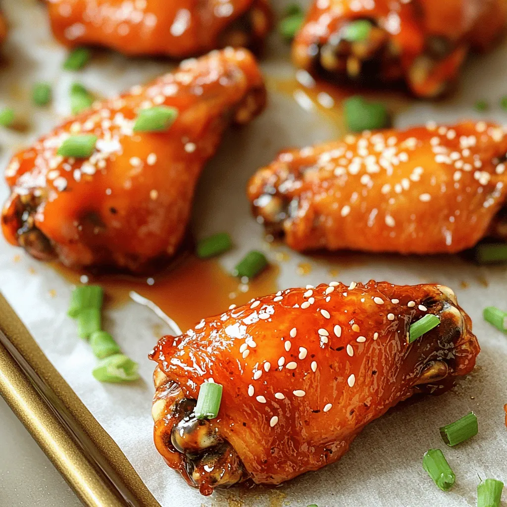 Spicy Sriracha Honey Chicken Wings are a bold dish bursting with flavor. The blend of spicy Sriracha and sweet honey creates a perfect balance that makes your taste buds dance. You only need a few simple ingredients to make this dish shine. - 2 lbs chicken wings - 1/2 cup Sriracha sauce - 1/4 cup honey - 2 tablespoons soy sauce - 1 tablespoon rice vinegar - 1 tablespoon garlic powder - 1 teaspoon ginger powder - Salt and black pepper to taste - Sesame seeds (for garnish) - Chopped green onions (for garnish) If you can’t find Sriracha, try using a different hot sauce. You can also swap honey for maple syrup for a different sweet touch. If you prefer a gluten-free option, use tamari instead of soy sauce. Garlic powder can be replaced with fresh minced garlic for a stronger flavor. These substitutions still keep the dish tasty and fun! To start, gather your ingredients. You need Sriracha sauce, honey, soy sauce, rice vinegar, garlic powder, ginger powder, salt, and black pepper. Mix these in a large bowl. Whisk them together until smooth. This is your marinade, and it packs a punch! It will coat the wings and give them a sweet and spicy taste. The honey balances the heat from the Sriracha, creating a tasty blend. Next, add the chicken wings to the bowl with the marinade. Use your hands or tongs to toss the wings well. Make sure every wing is coated. For the best flavor, let them marinate. I suggest marinating for at least 30 minutes. However, if you have more time, refrigerate them for two hours. This soaking helps the flavors sink in deep. Now it's time to cook! Preheat your oven to 400°F (200°C). Line a baking sheet with parchment paper to help with cleanup. Arrange the marinated wings in a single layer on the sheet. They should not touch each other. This spacing helps them cook evenly. Bake for 40 to 45 minutes. Flip the wings halfway to ensure they get crispy all over. For a final crunch, broil them for 3 to 5 minutes. Watch them closely so they don't burn. After cooking, let the wings rest for a few minutes. This helps the juices settle, making them juicy and flavorful. Before serving, sprinkle sesame seeds and chopped green onions for a beautiful finish. Enjoy your spicy Sriracha honey chicken wings! For the complete recipe, refer to the Full Recipe section. To get the spice just right, adjust the Sriracha. If you want more heat, add extra Sriracha sauce. For a milder version, cut back on it. You can also mix in some sweet chili sauce for balance. Taste the marinade before you add the wings. This way, you know what flavor to expect. Crispy wings are a must! Here’s how to achieve that crunch. First, dry the wings well with paper towels. This helps remove moisture. Next, use a baking rack over the sheet pan. This allows air to circulate around the wings. Bake them at 400°F and flip them halfway through. For an even crispier finish, broil them for a few minutes. Just keep an eye on them to avoid burning. Storing leftovers is simple. Place the wings in an airtight container. Keep them in the fridge for up to three days. To reheat, bake them again at 350°F for about 10-15 minutes. This helps retain their crispiness. If you want to save them longer, freeze the wings. They can last for up to three months in the freezer. Just wrap them well in plastic wrap and foil. {{image_4}} You can mix it up with different sauces. Instead of Sriracha, try buffalo sauce for a classic kick. If you want something sweet, use teriyaki sauce. You can also experiment with barbecue sauce for a smoky flavor. Each sauce adds its own twist, bringing new tastes to your wings. Both air fryers and ovens work well for cooking wings. The air fryer cooks wings faster and makes them crispier. It uses hot air to circulate, creating a crunchy outside without much oil. On the other hand, the oven is great for making a larger batch. It cooks evenly and lets all the flavors blend well. Choose the method that fits your time and taste needs. Pair your spicy wings with cool sides. Celery sticks and carrot sticks are classic choices. They offer a crunchy contrast and help cool the heat. Another great option is a creamy dip like ranch or blue cheese. This dip adds a rich flavor that complements the spicy wings. You can also serve them with a fresh salad for a lighter touch. For drinks, consider iced tea or lemonade to balance the spice. After cooking your spicy Sriracha honey chicken wings, let them cool down. Place them in an airtight container. This helps keep their flavor and texture. Store them in the fridge for up to three days. Make sure to use them quickly for the best taste. If you want to keep them longer, consider freezing. To freeze your chicken wings, first, let them cool completely. Place them in a freezer-safe bag. Remove as much air as possible before sealing. This prevents freezer burn and keeps them fresh. You can freeze the wings for up to three months. When you want to eat them, thaw them in the fridge overnight before reheating. To reheat the wings, avoid the microwave. Instead, use your oven or an air fryer. Preheat your oven to 375°F (190°C). Place the wings on a baking sheet lined with parchment paper. Bake for about 10-15 minutes. This method keeps them crispy. If using an air fryer, cook at 375°F for about 5-7 minutes. Enjoy these tasty wings with your favorite sides! For the full recipe, check out the details above. Yes, you can prepare these wings ahead of time. Marinate the wings and store them in the fridge. This lets the flavors soak in. You can keep them for up to 24 hours before cooking. When ready to cook, take them out and bake as directed. If you don’t have Sriracha, you can use other hot sauces. Try chili garlic sauce, or even a mix of hot sauce and honey. Adjust the amount based on your taste. For less heat, consider using sweet chili sauce. This will give a nice flavor without the heat. To check if the wings are done, look for a golden-brown color. The internal temperature should reach 165°F. You can use a meat thermometer for accuracy. If you don’t have one, cut into a wing. The juices should run clear, with no pink meat inside. We covered a lot about making perfect Spicy Sriracha Honey Chicken Wings. First, we went through the key ingredients and offered substitutes. Then, I provided step-by-step instructions for marinating and cooking. I shared useful tips for spice levels, crispiness, and storing leftovers. We explored fun variations and best practices for storage. Remember, experimenting with flavors makes cooking exciting. Enjoy your wings and make them your own with new ideas!