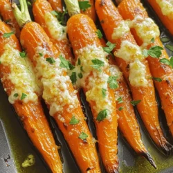 To make Roasted Garlic Parmesan Carrots, you need simple and fresh ingredients. Each one adds a unique flavor. Here’s what you’ll need: - 1 pound baby carrots, peeled - 4 cloves garlic, finely minced - 2 tablespoons extra virgin olive oil - 1 teaspoon sea salt - 1/2 teaspoon freshly ground black pepper - 1/4 teaspoon red pepper flakes (optional) - 1/2 cup freshly grated Parmesan cheese - 1 tablespoon fresh parsley, finely chopped (for garnish) These ingredients create a tasty blend of garlic and cheese. The Parmesan adds a rich flavor, while the carrots provide a sweet base. The garlic gives depth, and the olive oil helps everything roast perfectly. You can also add red pepper flakes for a little heat if you like. For the full recipe, check out the detailed instructions that follow. - Preheat your oven to 425°F (220°C). This helps the carrots roast nicely. - In a large bowl, mix the peeled baby carrots with minced garlic. Pour in the olive oil, and sprinkle with sea salt, black pepper, and red pepper flakes. Toss everything well so each carrot gets coated. - Spread the coated carrots in a single layer on a baking sheet lined with parchment paper. This makes cleanup easy. - Roast the carrots for 20-25 minutes. Be sure to stir them halfway through. This helps them cook evenly and become tender. - After roasting, take the baking sheet out of the oven. Sprinkle grated Parmesan cheese over the hot carrots. This adds a great flavor. - Return the baking sheet to the oven and roast for an extra 5 minutes. The cheese should melt and become golden. For the complete recipe, check out the Full Recipe section! Using fresh ingredients makes a big difference in flavor. Fresh baby carrots taste sweet and vibrant. Look for firm carrots with a bright color. Avoid any that feel soft or have blemishes. When you spread your carrots on the baking sheet, give them space. If they are too close, they will steam instead of roast. A single layer works best. This way, each carrot gets nice and caramelized. You can add more flavor easily. Try spices like thyme, rosemary, or paprika. Each herb brings its unique twist to the dish. If you like heat, consider adding more red pepper flakes or a dash of cayenne. Adjusting the heat level is simple. If you want a milder dish, skip the red pepper flakes. For a spicier kick, add more to your taste. Just remember to start small and increase as needed. To make your dish look great, choose shallow bowls or platters. These let the vibrant colors of the carrots shine. You can also layer the carrots for a more inviting look. Garnishing adds a nice touch. After serving, sprinkle fresh parsley on top. You can also add more Parmesan cheese for an extra cheesy finish. A little goes a long way in making your dish eye-catching. For the full recipe, check out the Roasted Garlic Parmesan Carrots. {{image_4}} You can use other root veggies in this recipe. Try parsnips for a sweet twist. Sweet potatoes add a creamy texture. Beets bring a vibrant color and earthy flavor. If you use larger carrots, slice them into sticks. This ensures even cooking. Cooking times may vary by vegetable. For parsnips and sweet potatoes, roast for about 30 minutes. Beets may take longer—around 35 to 40 minutes. Always check for tenderness with a fork. Parmesan is great, but other cheeses work well too. Try Pecorino Romano for a sharper taste. Grana Padano gives a nutty flavor. If you want a creamy touch, mozzarella is a nice choice. For vegan options, use cashew cheese. Nutritional yeast also adds a cheesy flavor without dairy. Add a burst of flavor with citrus juice. Lemon or orange juice brightens the dish. Balsamic vinegar gives a sweet and tangy twist. You can also add nuts for crunch. Toasted almonds or walnuts add texture and richness. Seeds like pumpkin or sunflower offer a nice crunch too. For the full recipe, check the section above. Enjoy making these tasty roasted garlic Parmesan carrots! To keep your roasted garlic Parmesan carrots fresh, place them in an airtight container. Choose a container that fits well to avoid excess air. For best results, store them in the refrigerator. They will stay good for about three to four days. When it's time to enjoy your leftovers, reheating is key. The oven gives the best texture. Preheat your oven to 350°F (175°C). Spread the carrots on a baking sheet. Heat for about 10-15 minutes until warm. If you're in a hurry, use the microwave. Place the carrots in a microwave-safe dish. Cover them with a damp paper towel to trap moisture. Heat in short bursts of one minute, stirring in between. This way, they won’t dry out. For more details, check the Full Recipe to see how to make these tasty carrots. Yes, you can use regular carrots. The main difference lies in their size. Regular carrots take longer to cook. I suggest cutting them into smaller pieces. Aim for uniform sizes to ensure even cooking. This helps them become tender without burning. Baby carrots tend to be sweeter and softer after roasting, while regular carrots might be firmer and less sweet. Adjust your cooking time to around 30-35 minutes for regular carrots. To achieve crispier carrots, follow these tips: - Use a higher oven temperature. Roasting at 425°F (220°C) helps. - Make sure the carrots are spread out. They should not touch each other on the baking sheet. - Avoid overcrowding, as this causes steaming instead of roasting. - Toss them halfway through cooking to promote even browning. - For an extra crunch, add a few minutes to the cooking time. Yes, you can prepare these carrots ahead of time. Prep the carrots and mix them with garlic and oil. Store them in the fridge for up to 24 hours. When you're ready, roast them right before serving. This keeps the flavor fresh. If you have leftovers, store them in an airtight container. Use them within three days for the best taste. Reheat them in the oven for crispy results. If you want to save time, check out the Full Recipe for a detailed guide. In this article, I showed you how to make delicious roasted baby carrots. We covered important ingredients, steps, and tips to achieve the best flavor. I also shared ways to customize the dish and store leftovers. Roasted carrots are easy and healthy. With fresh ingredients and simple steps, you can impress anyone at your table. Enjoy these tasty carrots for a bright addition to any meal. Start roasting today and experiment with flavors that suit your taste!