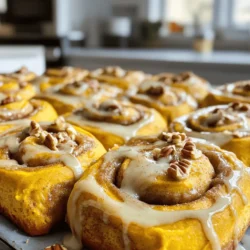 To make these delicious pumpkin cinnamon rolls, gather these simple ingredients: - 2 cups all-purpose flour - 1 cup pumpkin puree (canned or fresh) - 1/2 cup milk, warmed to about 110°F (43°C) - 1/4 cup granulated sugar - 1/4 cup brown sugar, packed - 1/4 cup unsalted butter, melted and slightly cooled - 1 large egg, at room temperature - 1 packet (2 1/4 tsp) active dry yeast - 1 teaspoon vanilla extract - 1 teaspoon ground cinnamon - 1/2 teaspoon ground nutmeg - 1/4 teaspoon ground ginger - 1/4 teaspoon salt - 1/2 cup chopped pecans or walnuts (optional) You can swap some ingredients if needed. Use almond milk for regular milk. Maple syrup can replace granulated sugar. If you don’t have brown sugar, use white sugar with a bit of molasses. For a dairy-free option, try coconut oil instead of butter. You can also use gluten-free flour for a gluten-free version. Make your rolls even tastier! Consider adding: - Chopped nuts like pecans or walnuts for crunch. - Raisins or dried cranberries for sweetness. - A pinch of cloves or cardamom for extra spice. - Chocolate chips if you want a sweet twist. These additions can give your rolls a unique flair. Enjoy your baking journey with these make-ahead pumpkin cinnamon rolls! For the full recipe, check out the original source. To start, we need to make the dough. First, combine the warmed milk with granulated sugar in a small bowl. Next, gently sprinkle the yeast over this mixture. Let it sit for about five minutes. You’ll see it froth; this means the yeast is active. In a large bowl, whisk the pumpkin puree, melted butter, egg, and vanilla extract. Mix until smooth. Then, pour in the frothy yeast mixture and stir gently. Now, in another bowl, mix the all-purpose flour, cinnamon, nutmeg, ginger, and salt. Gradually blend this into the pumpkin mixture. Stir until you form a soft, slightly sticky dough. Lightly flour a clean surface and knead the dough for about five minutes. You want it smooth and elastic. Transfer the dough to a greased bowl, cover it with a kitchen towel, and place it in a warm spot. Let it rise for about one hour or until it doubles in size. After the dough has risen, roll it out on a floured surface. Aim for a rectangle about 1/4-inch thick. Use a pastry brush to spread melted butter evenly over the dough. Sprinkle the brown sugar, ground cinnamon, and optional chopped nuts over the dough. Starting from one long edge, roll the dough tightly into a log. Pinch the seam to seal well. Now, slice the log into 12 equal pieces. Place the rolls in a greased baking dish, close but not touching. Cover the dish with plastic wrap. You can either refrigerate overnight or let it rise in a warm place for about 30 minutes if baking right away. Preheat your oven to 350°F (175°C). If the rolls were refrigerated, let them warm up while the oven preheats. Bake the rolls for 25 to 30 minutes. They should turn golden brown and puff up nicely. While baking, prepare the icing. In a small bowl, whisk together powdered sugar, softened cream cheese, milk, and a pinch of cinnamon. Mix until smooth. Once the rolls come out of the oven, drizzle the warm icing over the top. Enjoy your delicious make-ahead pumpkin cinnamon rolls! Check out the Full Recipe for more details. To get your dough to rise well, use warm milk. It helps wake up the yeast. I find that 110°F (43°C) is just right. Mix the yeast with sugar and warm milk. Let it sit for 5 minutes until it froths. This shows that the yeast is active. When you knead the dough, it should feel smooth and elastic. After kneading, place it in a warm spot. Cover it with a towel and let it rise for about one hour. When it doubles in size, it's ready to shape. For a richer taste, use fresh spices. Ground cinnamon, nutmeg, and ginger make a big difference. I also love to add brown sugar. It gives the rolls a nice caramel flavor. If you want to add more texture, sprinkle in some chopped nuts. Pecans or walnuts work great. They add a lovely crunch to your rolls. Drizzle your favorite icing on top after baking for extra sweetness. Sometimes, dough doesn’t rise properly. This can happen if the yeast is old. Always check the expiration date. If the rolls are too dense, you may have added too much flour. A sticky dough is good; it means moisture. If your rolls come out too dry, try adding more butter next time. Finally, if your icing is too thick, add a splash of milk until it’s smooth. For full details, check out the Full Recipe. {{image_4}} You can play with pumpkin spice in many ways. Try adding more cinnamon or nutmeg to boost the flavor. You could also mix in some allspice or cloves for a spicy kick. A dash of maple syrup in the dough adds a sweet touch that pairs well with pumpkin. This makes your rolls warm and cozy, perfect for fall. If you want to try new flavors, consider chocolate or apple. For chocolate, fold in chocolate chips into the dough or sprinkle them inside the rolls. For apple, mix in small apple pieces and some cinnamon. This gives a sweet and fruity twist. You can also use dried fruit like cranberries or raisins for a unique flavor. For gluten-free rolls, use a gluten-free flour blend. Many blends work well for baking. If you want vegan rolls, swap out the egg for a flaxseed egg. Simply mix one tablespoon of ground flaxseed with three tablespoons of water. Let it sit for a few minutes until it thickens. You can also use almond milk instead of regular milk. These changes make the rolls friendly for many diets. Feel free to explore these variations. They make your make-ahead pumpkin cinnamon rolls even more fun and tasty! For the full recipe, check out the instructions to get started! To store leftover pumpkin cinnamon rolls, cool them completely first. Place them in an airtight container. If you have more than one layer, separate them with parchment paper. This prevents sticking. You can keep them at room temperature for 2 days. For longer storage, put them in the fridge. They will last up to a week in the fridge. You can freeze these rolls for easy future treats! After slicing the rolls, place them in a single layer on a baking sheet. Freeze them for about 1 hour, or until firm. Then, transfer them to a freezer-safe bag. They can stay in the freezer for up to 3 months. When you're ready to bake, just take them out and let them thaw overnight in the fridge. To reheat your rolls, preheat the oven to 350°F (175°C). Place the rolls on a baking sheet. You can cover them with foil to keep them moist. Heat for about 10-15 minutes. If you want them extra warm, you can microwave them for 15-20 seconds. Enjoy your warm, gooey pumpkin cinnamon rolls just like fresh! For more tips and the full recipe, check the Full Recipe section. Yes, you can make these cinnamon rolls the night before. After rolling and cutting the dough, place the rolls in a greased dish. Cover them tightly with plastic wrap and put them in the fridge. In the morning, let them sit at room temperature for about 30 minutes. Then, bake as usual. This makes breakfast easy and tasty! The rolls stay fresh for about 2 to 3 days at room temperature. Store them in an airtight container to keep their softness. If you want to keep them longer, you can freeze them. Just make sure to wrap them well in plastic wrap and foil. If you do not have pumpkin puree, you can use applesauce, mashed sweet potatoes, or mashed bananas. Each of these will give a different taste but will work well. Make sure to choose a puree that is smooth to keep the texture nice. Absolutely! You can add extra frosting if you want. Just mix more powdered sugar with cream cheese and milk. Drizzle it over the warm rolls for a sweet touch. You can also use different flavors, like maple or vanilla, to change it up. To keep the rolls soft after baking, store them in an airtight container. You can also place a slice of bread in the container with them. The bread will help keep the rolls moist and soft. If you need to reheat them, wrap them in a damp paper towel and microwave for a few seconds. In this post, we explored every step to make great cinnamon rolls. We reviewed ingredients, instructions, tips, and tasty variations. Remember to use the right substitutions for your needs and always test your dough for the best rise. You can make adjustments to flavors or diet types as you wish. Finally, don’t forget to store any leftovers properly for later enjoyment. With these guidelines, baking delicious cinnamon rolls can be fun and easy for anyone. Enjoy crafting these treats with your personal touch!