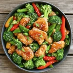 To make a tasty Honey Garlic Chicken Stir Fry, you need these main items: - 1 lb boneless, skinless chicken thighs - Honey, soy sauce, garlic, and ginger - Variety of vegetables: bell pepper, broccoli, snap peas These ingredients come together to create a sweet and savory dish. Chicken thighs are juicy and tender, making them perfect for stir fry. Honey gives a lovely sweetness, while soy sauce adds depth. Garlic and ginger bring warmth and spice. Then, the vegetables add color and crunch. Bell peppers are sweet, broccoli is hearty, and snap peas add a nice snap. You can use other veggies, too, if you want to mix it up. To make your stir fry even better, consider these garnishes: - Sesame seeds - Chopped green onions - Suggestions for side dishes (rice, quinoa) Sesame seeds add a nutty taste and a nice crunch. Chopped green onions give a fresh bite that brightens the dish. You can serve your stir fry over fluffy rice or nutty quinoa. Both options make it filling and satisfying. For a twist, add a lime wedge on the side. The citrus will lift the flavors and make each bite pop. This meal is not just easy; it’s fun to customize! For the complete list of ingredients, check out the Full Recipe. To start, grab a small bowl. Mix 2 tablespoons of honey, 3 tablespoons of soy sauce, 3 minced garlic cloves, and 1 tablespoon of grated ginger. Whisk until smooth. This sauce adds a sweet and savory flavor to your dish. Letting the sauce sit for a few minutes helps the flavors blend well. It makes your stir fry even tastier. Next, preheat a large skillet or wok over medium-high heat. Pour in 1 tablespoon of vegetable oil. Wait until the oil shimmers. Add 1 pound of thinly sliced chicken thighs. Season them with salt and black pepper. Cook for 5-7 minutes, turning the chicken often. You want it golden brown and no longer pink in the middle. Once done, take the chicken out and set it aside. In the same skillet, add another tablespoon of oil. Put in 1 cup of broccoli florets, sliced red bell pepper, and 1 cup of snap peas. Stir-fry these veggies for about 3-4 minutes. Keep them crisp but tender. Adding the vegetables in the right order helps them cook evenly and stay bright. Now, bring back the chicken to the skillet. Pour the honey garlic sauce over everything. Stir well to coat all the ingredients. Let it cook for 2-3 minutes. This step allows the sauce to thicken and glaze the chicken and vegetables. Stirring well ensures every piece gets that yummy sauce. For the full recipe, you can refer to my detailed instructions to make this dish perfect! To cook Honey Garlic Chicken Stir Fry well, start with a hot skillet or wok. Aim for medium-high heat. This ensures that your chicken cooks quickly and gets a nice sear. If your skillet is not hot enough, the chicken can steam instead of sear. To prevent overcooking the chicken, cut it into thin strips. This way, it cooks faster and stays juicy. Keep an eye on it. You want golden brown chicken, not dry chicken. If you need alternatives for soy sauce, try tamari. It is a gluten-free option that tastes great. For honey, agave nectar works as a sweet substitute. Just remember that the flavor might change a bit. Using frozen vegetables is easy, but fresh ones have a better taste and texture. If you choose frozen, cook them a little longer. They hold more water, which can make your stir fry soggy. To make this dish even better, think about adding spices. A pinch of black pepper or a splash of sesame oil can boost flavor. You can also add a bit of chili flakes or sriracha if you like heat. This adds a spicy kick that pairs well with the sweet honey and garlic. For more ideas, check the full recipe for additional suggestions on how to customize your stir fry. {{image_4}} You can switch up the protein in your Honey Garlic Chicken Stir Fry. Shrimp makes a great choice. Just cook it for about 3-4 minutes until it turns pink. Tofu is perfect for a plant-based option. Cube it and cook for 5-6 minutes until golden. If you prefer beef, use sliced flank steak. It cooks fast, about 3-5 minutes. Each protein brings a unique taste to the dish. Feel free to get creative with your vegetables! Seasonal options like zucchini or mushrooms can add new flavors. Try adding leafy greens like spinach or bok choy for extra nutrition. These greens cook quickly, so add them during the last minute of cooking. This way, they stay vibrant and crisp. If you need gluten-free options, use tamari instead of soy sauce. It has a similar taste without gluten. For a plant-based dish, swap the chicken for tofu or chickpeas. Both options are filling and delicious. You can enjoy the same great flavors with these simple changes. To keep your honey garlic chicken stir fry fresh, use airtight containers. Glass or plastic containers work well. Make sure they seal tight to prevent air from getting in. This will help keep the flavors intact. Store your leftovers in the fridge. They will stay good for about three to four days. Always cool the stir fry before placing it in the fridge. This step helps prevent bacteria growth. When it’s time to enjoy your leftovers, reheating correctly is key. Use a skillet on medium heat for the best results. Add a splash of water or broth to help keep it moist. Stir occasionally to heat evenly. Avoid using the microwave if you can. It can make the stir fry soggy. If you must use a microwave, heat it in short bursts. Stir in between to help it heat evenly. This way, you’ll keep that delicious flavor and texture. Honey Garlic Chicken Stir Fry keeps well in the fridge for about three to four days. Store it in an airtight container. Look for any off smells or changes in color as signs of spoilage. If you notice any strange odors or a slimy texture, it’s best to toss it out. Yes, you can freeze this dish! Let it cool completely first. Place it in a freezer-safe container. It will last in the freezer for about three months. To thaw, place it in the fridge overnight. You can also use the microwave for a quick defrost. Just make sure to heat it until it's hot all the way through. This dish pairs nicely with several sides. Consider serving it over jasmine rice or quinoa. You can also add a simple salad for freshness. Stir-fried bok choy or steamed green beans will complement the flavors well. For the full recipe with detailed steps and variations, check out the [Full Recipe]. This blog post shared the key ingredients and simple steps to make Honey Garlic Chicken Stir Fry. You learned about the main ingredients, optional garnishes, and how to cook each part for the best flavor. I also provided tips for substitutions and dietary changes to suit your needs. Finally, you got ideas for storing leftovers and reheating. With all these tips, you can create a tasty meal easy and quick. Enjoy making this dish and feel free to experiment!
