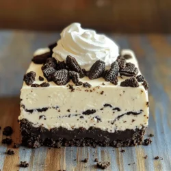 - 24 Oreo cookies (plus extra for topping) - 1/4 cup unsalted butter, melted - 16 oz cream cheese, softened - 1/2 cup granulated sugar - 1 teaspoon vanilla extract - 1 cup heavy whipping cream - 1/2 cup powdered sugar The main stars of this dessert are the Oreo cookies and cream cheese. The cookies form a crunchy crust that pairs perfectly with the rich, creamy filling. When I make this cheesecake, I always use fresh cream cheese. It gives the best texture and flavor. The butter helps the crust stick together. Just melt it and mix it well with the crushed Oreos. This step is key for a solid base. - Crushed Oreos - Whipped cream - Chocolate sauce Garnishes add a fun touch. I love to sprinkle crushed Oreos on top. It adds a nice crunch and looks great. Whipped cream is another option. A dollop makes the dessert feel fancy. If you want to get creative, drizzle chocolate sauce over the cheesecake. It adds sweetness and richness. These ingredients combine to create a dessert that’s easy to make and hard to resist. For the full recipe, check out what I’ve shared above. Enjoy your no-bake Oreo cheesecake! To start, grab 24 Oreo cookies. Place them in a food processor. Crush them until they turn into fine crumbs. This will be the base of your cheesecake. Next, melt 1/4 cup of unsalted butter. Combine the crushed cookies with the melted butter. Mix until all the crumbs are coated. Now, take a 9-inch springform pan. Press the crumb mixture firmly into the bottom. Use your fingers or the back of a measuring cup. Aim for an even layer. After this, put the crust in the fridge. This will help it firm up while you make the filling. For the filling, take 16 oz of softened cream cheese. Put it in a large mixing bowl. Beat it with an electric mixer until smooth. You want no lumps. Gradually add 1/2 cup of granulated sugar and 1 teaspoon of vanilla extract. Mix until everything is fluffy and well combined. In another bowl, pour 1 cup of heavy whipping cream. Add 1/2 cup of powdered sugar. Whip this mixture until stiff peaks form. This step makes the filling light and creamy. Carefully fold the whipped cream into the cream cheese mixture. Use a spatula and mix gently. Be careful not to deflate the whipped cream. For extra flavor, add in 10 crushed Oreos. Fold them in gently as well. Now, pour the creamy filling over the crust in the springform pan. Smooth the top with a spatula to make it look nice. Cover the cheesecake with plastic wrap or a lid. Place it in the refrigerator. Let it chill for at least 4 hours or overnight. This allows the cheesecake to set properly. To check if it is set, lightly press the top with your finger. If it feels firm, it is ready. If it wobbles, it needs more time. To get the best texture, avoid overmixing. This keeps your cheesecake light and airy. Use room temperature ingredients for the smoothest blend. Cold cream cheese may lead to lumps, which we want to avoid. One common mistake is not chilling the cheesecake long enough. It needs at least 4 hours, but overnight is best. Also, using too much heavy cream can make your filling too dense. Stick to the recipe for perfect results. A food processor makes crushing cookies easy. You can also use a sealed bag and a rolling pin if needed. An electric mixer is key for beating the cream cheese. It helps create a smooth and fluffy filling. {{image_4}} You can make this cheesecake even better with flavors. Try adding chocolate or caramel swirls. Just drizzle them into the filling before you chill it. This will give a nice look and taste. You can also swap out Oreo cookies for other cookies. Try chocolate chip cookies or peanut butter cookies for a fun twist. Each type will change the flavor and texture. If you need vegan options, use dairy-free cream cheese. This keeps the taste without dairy. You can also make it gluten-free. Simply choose gluten-free cookies. These changes let everyone enjoy this tasty dessert without worries. This cheesecake is great on its own, but you can make it even better. Pair it with fresh fruit like strawberries or raspberries. A drizzle of chocolate or caramel sauce adds extra flavor. For special occasions, consider adding candles or fun toppings. This makes it a hit at any party! To keep your No-Bake Oreo Cheesecake fresh, store it in the refrigerator. Use an airtight container or cover it tightly with plastic wrap. This helps prevent it from absorbing other smells in the fridge. If you want to save it for later, you can freeze it. First, let the cheesecake set for about an hour. Then, wrap it in plastic wrap and place it in a freezer-safe container. This helps keep the cheesecake from getting freezer burn. Your cheesecake can last in the fridge for about 5 to 7 days. Just make sure it stays covered. If you freeze it, it can last for up to 2 months. To tell if the cheesecake is no longer good, check for any signs of mold or an off smell. If it looks or smells strange, it’s better to be safe and throw it away. Always trust your senses when it comes to food safety! It takes about 30 minutes to prep the cheesecake. You will then need to chill it for at least 4 hours. For the best taste, I recommend chilling it overnight. This waiting time helps the cheesecake set up perfectly. No, you should not leave the cheesecake out for long. It needs to stay cool. Serve it right from the fridge. If you have leftovers, put them back in the fridge. This keeps it fresh and tasty. If you want a different option, you can use a dairy-free cream cheese for vegan diets. Another choice is Greek yogurt for a lighter version. Both options keep the creamy texture. Just make sure to adjust the flavor to your liking. Yes, you can make this cheesecake ahead of time. Just follow the Full Recipe steps and store it in the fridge. It will stay fresh for up to 5 days. This makes it a great choice for parties or gatherings. In summary, this blog post covers how to make a no-bake Oreo cheesecake. You learned about the key ingredients and step-by-step instructions. I shared tips to improve texture and avoid common mistakes. You discovered tasty variations and how to store your cheesecake well. This dessert is simple and delightful. By following these steps, you can impress anyone with your baking skills. Enjoy making this treat!