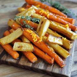 - 4 medium carrots - 4 medium parsnips - 3 tablespoons honey - 2 tablespoons extra-virgin olive oil - 1 teaspoon fresh thyme leaves - Salt and black pepper - Zest of 1 orange - 1 tablespoon balsamic vinegar (optional) - Baking sheet - Parchment paper - Mixing bowls - Whisk - Approximate calories per serving: 120 - Key vitamins and minerals in carrots and parsnips: Vitamin A, Vitamin C, potassium, and fiber Honey roasted carrots and parsnips are a sweet and savory side dish. The bright colors and natural sweetness make them a hit at any meal. I love how simple these ingredients are. Fresh carrots and parsnips bring flavor and health benefits. The honey adds a lovely glaze that caramelizes while roasting. For tools, you will need a baking sheet lined with parchment paper. This helps with easy cleanup. Mixing bowls and a whisk are also essential for making the glaze. About the nutrition, both carrots and parsnips are packed with vitamins. They are rich in Vitamin A, which supports eye health. You also get Vitamin C, which helps boost your immune system. Potassium in these veggies aids heart health, while fiber supports digestion. If you want to learn more, check out the [Full Recipe]. It has all the steps to make this tasty side dish. - Set temperature to 400°F (200°C) - Prepare the baking sheet with parchment Start by preheating your oven. This helps the carrots and parsnips cook evenly. Use parchment paper on your baking sheet. This makes cleanup easy and keeps the veggies from sticking. - Peel and cut carrots and parsnips into sticks Next, grab your carrots and parsnips. Peel them well. Cut each vegetable into sticks. Aim for uniform pieces. This helps them cook at the same rate. - Mix honey, olive oil, thyme, salt, pepper, and orange zest In a bowl, mix honey and olive oil. Add fresh thyme, salt, and pepper. For a zesty kick, include orange zest. This glaze brings a sweet and savory flavor that enhances the veggies. - Toss vegetables in honey glaze - Ensure even coating Pour the glaze over your vegetable sticks. Toss them gently to coat evenly. Each piece should have a nice layer of glaze. This step is key for flavor. - Spread vegetables in a single layer - Avoid overcrowding Spread the coated carrots and parsnips on the baking sheet. Make sure they sit in a single layer. Avoid overcrowding, as this helps them roast well and caramelize. - Roast for 25-30 minutes - Turn halfway through Place the baking sheet in the oven. Roast for 25-30 minutes. Halfway through, turn the vegetables. This helps them brown evenly. Check for tenderness; they should be soft and caramelized. For the full recipe, refer to the details above. Enjoy creating this tasty side dish! To get your carrots and parsnips caramelized perfectly, here are some tips: - Cut Evenly: Make sure all pieces are about the same size. This helps them cook evenly. - Single Layer: Spread the veggies in one layer on your baking sheet. This keeps them from steaming. - High Heat: Roasting at 400°F (200°C) gives you a nice golden color. The right baking sheet matters too. A heavy-duty, dark baking sheet works best. It absorbs heat well and promotes browning. If you use a shiny sheet, your veggies may not caramelize as much. You can adjust sweetness or saltiness in this dish. If you want it sweeter, add more honey. If it’s too sweet, add more salt. A pinch of salt enhances the flavor of the honey. For a twist, try different flavors for honey. Maple syrup or agave nectar can work well. They add a unique taste and keep the dish sweet. For serving, you can be creative! Use a rustic wooden board or a vibrant platter. This makes your dish stand out. Garnish with fresh thyme leaves or a sprinkle of orange zest. This adds color and makes the dish look fresh. A few nuts can also add crunch and flavor. Enjoy serving this tasty side dish! For the full recipe, check out the details above. {{image_4}} You can change the sweet flavor by using maple syrup or agave nectar. Both options give a nice twist. Maple syrup adds a rich taste that pairs well with the earthy roots. Agave nectar is lighter and has a subtle flavor. Swap honey for either in equal amounts. This keeps the sweetness but adds new flavors. Adding garlic or ginger can take your dish to the next level. Garlic gives a warm, savory note that balances the sweetness well. Ginger adds a spicy kick that brightens the dish. You can also try different spice blends. Cinnamon or nutmeg can add warmth. A pinch of cumin gives a fun twist. Mix and match until you find your favorite flavor. Feel free to add more root vegetables to the mix. Sweet potatoes, beets, or turnips work well and add color. Just remember to cut them into similar sizes. This ensures even cooking. You may need to adjust the cooking time. Denser veggies like sweet potatoes may need a few extra minutes. Always check for tenderness with a fork before serving. To keep your honey roasted carrots and parsnips fresh, place them in the fridge. Use an airtight container to prevent moisture loss. You can also cover them with plastic wrap. Aim to eat leftovers within three days for the best taste. The best way to reheat these veggies is in the oven. Set the oven to 350°F (175°C). Spread the carrots and parsnips on a baking sheet. Heat for about 10-15 minutes. This method keeps them crispy. You can also use the microwave, but this may make them soft. Heat for 1-2 minutes. Check often to avoid overcooking. If you want to save some for later, you can freeze them. First, let the carrots and parsnips cool completely. Then, place them in a freezer-safe bag. Remove as much air as possible. You can freeze them for up to three months. To keep the flavor, reheat them directly from the freezer. This method helps keep the taste and texture. Yes, you can prep honey roasted carrots and parsnips ahead. - Peel and cut the carrots and parsnips. - Store them in a sealed container in the fridge. - Mix the glaze and keep it in a separate container. - When ready, just mix and roast. These roasted veggies pair well with many dishes. - Serve them alongside roasted chicken for a hearty meal. - They also go great with grilled fish for a light option. - Try them with a savory shepherd's pie for a cozy dinner. Yes, honey roasted carrots and parsnips are quite healthy. - They are full of vitamins A and C, which boost immunity. - Carrots have fiber, good for digestion. - Parsnips offer potassium, helping control blood pressure. - Just watch the honey if you need to limit sugar. If parsnips are hard to find, you have options. - Turnips work well as a substitute. - Sweet potatoes can add a nice twist, too. - Just adjust cooking time since they may roast differently. For the full recipe to make this tasty side dish, check out the [Full Recipe]. You now have a clear guide to making honey roasted carrots and parsnips. Start with the right ingredients and tools for success. Follow the step-by-step instructions to achieve a sweet and savory dish. Remember, tips about seasoning and variations let you personalize your cooking experience. Proper storage and reheating techniques help keep your leftovers fresh. Enjoy the health benefits of these veggies, and don’t hesitate to explore flavors. Try creating this dish today for a tasty addition to your meals. Happy cooking!