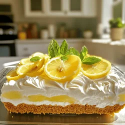 - Graham Cracker Crust The base of this pie is a graham cracker crust. You need 1 ½ cups of graham cracker crumbs and ½ cup of unsalted butter, melted. This blend gives the pie a sweet and crunchy start. - Lemon Filling Components For the bright filling, you will use 1 cup of sweetened condensed milk, ½ cup of freshly squeezed lemon juice, and the zest of 2 medium-sized lemons. This mix creates a tart, creamy flavor that shines. You will also need 1 container (8 oz) of whipped topping, thawed. This makes the filling light and fluffy. - Optional Garnishes To make your pie look even better, consider adding fresh lemon slices and mint leaves on top. These garnishes add a splash of color and a hint of freshness to every slice. Each ingredient plays a vital role in making this no-bake lemon icebox pie a refreshing summer treat. Following the Full Recipe will guide you through the simple steps to create this delightful dessert. To start, grab a medium mixing bowl. Combine 1 ½ cups of graham cracker crumbs with ½ cup of melted unsalted butter. Use a fork or spatula to mix until it looks like wet sand. This step is key for a tasty crust. Next, transfer the mixture to a 9-inch pie dish. Press it firmly into the bottom and up the sides. For a smooth finish, use a measuring cup or a glass to compact it well. Now, let’s make the filling. In a clean mixing bowl, add 1 cup of sweetened condensed milk, ½ cup of freshly squeezed lemon juice, and the zest of 2 medium-sized lemons. Whisk them together until smooth. This mix will give your pie a bright, tangy flavor. Next, gently fold in one container (8 oz) of thawed whipped topping. Use a spatula to mix until just combined. This keeps the filling light and fluffy. Pour the lemon filling into your prepared crust. Use a spatula to smooth the top. Cover the pie with plastic wrap or a lid and place it in the fridge. Let it chill for at least 4 hours, or better yet, overnight. This time helps the filling set properly. When you’re ready to serve, you can garnish with fresh lemon slices and mint leaves for a lovely touch. For a complete guide, check out the Full Recipe for all the details! To make your pie shine, focus on your crust. Use fresh graham cracker crumbs for better taste. Mix them well with the melted butter. Aim for a wet sand texture. Firmly press the mixture into your pie dish. This ensures a strong base that holds its shape. Next, let's talk about the filling. Freshly squeezed lemon juice gives the best flavor. The zest also adds a bright taste. When you mix the sweetened condensed milk and lemon, whisk until smooth. This step avoids lumps in your filling. Fold in the whipped topping gently. You want to keep it airy and light. One big mistake is not chilling the pie long enough. The filling needs time to set. Four hours is okay, but overnight is best. This helps the flavors meld and improves the texture. Another mistake is overmixing the filling. If you whisk too hard, you may lose that fluffy texture. Just fold gently until combined. Also, be careful with the crust. If it’s too loose, it won't hold together when serving. To boost the flavor, try adding a pinch of salt to the filling. It enhances the lemon's brightness. You can also experiment with different types of citrus zest. Lime or orange zest can add a nice twist. For a pretty finish, use fresh lemon slices and mint leaves. They not only look great but add a burst of freshness. Serve your pie on bright plates to make it pop. For the full recipe, check out the [Full Recipe]. {{image_4}} You can switch things up with different flavors. Instead of lemon, try lime for a zesty twist. You can also use orange juice for a sweeter taste. Berry flavors work well too! Blend in pureed strawberries or blueberries for a fruity kick. These options keep the pie fresh and exciting all summer long. While a graham cracker crust is classic, you can explore other options. Try using a chocolate cookie crust for a rich taste. A shortbread crust adds a nice buttery flavor. For a gluten-free option, use almond flour or gluten-free cookie crumbs. Each crust brings its own charm and changes the pie's character. Toppings can make your pie shine. Add fresh fruit like berries or slices of kiwi on top. You can also sprinkle crushed nuts for some crunch. Try drizzling honey or a fruit sauce for added sweetness. If you love chocolate, mini chocolate chips mixed in might be your new favorite. Get creative and make your pie unique! For the full recipe, check out the Zesty No-Bake Lemon Icebox Pie . To keep your No-Bake Lemon Icebox Pie fresh, store it in the fridge. Use plastic wrap to cover it tightly. This helps prevent it from absorbing smells. Make sure the pie is chilled before covering. If you want to freeze the pie, here’s how. First, let it chill in the fridge for at least four hours. Then, wrap it well in plastic wrap and foil. This keeps it safe from freezer burn. When ready to enjoy, thaw it overnight in the fridge. This pie stays fresh in the fridge for about five days. After that, the quality may drop. The filling might lose its texture. If frozen, it can last for about two months. Always check for any signs of spoilage before serving. For the best taste, enjoy it sooner rather than later. Yes, you can use bottled lemon juice. However, fresh lemon juice gives the best flavor. Fresh lemons have a bright taste that bottled juice may lack. If you choose bottled, check for 100% lemon juice. You can keep the pie in the fridge for up to five days. Make sure to cover it well with plastic wrap. This keeps the pie fresh and prevents it from absorbing other smells. Absolutely! This pie is great for making ahead. I often prepare it a day or two before serving. This allows the flavors to meld nicely. Just remember to chill it well in the fridge. - Additional Tips for Serving and Enjoyment Serve your pie cold for the best taste. You can add fresh lemon slices and mint leaves on top for a pretty touch. This makes it look festive and fun. If you want a twist, try adding berries on the side! This article covered everything you need for a No-Bake Lemon Icebox Pie. You learned about the key ingredients, from the crust to the filling. The step-by-step instructions ensure you will succeed while perfecting this dessert. I shared tips to avoid common mistakes and explore various flavors. In the end, this pie is easy to make and fun to serve. Enjoy creating this refreshing treat!