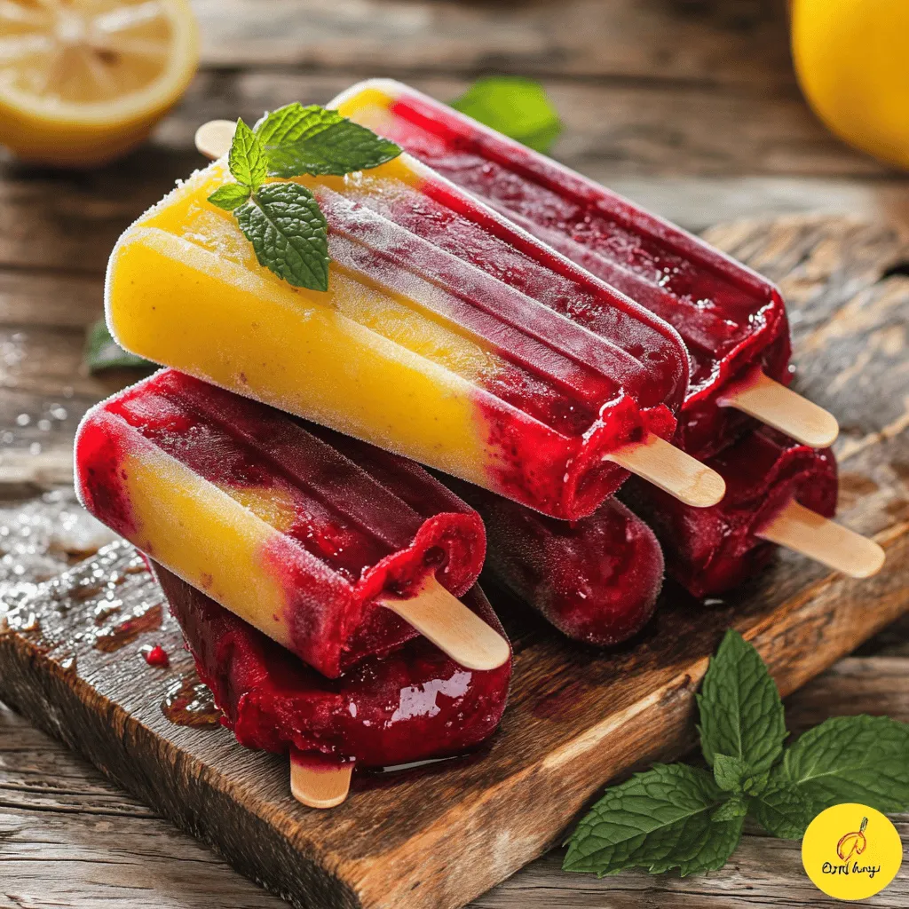 To make Cherry Lemonade Popsicles, you need the following ingredients: - 2 cups fresh cherries, pitted and halved - 1 cup freshly squeezed lemon juice (about 4-6 medium lemons) - 1/2 cup granulated sugar (adjust for desired sweetness) - 1 cup water - Zest of 1 lemon (for extra flavor) - Fresh mint leaves for garnish (optional) Using fresh cherries is key for the best taste. Look for bright, firm cherries. Choose lemons that feel heavy for their size, as they have more juice. Fresh juice provides a vibrant flavor. When selecting sugar, use regular granulated sugar for sweetness. Check the expiry date for the best quality. Fresh mint adds a nice touch, so opt for vibrant, green leaves. You can improve your popsicles with some fun add-ins. Try adding a splash of vanilla extract for warmth. A few slices of ginger can add zing. If you enjoy a little tartness, mix in some lime juice. For a colorful twist, add thin slices of strawberries or blueberries. These changes make your popsicles unique and delicious. First, we need to make a simple syrup. This syrup adds sweetness to our popsicles. In a medium saucepan, mix 1 cup of water with 1/2 cup of granulated sugar. Heat this over medium heat. Stir often until the sugar dissolves. This takes about 2-3 minutes. Once dissolved, remove the pan from the heat. Let the syrup cool completely before using it. While the syrup cools, let's prepare the cherries. You need 2 cups of fresh cherries, pitted and halved. Place these cherries in a blender. Blend them gently using short pulses. You want the cherries to be mostly smooth but still a bit chunky. This gives the popsicles a nice texture. Set the blended cherries aside for later. Now it’s time to mix everything together. In a large mixing bowl, combine the cooled syrup with 1 cup of freshly squeezed lemon juice and the zest of 1 lemon. Add half of the blended cherries into the mixture and stir well. This is where all the flavors come together! Next, pour this mixture into your popsicle molds, filling them halfway. Now, add a spoonful of the reserved cherry puree into each mold. This adds a lovely layer of color and flavor. Then, fill the molds to the top with the lemonade mixture, leaving a little space at the top. This space helps the popsicles expand while freezing. Insert popsicle sticks into the molds, making sure they are centered. Place the molds in the freezer for at least 4-6 hours. They should be completely solid before you enjoy them. To remove the popsicles, run warm water over the outside of the molds for a few seconds. Then gently pull the sticks to release the popsicles. For the full recipe, check the instructions above! To get the best popsicles, choose molds that are sturdy. Silicone molds work great. They make it easy to pop out the treats. Fill the molds carefully to avoid spills. Leave a little space at the top for expansion. This helps the popsicles freeze evenly. For a creamier texture, try adding yogurt or coconut milk to the mixture. Blend it in with the cherries and lemon juice. This small change makes a big difference. If you want a bit of crunch, add chopped nuts or seeds. Just remember to keep the other ingredients balanced. To serve your popsicles, place them on a nice plate or a wooden board. Use fresh mint leaves to add color and aroma. You can even drizzle some extra cherry syrup over the top. This makes them look fancy and inviting. For a fun touch, give each popsicle a colorful stick. Enjoy your beautiful, homemade treats! {{image_4}} You can mix in other fruits for fun flavors. Strawberries, raspberries, or blueberries work great. Just blend your chosen fruit and add it to the popsicle mix. This will give your popsicles a colorful twist. You can layer the fruits for a beautiful look, too. Each bite will surprise you with new tastes. Adjust the sweetness to fit your taste. If you like it sweet, add more sugar. For a tart flavor, cut back on the sugar. You can also use honey or agave syrup as a natural sweetener. Remember, the balance between sweet and tart is key for a refreshing treat. Always taste the mixture before freezing. Try using coconut water instead of water for a tropical vibe. It adds a light coconut flavor and extra hydration. You can also mix in fruit juices, like orange or pineapple, for added zest. This change makes your popsicles even more refreshing. Experiment with different bases to find your favorite blend. For the complete recipe, click on [Full Recipe]. To keep your Cherry Lemonade Popsicles fresh, store them in an airtight container. This helps prevent freezer burn and keeps them flavorful. You can also use plastic wrap to cover the popsicle molds before freezing. Make sure to label the container with the date so you know when you made them. Homemade Cherry Lemonade Popsicles can last about 2 to 3 months in the freezer. After this time, they may lose some flavor and texture. Always check for any signs of freezer burn before tasting. Ice crystals can form on popsicles if they are not stored properly. To prevent this, try these tips: - Make sure the popsicles are fully frozen before removing them from the molds. - Store them at a consistent, cold temperature in the freezer. - Avoid opening the freezer often, as this can cause temperature changes. - If you notice ice crystals, blend the popsicle mixture again before refreezing. Yes, you can use frozen cherries. Just let them thaw first. This helps them blend better. Frozen cherries may change the taste slightly, but they still work great. They are also convenient and save time. Cherry Lemonade Popsicles take about 4 to 6 hours to freeze. For best results, leave them overnight. This way, they will be fully solid and ready to enjoy. If you are in a hurry, you can try to freeze them for at least 4 hours. You can mix things up with many flavors! Here are some fun ideas: - Strawberry Lemonade: Use fresh strawberries instead of cherries. - Peach Basil: Blend fresh peaches with a hint of basil. - Watermelon Mint: Purée watermelon and mix in some fresh mint. - Pineapple Coconut: Use fresh pineapple and add coconut water for a tropical twist. These flavors are easy to make and delicious, just like the Cherry Lemonade Popsicles. For the full recipe, check the earlier sections of this article. In this blog post, I shared how to make Cherry Lemonade Popsicles. We covered the need for fresh and quality ingredients, plus some tasty add-ins. I provided step-by-step instructions, helpful tips, and fun flavor variations. Remember to store your popsicles well to keep them fresh and tasty. You can adjust sweetness and experiment with different fruits. Making these treats is easy and fun. Enjoy your popsicles on a hot day or any time you crave a cool snack!