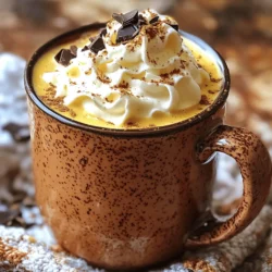 To make a delightful pumpkin spice hot chocolate, gather these key ingredients: - 2 cups milk (or your favorite dairy-free alternative) - 1/2 cup pure pumpkin puree - 1/4 cup unsweetened cocoa powder - 1/4 cup granulated sugar (adjust to taste) - 1/2 teaspoon pumpkin pie spice (plus extra for garnishing) - 1 teaspoon pure vanilla extract - A pinch of salt - Whipped cream (for a delightful topping) - Dark chocolate shavings (for an elegant garnish) These ingredients blend together to create a warm, rich drink that feels like a hug in a mug. You can easily customize your pumpkin spice hot chocolate. Here are some fun add-ins: - A splash of espresso for a caffeinated boost - A spoonful of caramel sauce for extra sweetness - A dash of cayenne pepper for a spicy kick - Marshmallows or pumpkin-shaped marshmallows for fun Feel free to mix and match these add-ins to make your drink truly your own. If you’re looking for dairy-free options, many alternatives work well. You can try: - Almond milk for a nutty flavor - Coconut milk for extra creaminess - Oat milk for a smooth texture Each option brings its unique taste to the drink. Adjust your sugar based on the sweetness of the milk you choose. This way, you can enjoy a cozy beverage tailored to your taste. For the full recipe, check out the complete guide above! Making Pumpkin Spice Hot Chocolate is easy and fun. You will need just a few steps. Start by gathering all your ingredients. This ensures you have everything ready. You’ll enjoy the warm, cozy drink in no time. 1. Pour 2 cups of milk into a medium saucepan. You can use any milk you like. Add 1/2 cup of pure pumpkin puree. 2. Heat the mixture over medium heat. Stir it often to blend the milk and pumpkin well. Make sure it does not boil. 3. Next, add 1/4 cup of unsweetened cocoa powder. Then, add 1/4 cup of granulated sugar. You can adjust the sugar to make it sweeter. 4. Sprinkle in 1/2 teaspoon of pumpkin pie spice and 1 teaspoon of pure vanilla extract. Don’t forget a pinch of salt! 5. Whisk everything together until it is smooth. Make sure no lumps are left. 6. Let the mixture simmer for about 5 minutes. Stir it often to keep it from sticking. 7. Taste your hot chocolate. Adjust the sweetness or spice if you want. 8. When it's just right, take it off the heat. Carefully pour it into cozy mugs. 9. Top each mug with whipped cream. Add extra pumpkin pie spice and dark chocolate shavings for a lovely finish. To get your hot chocolate just right, focus on the milk. Use full-fat milk for a creamier texture. If you prefer dairy-free, almond or oat milk works great. Stir often to keep it smooth. If it gets too thick, add a little more milk. Enjoy the warmth and flavor of this cozy drink! For the Full Recipe, check out the details above. To make your pumpkin spice hot chocolate even better, think about balancing flavors. Adding a pinch of nutmeg or cinnamon can create warmth. A dash of chili powder can add a fun kick. Try using flavored milk, like almond or oat. These options can change the taste in a lovely way. Always taste as you go. Adjust sweetness with sugar or honey to fit your palate. Serve your hot chocolate warm, right after making it. Use thick mugs to keep it cozy. If you want to impress, use a small frother to make your milk creamy before adding it to the mix. This adds a nice touch to the drink. Always offer whipped cream on top. It makes the drink feel special. Presentation can elevate your drink from simple to stunning. Top with whipped cream and sprinkle pumpkin pie spice for flair. Add dark chocolate shavings for a rich finish. You can also serve with a cinnamon stick for stirring. For a fun twist, include pumpkin-shaped marshmallows on the side. This will make your hot chocolate even more inviting and festive. For the full recipe, check out the detailed cooking steps to create this warm drink that’s perfect for fall. {{image_4}} To make a vegan version, swap regular milk for a plant-based milk. Almond, soy, or oat milk works well. The pumpkin puree adds creaminess without dairy. Use coconut whipped cream on top for an extra touch. This drink still tastes rich and cozy without any animal products. If you want a dairy-free option, choose your favorite non-dairy milk. Coconut milk gives a nice creamy texture. Also, check the cocoa powder for dairy. Most brands are dairy-free, but it's good to read the label. You can still enjoy the warm flavors of pumpkin spice without any dairy. For a refreshing twist, try iced pumpkin spice hot chocolate. Use the same ingredients but chill the mixture instead. Blend it with ice for a frosty treat. Pour it into a tall glass and top with whipped cream and chocolate shavings. It’s a fun way to enjoy the flavors of fall, even in warmer weather. For the full recipe, check out the recipe section above. Store any leftover pumpkin spice hot chocolate in an airtight container. Keep it in the fridge for up to three days. Make sure it cools down before sealing it. This way, you keep the flavors fresh and tasty. To reheat, pour the hot chocolate into a saucepan. Warm it over low heat. Stir continuously until it is hot but not boiling. You can also use the microwave. Heat it in short bursts, stirring in between. This helps avoid hot spots. You can freeze pumpkin spice hot chocolate for later use. Pour it into freezer-safe bags or containers. Leave some space at the top, as it expands when frozen. It can last for about two months. When ready to enjoy, thaw it in the fridge overnight before reheating. Pumpkin is a great choice for health. It is low in calories and high in fiber. Fiber helps keep our stomachs full longer. Pumpkin is also rich in vitamins like A and C. Vitamin A is good for our eyes. It helps us see better in dim light. Vitamin C boosts our immune system, helping us fight off colds. Additionally, pumpkin has antioxidants that protect our cells. Eating pumpkin can support heart health and digestion too. Yes, you can use pumpkin spice, but it’s not the same. Pumpkin spice has no real pumpkin. It is a mix of spices like cinnamon, nutmeg, and ginger. If you use pumpkin spice, you lose the pumpkin's texture and some health benefits. For a true pumpkin flavor, stick with pumpkin puree. You can use both for a tasty drink. Just remember, pumpkin puree gives you that creamy texture we love. You can find pre-made pumpkin spice hot chocolate at many stores. Look in the coffee aisle or the seasonal section. Many brands offer packets or jars. You can also check online. Websites like Amazon often have various options. Some coffee shops sell their special blends too. If you want the best taste, try making it at home. You can follow the full recipe for a cozy treat that's fresh and delicious! This blog covers all the steps to make a great pumpkin spice hot chocolate. You learned about key ingredients, preparation steps, and tips for serving. I shared options for vegan and dairy-free versions too. Proper storage and reheating tips will help keep your drink fresh. Pumpkin spice hot chocolate is fun and simple to make. Use your favorite ingredients and make it your way. Enjoy every cozy sip!