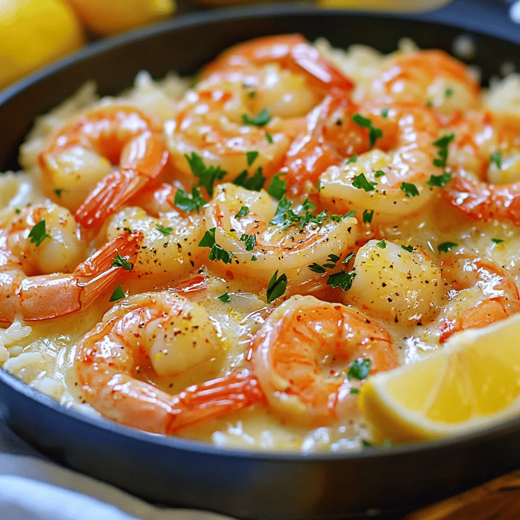 To make Lemon Garlic Butter Shrimp Skillet, gather these items: - 1 lb large shrimp, peeled and deveined - 4 tablespoons unsalted butter, divided - 4 cloves garlic, finely minced - 1 lemon, zested and juiced - 1 teaspoon red pepper flakes (optional, for a spicy kick) - Salt and freshly ground black pepper, to taste - 2 tablespoons fresh parsley, chopped for garnish - Cooked rice or pasta, for serving (optional) These ingredients work well together. The shrimp soak up the garlic and lemon. The butter adds a rich taste, making each bite special. If you need to swap ingredients, here are some ideas: - Shrimp: Use scallops or chicken if you want a change. - Butter: Olive oil or coconut oil can replace butter for a lighter dish. - Garlic: Garlic powder can work, but fresh garlic gives a better taste. - Lemon: Lime juice is a good alternative if you don't have lemon. - Parsley: You can use cilantro or basil for a different flavor. These swaps can still give you a tasty dish. Don't hesitate to get creative! For this recipe, you will need: - A large skillet for even cooking - A sharp knife for chopping ingredients - A cutting board for easy prep - A zester or grater for the lemon zest - A spatula for stirring and serving Having the right tools makes cooking smoother. You’ll enjoy making this dish even more! Check out the Full Recipe for all the details on how to create this delicious meal. This dish is quick and simple. You need fresh shrimp, butter, garlic, and lemon. Gather your ingredients first. This way, you save time and keep things smooth. Set a large skillet on the stove. It’s best to use medium heat at first. 1. Heat your skillet over medium heat. Add 2 tablespoons of unsalted butter. Let it melt fully. 2. Once melted, add 4 cloves of minced garlic. If you like heat, toss in red pepper flakes. Stir constantly for 1 minute. The garlic should smell great but not burn. 3. Turn the heat to medium-high. Add 1 pound of peeled and deveined shrimp to the skillet. Season with salt and black pepper. 4. Cook the shrimp for 2-3 minutes on each side. They will turn pink and opaque when done. Don’t crowd the pan; it helps them cook evenly. 5. Reduce the heat back to medium. Add the rest of the butter, lemon zest, and lemon juice. Stir gently to coat the shrimp well. 6. Cook for another 1-2 minutes. This thickens the sauce and blends the flavors. 7. Take the skillet off the heat. Stir in chopped parsley. This adds a nice, fresh touch. 8. Serve the shrimp hot over rice or pasta, if you wish. Drizzle more sauce on top for extra flavor. For a great look, use a shallow bowl. Add lemon wedges and a bit more parsley on top. This simple step makes your dish pop. Enjoy your tasty creation! For the full recipe, check the earlier section. When making lemon garlic butter shrimp, some mistakes can ruin your dish. Don't overcook the shrimp. They should turn pink and opaque quickly, about 2-3 minutes per side. If you cook them too long, they’ll become rubbery. Also, avoid burning the garlic. It can turn bitter if you cook it for too long. Keep an eye on it and stir frequently. Lastly, don’t overcrowd the pan. Cook in batches if needed to ensure even cooking. To achieve perfect shrimp, start with fresh or properly thawed shrimp. Look for shrimp that smell like the sea, not fishy. Peel and devein them for the best taste. Use a hot skillet to sear the shrimp quickly, which locks in flavor. Season them well with salt and pepper. This enhances the shrimp's natural taste. For a twist, try adding a pinch of cayenne pepper or smoked paprika for extra depth. To boost flavor in your dish, consider adding fresh herbs and spices. Fresh parsley adds a bright note. You could also experiment with cilantro or basil. Squeeze extra lemon juice just before serving for a fresh, zesty kick. For a savory twist, add a splash of white wine after cooking the shrimp. This will create a richer sauce. Enjoy this dish over rice or pasta, soaking up the delicious lemon garlic butter sauce. For the full recipe, check out the link provided. {{image_4}} To add heat, try spicy lemon garlic shrimp. Use the same ingredients and steps. Just add more red pepper flakes or diced fresh chili. This will give your dish a nice kick. The heat balances well with the buttery sauce. It makes each bite exciting. You can also serve it with crusty bread to soak up the sauce. For a fun twist, make tacos with the shrimp. Use small corn or flour tortillas. Assemble by adding shrimp, sauce, and toppings. Try cabbage slaw, avocado, or diced tomatoes. A squeeze of lime adds brightness. This variation is perfect for a casual dinner or a lunch party. Want to add more nutrients? Make a shrimp skillet with vegetables. Toss in bell peppers, zucchini, or snap peas. Sauté them alongside the shrimp for a colorful dish. The vegetables soak up the lemon-garlic flavor. This adds a healthy touch while keeping it tasty. You can also serve this over quinoa for a heartier meal. For the full recipe, check the details above. Enjoy experimenting with these variations! After enjoying your Lemon Garlic Butter Shrimp Skillet, store any leftovers right away. Place the shrimp in an airtight container. This keeps them fresh and safe. Make sure to refrigerate them within two hours of cooking. The shrimp will last in the fridge for up to three days. To reheat your shrimp, use a skillet over low heat. Add a small amount of butter or oil to keep them moist. Heat for about five minutes or until warm. Avoid reheating in a microwave, as this can overcook the shrimp and make them tough. If you want to freeze the shrimp, place them in a freezer-safe bag. Remove as much air as possible to prevent freezer burn. They can last in the freezer for up to three months. When you’re ready to eat, thaw them in the fridge overnight. Reheat as mentioned above for best results. For the full recipe, refer to the Lemon Garlic Butter Shrimp Skillet details. Use large shrimp for the best flavor and texture. They cook evenly and look great on the plate. I recommend shrimp that are peeled and deveined. This saves time and makes cooking easier. Yes, you can use frozen shrimp. Just make sure to thaw them first. The best way is to place them in the fridge overnight. If you're short on time, you can run them under cold water for a few minutes. This keeps them safe and ready to cook. Shrimp are cooked when they turn pink and opaque. This usually takes about 2-3 minutes per side. Keep an eye on them; overcooking can make them tough. They should curl into a C shape when done. You can serve this dish over cooked rice or pasta. Both pair well with the rich, buttery sauce. You can also add a simple salad or steamed veggies for a fresh touch. To make it low-carb, skip the rice or pasta. Instead, serve the shrimp over zucchini noodles or cauliflower rice. This keeps the meal light and healthy while still being delicious. For the full recipe, check the earlier section in this article. In this post, we explored the key ingredients and cooking tools for crafting delicious lemon garlic shrimp. We detailed a step-by-step guide to ensure your meal turns out great. I shared tips to avoid common mistakes and enhance flavors. You can also try fun variations like spicy shrimp tacos or a veggie skillet. Finally, I covered how to store leftovers and keep your dish fresh. Now, you’re ready to impress with an easy, tasty shrimp recipe!