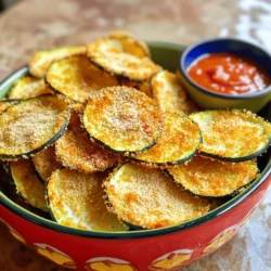 - 2 medium zucchinis - 1 cup panko breadcrumbs - ½ cup freshly grated Parmesan cheese - 1 teaspoon garlic powder - 1 teaspoon onion powder - ½ teaspoon smoked paprika - Salt and freshly cracked black pepper - 1 large egg - Cooking spray or oil The key to making crispy air fryer zucchini chips lies in the right ingredients. Start with two medium zucchinis, which you will slice. Thin slices, around 1/8 inch thick, help the chips cook evenly. Next, grab one cup of panko breadcrumbs. These breadcrumbs give a nice crunch that regular ones can’t match. You’ll need half a cup of freshly grated Parmesan cheese. This cheese not only adds flavor but also helps the chips crisp up nicely. Garlic powder and onion powder, each a teaspoon, add a savory touch. Smoked paprika, just half a teaspoon, brings a hint of warmth. Don’t forget salt and freshly cracked black pepper to taste. You’ll also need one large egg, beaten for coating. Finally, have some cooking spray or a light drizzle of oil ready to prevent sticking. These ingredients come together to create a tasty snack. For the full recipe, refer to the detailed instructions above. Start by washing the zucchinis under cool water. This removes any dirt. Next, slice the zucchinis into thin rounds, about 1/8 inch thick. Thin slices cook better and become crispier. After slicing, pat the rounds dry using a paper towel. This step is key for getting that perfect crunch. In a shallow bowl, combine panko breadcrumbs, grated Parmesan cheese, garlic powder, onion powder, smoked paprika, salt, and pepper. Mix all the ingredients well until they are evenly combined. In a separate bowl, beat the egg until it looks frothy. This creates a light coating for the zucchini. Take each zucchini slice and dip it into the beaten egg. Let any extra egg drip back into the bowl. Then, transfer the slice to the breadcrumb mix. Make sure to coat it fully. Press down lightly on each slice to help the breadcrumbs stick well. Preheat your air fryer to 380°F (193°C). This step ensures the chips cook evenly. Lightly spray or drizzle the air fryer basket with cooking spray to prevent sticking. Arrange the breaded zucchini chips in a single layer in the basket. Avoid overlapping the slices for even cooking. If you have many slices, fry them in batches. Air fry the zucchini chips for 10-12 minutes. Flip them halfway through the cooking time. This helps them brown evenly. The chips should come out golden and crispy. Carefully remove the chips from the air fryer. Let them cool slightly on a wire rack or plate. If you have more slices, repeat the air frying. Enjoy your crispy air fryer zucchini chips as a healthy snack! For the full recipe, check out the details above! When choosing zucchini, look for small and firm ones. They have less water and better texture. Fresh zucchinis should feel heavy for their size. Avoid any that are soft or have blemishes. This choice makes a big difference in your chips. Cutting the zucchini into even slices is key. Aim for about 1/8 inch thick rounds. This ensures they cook uniformly. Use a sharp knife for clean cuts. If you have a mandoline, it works great for this task. Even thickness leads to crispy chips every time. Drying the zucchini slices is vital for crispiness. After slicing, pat them dry with a paper towel. Removing excess moisture helps them crisp up in the air fryer. Remember, the drier they are, the crunchier they get. For a perfect batch, don’t skip this step. For the full recipe, refer to the previous section. {{image_4}} You can make your zucchini chips even better by adding different spices and herbs. Try using Italian seasoning for a classic taste. A sprinkle of cayenne pepper gives a nice kick. Or mix in some paprika for a smoky flavor. Experiment with garlic powder, onion powder, or even chili powder. The options are endless. Just remember to adjust the amounts based on your taste, and have fun! Changing the cheese can really change the flavor of your zucchini chips. If you want a sharper taste, try using Cheddar cheese. For a dairy-free option, vegan cheese works great too. You could even mix cheeses for a unique flavor blend. Grated Pecorino Romano adds a nice salty bite. Find what you enjoy the most. Each cheese brings its own character to your chips. These chips are great on their own, but you can make them even more special. Pair your crispy zucchini chips with delicious dips. Marinara sauce is a classic choice and adds a nice tang. Ranch dressing offers a creamy contrast that many love. You could also try hummus or tzatziki for a Mediterranean twist. Serving these with a tasty dip makes for a fun snack or appetizer. To keep your crispy air fryer zucchini chips fresh, store them in an airtight container. Place a paper towel in the container to absorb moisture. This keeps the chips crispy. They can last in the fridge for up to three days. If they start to lose their crunch, it may be time to finish them off. To reheat your zucchini chips and keep them crispy, use the air fryer. Preheat it to 350°F (175°C). Place the chips in a single layer and heat for about 3-5 minutes. This method revives their crunch. You can also use a toaster oven for a similar effect. Avoid the microwave, as it may make them soggy. If you want to freeze your zucchini chips, first let them cool completely. Place them in a single layer on a baking sheet. Freeze until solid, then transfer to a freezer bag. This helps prevent them from sticking together. They can be frozen for up to three months. To reheat, follow the same steps as for refrigeration. Enjoy your tasty snack anytime! For the full recipe, check out the detailed steps in the earlier sections. Yes, you can use regular breadcrumbs, but panko works better. Panko is lighter and crispier. It gives your zucchini chips a nice crunch. Regular breadcrumbs may make them denser. If you want that perfect texture, stick with panko. To bake zucchini chips, preheat your oven to 425°F (220°C). Place your coated zucchini slices on a baking sheet lined with parchment paper. Make sure they do not touch. Bake for 20-25 minutes, flipping halfway. Keep an eye on them until they are golden brown. You can get creative with leftover zucchini! Here are some ideas: - Add it to soups or stews for extra flavor. - Grate and mix it into pancake or muffin batter. - Sauté it with garlic and olive oil for a quick side dish. - Use it in stir-fries or pasta dishes for added nutrition. To keep your zucchini chips crispy, follow these tips: - Slice the zucchini thinly, about 1/8 inch thick. - Pat the slices dry with a paper towel before coating. - Make sure the chips do not overlap in the air fryer. - Store them in an airtight container after they cool. This helps them stay crunchy longer. Zucchini chips are easy to make and taste great. You learned how to prep, coat, and crisp them in an air fryer. Choosing firm zucchinis and cutting them evenly help with cooking. Have fun trying different spices and cheeses for new flavors. Store leftovers properly to keep them fresh. If you follow these tips, your crunchy zucchini chips will impress anyone. Enjoy your cooking and experiment with new ideas!