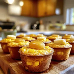 To make Honey Butter Cornbread Poppers, you need a few key ingredients: - 1 cup cornmeal - 1 cup all-purpose flour - 1/4 cup granulated sugar - 1 tablespoon baking powder - 1/2 teaspoon salt - 1 cup buttermilk - 2 large eggs - 1/4 cup unsalted butter, melted - 1/4 cup honey - 1/2 cup corn kernels (fresh or frozen) - Extra honey and butter for topping These ingredients come together to create a sweet and tasty treat. The cornmeal gives texture, while the honey adds a nice touch of sweetness. You can customize your poppers with some fun add-ins: - 1/2 teaspoon garlic powder (for a savory twist) - 1/4 teaspoon cayenne pepper (for a little heat) These add-ins can change the flavor profile of your poppers. Feel free to mix and match based on what you like. Using high-quality ingredients makes a big difference. Choose fresh corn kernels for the best taste. Good butter helps create a rich flavor. For the best results, use real buttermilk instead of substitutes. The quality of your ingredients directly impacts the taste and texture of your poppers. First, preheat your oven to 400°F (200°C). Grab a mini muffin pan and grease it. You can use non-stick spray or softened butter. This helps the poppers release easily after baking. In a large mixing bowl, combine the following dry ingredients: - 1 cup cornmeal - 1 cup all-purpose flour - 1/4 cup granulated sugar - 1 tablespoon baking powder - 1/2 teaspoon salt Make sure to mix them well. This step ensures that each popper has a balanced taste. Now, take a medium bowl and whisk together these wet ingredients: - 1 cup buttermilk - 2 large eggs - 1/4 cup melted unsalted butter - 1/4 cup honey Whisk until the mixture is smooth. This helps combine the flavors before adding to the dry mix. Pour the wet mixture into the dry ingredients bowl. Gently stir with a spatula or wooden spoon. Mix until just combined. Avoid overmixing to keep the poppers fluffy. Next, add in 1/2 cup corn kernels. If you like, sprinkle in garlic powder and cayenne pepper for extra flavor. Fold these ingredients into the batter until evenly mixed. Use a spoon or small ice cream scoop to fill each muffin cup about 3/4 full. This leaves room for the poppers to rise. Place the muffin pan in the hot oven. Bake for 12-15 minutes. Check for doneness with a toothpick. If it comes out clean, your poppers are ready! As they bake, make honey butter. Mix equal parts of softened butter and honey in a small bowl. Stir until creamy and smooth. Once the poppers are baked, let them cool for a few minutes. Then, gently lift them out of the pan. Serve warm, drizzled with honey and topped with honey butter. Enjoy your tasty treat! To get that light and fluffy texture, start with room temperature ingredients. This helps the batter mix well. Use fresh baking powder too. Old baking powder can cause your poppers to be dense. Whisk the dry ingredients well to avoid lumps. When you mix the wet and dry ingredients, stir gently. This keeps the air in the batter, making it rise beautifully. Overmixing can make your poppers tough. Mix until you see no dry flour, but don’t keep stirring. If you see lumps, that’s okay. These will bake out. Use a spatula or wooden spoon for gentle mixing. Remember, it’s better to have a few lumps than a tough texture. You can add more flavor to your poppers with a few simple ingredients. Garlic powder gives a nice savory touch. If you like a bit of heat, cayenne pepper adds a great kick. You can also mix in cheese or herbs for a twist. Fresh corn adds sweetness and texture, so don’t skip it! These extras make your poppers unique and tasty. {{image_4}} You can turn these poppers into a sweet treat. Just add chocolate chips or dried fruits like raisins or cranberries. These additions mix well with the cornbread. You can also try a sprinkle of cinnamon or nutmeg for warmth. These flavors give the poppers a cozy, dessert-like feel. Want something savory? Cheese is a great choice! Add shredded cheddar or crumbled feta. You can also mix in herbs like chopped chives or parsley. These will add a fresh burst of flavor. If you want heat, try adding diced jalapeños or pepper jack cheese for a spicy kick. Need a gluten-free version? Substitute the all-purpose flour with gluten-free flour blends. Make sure the blend has xanthan gum for the right texture. You can also use corn flour for a richer corn flavor. Just check that all other ingredients are gluten-free too. Enjoy these poppers without worry! To keep your leftover Honey Butter Cornbread Poppers fresh, place them in an airtight container. This helps lock in moisture and flavor. You can store them at room temperature for up to two days. If you want to keep them longer, refrigerate them for up to a week. Just make sure they are fully cooled before you seal them away. To enjoy your poppers again, you can reheat them in the oven. Preheat your oven to 350°F (175°C). Place the poppers on a baking sheet and cover them with foil. Heat them for about 10-15 minutes. This keeps them soft and warm. You can also use a microwave. Heat them for about 15-20 seconds. Just be careful not to dry them out. If you want to save poppers for later, freezing is a great option. First, let them cool completely. Then, place them in a freezer-safe bag or container. Remove as much air as possible to prevent freezer burn. They can last up to three months in the freezer. When you’re ready to eat them, thaw them in the fridge overnight before reheating. Honey butter cornbread poppers are small, sweet bites of cornbread. They are soft and moist, with a hint of honey. You make them in a mini muffin pan for easy serving. Each popper is topped with a creamy honey butter mix. They are perfect as snacks or sides for meals. Yes, you can prepare these poppers ahead of time. Make the batter and store it in the fridge for up to 24 hours. When ready, bake them fresh for a warm treat. You can also bake them and keep them in an airtight container. Reheat them in the oven for the best taste. These poppers pair well with many dishes. Here are some ideas: - Chili or stew for a hearty meal. - A fruity jam for a sweet twist. - Fresh berries for a pop of color. - Grilled meats like chicken or pork. To keep your poppers moist, follow these tips: - Use buttermilk for a rich flavor and texture. - Don't overmix the batter; it should be lumpy. - Bake them until they are golden brown, not dry. - Serve them warm with extra honey butter to add moisture. Here’s the complete recipe to make your own honey butter cornbread poppers: Ingredients: - 1 cup cornmeal - 1 cup all-purpose flour - 1/4 cup granulated sugar - 1 tablespoon baking powder - 1/2 teaspoon salt - 1 cup buttermilk - 2 large eggs - 1/4 cup unsalted butter, melted - 1/4 cup honey - 1/2 cup corn kernels (fresh or frozen) - 1/2 teaspoon garlic powder (optional) - 1/4 teaspoon cayenne pepper (optional) - Extra honey and butter for topping Instructions: 1. Preheat your oven to 400°F (200°C). Grease a mini muffin pan. 2. In a large bowl, mix cornmeal, flour, sugar, baking powder, and salt. 3. In another bowl, whisk buttermilk, eggs, melted butter, and honey. 4. Combine wet and dry ingredients. Stir gently; do not overmix. 5. Fold in corn, garlic powder, and cayenne, if using. 6. Fill muffin cups 3/4 full with batter. 7. Bake for 12-15 minutes until golden and a toothpick comes out clean. 8. While baking, mix equal parts butter and honey for the topping. 9. Let poppers cool slightly before removing from the pan. 10. Serve warm with honey and your honey butter. Enjoy your baking! You learned how to make Honey Butter Cornbread Poppers step-by-step. We discussed key ingredients, tips for texture, and ways to customize your poppers. Remember to choose quality ingredients for the best taste. With these instructions, you can enjoy sweet and savory options, plus know how to store leftovers. I hope you feel ready to create this fun snack. Enjoy every delicious bite!
