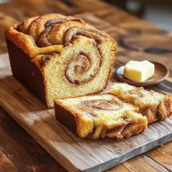 - 2 cups all-purpose flour - 1 cup granulated sugar - 1 tablespoon baking powder - 1 teaspoon baking soda - 1/2 teaspoon salt - 1 teaspoon ground cinnamon - 1/2 cup unsalted butter, melted - 1 large egg - 1 cup buttermilk (or milk mixed with 1 tablespoon vinegar) - 1 teaspoon vanilla extract - 1/2 cup packed brown sugar - 1 tablespoon ground cinnamon Each ingredient plays a key role in making this bread delicious. The all-purpose flour gives the bread structure. Granulated sugar adds sweetness, while brown sugar in the swirl gives a rich flavor. Baking powder and baking soda help the bread rise. Salt enhances all the flavors, and cinnamon brings warmth. For the wet ingredients, melted butter provides moisture and richness. The egg binds everything together, while buttermilk keeps the bread tender. Vanilla extract adds a lovely aroma. Lastly, the cinnamon swirl mixture is where the magic happens. It creates that sweet, spiced ribbon inside the bread. Mixing these ingredients in the right order is crucial for the best results. Each component contributes to the overall taste and texture, making it a true bakery-style delight. 1. Preheat your oven to 350°F (175°C). This helps the bread bake evenly. 2. Grease a 9x5-inch loaf pan with cooking spray or butter. This keeps the bread from sticking. 1. In a large bowl, whisk together: - 2 cups all-purpose flour - 1 cup granulated sugar - 1 tablespoon baking powder - 1 teaspoon baking soda - 1/2 teaspoon salt - 1 teaspoon ground cinnamon 2. Mixing these dry items well ensures they blend evenly in the batter. 1. In another bowl, whisk together: - 1/2 cup melted unsalted butter - 1 large egg - 1 cup buttermilk (or milk mixed with vinegar) - 1 teaspoon vanilla extract 2. Mix until smooth. This creates a rich base for your bread. 1. Pour the wet mixture into the dry ingredients. 2. Use a spatula to stir gently. Stop mixing when just combined. It’s okay to have small lumps. This keeps the bread soft. 1. In a small bowl, mix: - 1/2 cup packed brown sugar - 1 tablespoon ground cinnamon 2. Spoon half of the batter into the loaf pan. Smooth it out. 3. Sprinkle half of the cinnamon mixture on top. 4. Add the rest of the batter over the cinnamon layer. 5. Swirl the remaining cinnamon mix into the top. Use a knife or skewer for a marbled look. 1. Place the loaf pan in the oven. Bake for 50 to 60 minutes. 2. Check doneness by inserting a toothpick. It should come out clean or with a few crumbs. 3. Remove the bread from the oven and cool in the pan for 10 minutes. 4. Transfer the loaf to a wire rack to cool completely. This helps it set before slicing. To get the best texture, don’t overmix the batter. Overmixing adds too much air and makes the bread tough. Mix just until the flour disappears. This leaves some lumps, and that’s okay. Also, use the right pan size. A 9x5-inch pan works best for even baking. A smaller pan may cause the bread to rise too high and overflow. You can add nuts or dried fruits for extra flavor. Walnuts or pecans add a nice crunch. Dried cranberries or raisins give a sweet touch. Experiment with spices, too. Try adding nutmeg or cloves for a unique twist. You can even swap out some cinnamon for cardamom. Each spice adds its own personality to the bread. Enjoy the bread warm with butter. It melts so nicely into the soft bread. You can also sprinkle a bit of cinnamon on top for a nice touch. For a sweet finish, create a glaze. Mix powdered sugar with a little milk and drizzle it over each slice. This not only adds flavor but looks great too! {{image_4}} You can easily add chopped nuts to the dough. Walnuts or pecans work great. Chop them roughly, so they mix well. Add about 1/2 cup to the batter when you combine the wet and dry ingredients. The nuts add a nice crunch and flavor to every bite. For a sweet twist, add chocolate chips to the batter. Use semi-sweet or dark chocolate chips, about 1/2 cup. Fold them into the batter after mixing the wet and dry ingredients. The chocolate melts into the bread, giving it a rich taste. It pairs perfectly with the cinnamon swirl. If you need a gluten-free version, you can swap the all-purpose flour. Try a gluten-free blend that has xanthan gum in it. Almond flour or coconut flour can also work well. Just remember, these may change the bread's texture a bit. Adjust the liquid if needed, as these flours absorb more moisture. To keep your cinnamon swirl quick bread fresh, wrap it in plastic wrap. You can also use a zip-top bag. Store it at room temperature for up to three days. If you want to keep it longer, place it in the fridge. Just be aware that it may dry out a bit. For freezing, wrap the bread tightly in plastic wrap. Then place it in a freezer-safe bag. This way, it stays fresh for up to three months. When you’re ready to enjoy it, thaw it in the fridge overnight. For a quick fix, you can microwave slices for about 15 to 20 seconds. This bread can stay fresh for about three days at room temperature. In the fridge, it lasts about a week. If frozen, it remains good for up to three months. Always look for signs of mold or off smells before eating. Enjoy your cinnamon swirl bread while it’s fresh for the best taste! Yes, you can use regular milk. To make a substitute, mix one cup of milk with one tablespoon of vinegar or lemon juice. Let it sit for five minutes. This gives the milk a tangy taste like buttermilk. The bread will still be soft and moist. Check the bread at the 50-minute mark. Insert a toothpick in the center. If it comes out clean or with a few crumbs, the bread is done. If it has wet batter, bake for a few more minutes. The top should be golden brown and spring back when touched. Yes, you can replace the egg. Use one mashed banana or a quarter cup of unsweetened applesauce. You can also use a flax egg. To make this, mix one tablespoon of ground flaxseed with three tablespoons of water. Let it sit for a few minutes until it thickens. Cinnamon swirl bread pairs well with many things. Try it warm with butter or cream cheese. Add a drizzle of honey for sweetness. You can also serve it with coffee or tea. For a fun twist, make French toast from the bread for breakfast! In this post, we explored how to make a delicious cinnamon swirl bread from scratch. We covered all the essential ingredients, then walked through each step to ensure your success. Remember, the secret to great bread lies in not overmixing and experimenting with flavors. Feel free to try different twists, like adding nuts or chocolate chips. With these tips, you'll bake a delightful treat that impresses everyone. Enjoy the warm, sweet aroma filling your kitchen!