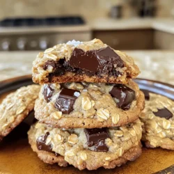 - 1 cup unsalted butter, softened to room temperature - 1 cup packed brown sugar - 1/2 cup granulated sugar - 2 large eggs, at room temperature - 1 teaspoon pure vanilla extract - 1 1/2 cups all-purpose flour - 1/2 teaspoon baking soda - 1/2 teaspoon fine sea salt - 2 cups rolled oats - 1 cup dark chocolate chunks - 1/2 cup chopped walnuts (optional) Every ingredient plays a key role in your chewy oatmeal chocolate chunk cookies. - Butter: It gives the cookies a rich flavor and soft texture. - Brown Sugar: This adds moisture and creates that chewy bite. - Granulated Sugar: It balances sweetness and helps achieve a nice crust. - Eggs: They bind the dough and add moisture. - Vanilla Extract: It enhances the flavor, making cookies taste amazing. - Flour: This provides structure to the cookies, keeping them from being too soft. - Baking Soda: It helps the cookies rise, giving them a fluffy texture. - Sea Salt: A little salt amplifies the sweet flavors in the cookies. - Rolled Oats: They add chewiness and a wholesome texture. - Dark Chocolate Chunks: These bring rich flavor and melty goodness. - Chopped Walnuts: If you use them, they add crunch and a nutty taste. You can customize your cookies with add-ins. Some tasty options include: - Chopped Dried Fruit: Adds sweetness and chewiness. - Coconut Flakes: Infuses a tropical flavor and chewy texture. - Peanut Butter Chips: They add a nutty twist. - Milk Chocolate Chunks: For a sweeter chocolate experience. Feel free to mix and match to create your own version! Start by preheating your oven to 350°F (175°C). This step is key for even baking. While the oven heats, prepare two baking sheets. Line them with parchment paper. This prevents the cookies from sticking and makes cleanup easy. Next, grab a large mixing bowl. Add 1 cup of softened unsalted butter. Then, mix in 1 cup of packed brown sugar and 1/2 cup of granulated sugar. Use a hand mixer or stand mixer on medium speed. Mix until the mixture is light and fluffy, about 3 to 5 minutes. Add 2 large eggs, one at a time. Mix well after each egg. Pour in 1 teaspoon of pure vanilla extract and blend until smooth. In a separate medium bowl, whisk together 1 1/2 cups of all-purpose flour, 1/2 teaspoon of baking soda, and 1/2 teaspoon of fine sea salt. This helps to evenly distribute the leavening agent and salt. Gradually add the dry mix to the wet mix. Stir gently until just combined. Be careful not to overmix, or your cookies may become tough. Now it’s time to add the fun stuff! Sprinkle in 2 cups of rolled oats, 1 cup of dark chocolate chunks, and 1/2 cup of chopped walnuts if you like. Use a spatula to fold these in evenly. Next, use a cookie scoop or tablespoon to drop rounded balls of dough onto the baking sheets. Make sure to space them about 2 inches apart. This allows room for spreading. Bake in the preheated oven for 10 to 12 minutes. They should have lightly golden edges but soft centers. Once they are done baking, let the cookies cool on the baking sheet for about 5 minutes. Then, transfer them to a wire rack to cool completely. For a delightful touch, serve these cookies warm with a glass of cold milk. You can even sprinkle a hint of flaky sea salt on top before serving to enhance the flavor! To get that chewy texture, you need to use rolled oats. They add great flavor and chewiness. Also, don't overbake the cookies. Bake them until the edges are just golden, and the centers look soft. This keeps them chewy inside. Using brown sugar is key too. It holds more moisture than white sugar, so it helps keep your cookies soft. Store your cookies in an airtight container. This keeps them soft and fresh for days. If you want them to last longer, freeze them. Just place them in a freezer-safe bag. When you want a cookie, let it thaw for a few minutes. You can even warm it in the microwave for a few seconds to restore that fresh-baked taste. One common mistake is overmixing the dough. Mix just until the dry ingredients disappear. Overmixing makes the cookies tough. Another mistake is not spacing the dough balls. They need room to spread out while baking. Lastly, many forget to check the cookies early. Start checking them at 10 minutes to avoid overbaking. {{image_4}} You can make these cookies healthier. To make them gluten-free, swap all-purpose flour for almond flour or a gluten-free blend. Use certified gluten-free oats to avoid cross-contamination. For a vegan twist, replace the butter with coconut oil and the eggs with flaxseed meal mixed with water. Use 1 tablespoon of flaxseed meal with 2.5 tablespoons of water for each egg. This keeps the cookies moist and chewy. Adding spices can boost flavor. Try a pinch of cinnamon or nutmeg to warm up the taste. You can also mix in extra goodies. Chopped walnuts add crunch, while dried cranberries or raisins bring sweetness. Feel free to experiment! Each addition gives a new twist to your cookies. While dark chocolate is rich, you can switch it up. Use milk chocolate chunks for a sweeter taste or white chocolate for a creamy flavor. If you want a fun variation, combine different chocolates. This mix creates layers of flavor in each bite. To keep your chewy oatmeal chocolate chunk cookies fresh, store them in an airtight container. This method helps maintain their soft texture and rich flavor. If you have more than one batch, separate layers with parchment paper. This prevents them from sticking together. Keep the container in a cool, dry place, away from sunlight. Your cookies will stay fresh for about one week. If you want to save cookies for later, freezing is a great option. First, let the cookies cool completely. Then, place them in a single layer on a baking sheet. Freeze them for about one hour. Once frozen, transfer the cookies to a freezer-safe bag or container. Be sure to label it with the date. Your cookies can last up to three months in the freezer. When you're ready to enjoy, just thaw at room temperature. If your cookies lose their softness, don’t worry. You can easily bring back their chewy texture. Preheat your oven to 350°F (175°C). Place the cookies on a baking sheet. Heat them for about 5 minutes. For a quicker method, microwave one cookie for about 10-15 seconds. This will warm it up and make it soft again. Enjoy each bite just like fresh! The key to chewy cookies lies in the balance of ingredients. The butter and sugars create a rich base, while the rolled oats add texture. Using brown sugar also helps since it retains moisture better than white sugar. This moisture keeps the cookies soft and chewy. Yes, you can! For the butter, use coconut oil or margarine. If you want a healthier option, try using applesauce instead of sugar. You can swap dark chocolate for milk chocolate or white chocolate if that’s your preference. Just remember, changing ingredients might affect the final texture! Watch for the edges turning lightly golden. The centers should look soft and puffy. Remove the cookies from the oven at this stage. They will harden as they cool, ensuring a chewy bite. If stored in an airtight container, these cookies last for about a week. They may stay fresher for longer if you keep them in the fridge. You can freeze them for up to three months. Just make sure to wrap them well! In this article, we explored key ingredients and their roles in making perfect cookies. You learned step-by-step instructions to bake, cool, and serve with care. We shared helpful tips for chewy texture and storage secrets. Variations offered ideas for healthy swaps and flavor boosts. Baking cookies is fun and rewarding. Remember these tips to impress yourself and others with every batch. Enjoy your baking journey!