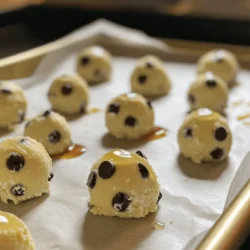 - 1 cup high-protein, low-fat cottage cheese - 1/2 cup almond flour - 1/4 cup pure maple syrup - 1/4 cup dark or dairy-free chocolate chips - 1/4 cup rolled oats - 1 tsp vanilla extract - 1/2 tsp ground cinnamon - 1/4 tsp sea salt - Optional: 2 tbsp vanilla or chocolate protein powder Cottage cheese is the star of this recipe. It packs a protein punch and adds creaminess. Almond flour keeps the bites gluten-free and gives a nice texture. Pure maple syrup adds sweetness without refined sugar. For extra flavor and fun, you can mix in chocolate chips. I love using dark or dairy-free options. Rolled oats add fiber and heartiness. The vanilla extract and cinnamon bring warmth to the bites. A pinch of sea salt enhances all the flavors. If you want more protein, toss in some protein powder. These simple ingredients come together for a healthy snack. You can feel good about eating these cottage cheese cookie dough protein bites! Start with a medium mixing bowl. Add 1 cup of high-protein, low-fat cottage cheese, 1/4 cup of pure maple syrup, and 1 tsp of vanilla extract. Mix these ingredients well using a whisk or fork. Keep mixing until it is smooth and creamy. This step makes the base of your cookie dough. Now it's time to add the dry ingredients. Gradually mix in 1/2 cup of almond flour, 1/4 cup of rolled oats, 1/2 tsp of ground cinnamon, and 1/4 tsp of sea salt. If you want to boost the protein, add 2 tbsp of protein powder at this stage. Stir until everything is blended completely. You want a nice, even texture. Next, fold in 1/4 cup of dark or dairy-free chocolate chips. Use a spatula to spread them evenly throughout the dough. After mixing, cover the bowl tightly with plastic wrap. Refrigerate the mixture for about 30 minutes. This helps firm up the dough and makes it easier to work with. Once the dough is chilled, scoop out tablespoon-sized portions using a cookie scoop or spoon. Roll them into balls with your hands. If you prefer, you can flatten the dough slightly to create cookie shapes. Arrange the cookie dough bites on a tray lined with parchment paper for easy serving. If you want, drizzle a little extra maple syrup on top for added sweetness. Refrigerating the dough is key. It helps firm up the mixture, making it easier to handle. I recommend chilling it for about 30 minutes. This small step makes a big difference in texture. Using a cookie scoop is also a smart move. This tool gives you uniform bites every time. Plus, it makes portioning easy. You’ll have perfectly shaped bites, which is great for presentation. You can up the flavor by adding spices. Try a pinch of nutmeg or even a dash of cocoa powder. These additions can bring your bites to life. Drizzling maple syrup before serving adds a lovely touch. It gives a sweet finish that pairs well with the cookie dough flavor. You’ll love the extra hint of sweetness. Pair these bites with fresh fruit for a fun twist. Apples or bananas work great alongside them. You can also serve with nut butter. Almond or peanut butter adds creaminess and extra protein. These bites fit any occasion. They make for a perfect snack after school or a quick lunch. You can also serve them at parties as a healthy treat. Everyone will enjoy these delicious protein bites! {{image_4}} You can play with flavors in this recipe. If you love chocolate, try using white chocolate chips or butterscotch instead. These swaps make the bites even more delicious. For a unique twist, add a few drops of almond or coconut extract. This adds a new layer of taste that you will enjoy. If you need gluten-free options, use coconut flour instead of almond flour. It gives a nice texture while keeping it gluten-free. For those who avoid dairy, use non-dairy yogurt to replace the cottage cheese. It provides the creaminess you want without dairy. You can boost protein by using different types of protein powders. Choose one that fits your taste and dietary needs. You could also substitute rolled oats with multi-nutrient granola. This not only increases protein but also adds crunch and flavor. To keep your Cottage Cheese Cookie Dough Protein Bites fresh, store them in an airtight container. This helps prevent moisture from getting in. Make sure to seal the container tightly. In the refrigerator, these bites can stay fresh for up to one week. If you want to keep your protein bites longer, freezing is a great choice. Place the bites in a single layer on a baking sheet. Freeze them for about an hour. Once firm, transfer them to a freezer-safe bag. This method keeps them from sticking together. When you want to enjoy a bite, just take one out and let it thaw in the fridge for a few hours. Check for signs of spoilage. If you see mold or a strange smell, it is best to toss them. To maintain freshness, always use a clean spoon when taking bites out of the container. This prevents bacteria from getting in. Enjoy your protein bites while they are still tasty! Cottage cheese is a great source of protein. One cup has about 25 grams of protein. It also has calcium, which is good for bones. Plus, it contains B vitamins that help with energy. This makes cottage cheese a smart choice for a healthy snack. Each bite has around 70 calories. If you make 12 bites, that’s about 840 calories total. This makes it easy to enjoy a tasty treat without the guilt. You can enjoy these bites as a quick snack or a post-workout boost. Yes, you can make these bites vegan! Use non-dairy yogurt instead of cottage cheese. Swap maple syrup for agave nectar if you like. Choose vegan chocolate chips too. These changes let everyone enjoy the flavor without dairy. These protein bites last up to one week in the fridge. Store them in an airtight container to keep them fresh. If you want them to last longer, you can freeze them. Just thaw when you're ready to eat! You can bake these bites, but the texture will change. They may not be as chewy or soft. Bake them at 350°F for about 10-12 minutes. Keep an eye on them so they don’t burn. Enjoy them warm for a different snack experience! In this article, we explored how to make delicious protein bites using cottage cheese, almond flour, and maple syrup. We detailed each step, from mixing the ingredients to shaping your bites. We also discussed tips for perfecting texture, flavor variations, and storage options. These protein bites are not just tasty; they provide health benefits too. You can enjoy them as a snack anytime. Experiment with different ingredients to suit your taste. Enjoy making these easy and nutritious treats!