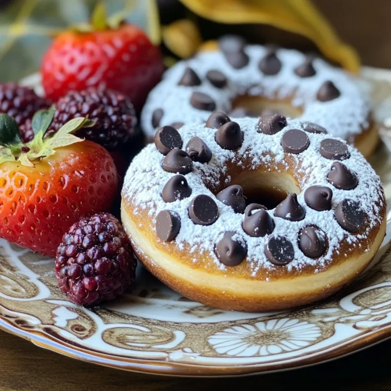 - 1 cup almond flour - 1/2 cup vanilla protein powder - 1/4 cup coconut sugar - 1/2 teaspoon baking powder - 1/4 teaspoon salt - 1/2 cup unsweetened applesauce - 2 large eggs - 1 teaspoon vanilla extract - 1/4 cup almond milk (or any milk of your choice) - 1/2 cup dark chocolate chips (choose dairy-free if preferred) - Optional toppings (powdered sugar, melted chocolate) When I create chocolate chip protein donuts, I focus on the balance of flavors and texture. These ingredients combine to give you a tasty treat that also packs a protein punch. For the dry ingredients, almond flour serves as a base, providing healthy fats and a nice tender crumb. The vanilla protein powder adds protein and flavor, making these donuts a great snack. Coconut sugar adds a hint of sweetness without being too overpowering. Baking powder helps the donuts rise, while salt enhances all the flavors. For the wet ingredients, unsweetened applesauce keeps the donuts moist and adds natural sweetness. Eggs bind everything together and give some structure. The vanilla extract gives a warm flavor, while almond milk keeps the batter smooth. You can swap almond milk for any milk you prefer. Finally, the add-ins include dark chocolate chips, which are the star of this recipe. They melt slightly while baking, creating pockets of chocolate goodness. You can also top your donuts with powdered sugar or melted chocolate for extra flair and sweetness. Using these quality ingredients ensures your chocolate chip protein donuts are not just healthy, but also delicious. When you take a bite, you’ll enjoy a perfect mix of flavors that satisfy your sweet tooth without any guilt. - Preheat the oven to 350°F (175°C). - Grease the donut pan well to stop sticking. - In a large bowl, combine almond flour, protein powder, coconut sugar, baking powder, and salt. Mix well to remove lumps. - In a separate bowl, whisk applesauce, eggs, vanilla extract, and almond milk until smooth. - Pour the wet mix into the dry mix. Stir gently until just combined. Don’t overmix to keep them fluffy. - Use a piping bag or a ziplock bag with the tip cut off to fill the donut pan. Fill each cavity about two-thirds full. - Bake for 12-15 minutes. To check if they are done, insert a toothpick in the center. It should come out clean. - Let the donuts cool in the pan for about 5 minutes. - Carefully transfer them to a wire rack to cool completely before serving. You can swap flours to suit your needs. Try oat flour for a different texture. You can also use maple syrup or honey instead of coconut sugar. If you're vegan, replace the eggs with flaxseed meal. Mix 1 tablespoon of flaxseed with 2.5 tablespoons of water. Let it sit for a few minutes until it thickens. The batter should be thick, but not dry. If it feels too thick, add a splash of almond milk. Mix until just combined to keep your donuts light. Overmixing can make them dense and tough. Use a gentle folding motion to combine wet and dry ingredients. Make your donuts look fancy with a dusting of powdered sugar. Use a fine sieve to sprinkle it evenly. For a chocolatey finish, drizzle melted chocolate on top. You can place the donuts on a pretty plate with fresh berries for a pop of color. {{image_4}} You can change the taste of your donuts easily. Adding spices, like cinnamon or nutmeg, can make them warm and cozy. Just a pinch can go a long way. If you love fruit, consider mixing in mashed bananas or a touch of orange zest. This adds natural sweetness and a burst of flavor. Need your donuts to fit a special diet? No problem! For a gluten-free option, use almond flour as the base. It works well and keeps the donuts light. If you want them dairy-free, choose dairy-free chocolate chips and use your favorite milk alternative. These swaps keep the treats tasty and healthy. How can you enjoy these donuts? They pair great with yogurt or smoothie bowls. Just add a few donuts on the side for a balanced snack. You can also use these donuts as a pre or post-workout snack. They give you energy and help your body recover after exercise. Enjoy your treats in fun ways! To keep your chocolate chip protein donuts fresh, store them in an airtight container. This helps prevent them from drying out. I like to use glass containers because they seal well and do not hold odors. You can also use a plastic container if it closes tightly. For the best taste, keep them at room temperature for up to three days. If you want to save some for later, consider freezing them. You can freeze these donuts to enjoy them later. First, let them cool completely. Then, wrap each donut in plastic wrap. This keeps them from getting freezer burn. Place the wrapped donuts in a freezer-safe bag or container. To thaw, simply take the donuts out and leave them at room temperature for about an hour. You can also warm them in the microwave for a few seconds. This makes them soft again. Avoid leaving them in the freezer for too long to maintain their great texture. To add more chocolate flavor, try using more chocolate chips. You can increase the amount to 3/4 cup. Another option is to mix in cocoa powder. Start with 1-2 tablespoons. You can also drizzle melted chocolate on top after baking. This gives a rich finish that everyone loves. Yes, you can make these donuts without protein powder. You can replace it with extra almond flour. Use an extra half cup of almond flour instead. You could also try using oat flour or coconut flour. Just note that this may change the taste and texture a bit. To help your donuts rise, follow these tips: - Use fresh baking powder. Check the expiration date. - Mix wet and dry ingredients until just combined. Overmixing can make them dense. - Make sure your oven is fully preheated. This helps the donuts rise quickly. - Fill the donut pan only two-thirds full. This gives them space to rise. These protein donuts are tasty and easy to make. You need simple ingredients, like almond flour and applesauce, to create a healthy treat. Follow the steps carefully, from mixing to baking, for the best results. Use tips for variations and storage to keep them fresh and fun. Whether you add chocolate chips or spices, you can customize them to your taste. Enjoy your homemade donuts as a snack or treat anytime!