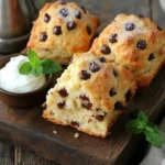 - 2 cups all-purpose flour - 1/4 cup granulated sugar - 1 tablespoon baking powder - 1/2 teaspoon salt - 1/2 cup unsalted butter, chilled and cut into small cubes - 3/4 cup heavy cream - 1 teaspoon pure vanilla extract - 1/2 cup semi-sweet chocolate chips - 1 egg (for egg wash) - Turbinado sugar, for sprinkling To make bakery-style chocolate chip scones, you need simple yet key ingredients. Each one plays an important role. First, all-purpose flour gives the scones their base. It helps create a nice structure. Granulated sugar adds a touch of sweetness, making each bite delightful. Baking powder helps the scones rise, giving them that fluffy texture. Salt enhances all the flavors, balancing sweetness with a slight kick. Next is unsalted butter. Use it cold and cut into small cubes. This helps create flaky layers. Heavy cream adds moisture and richness. The pure vanilla extract brings a lovely aroma and depth of flavor. Then we have semi-sweet chocolate chips. These melt slightly during baking, adding a nice gooey texture. An egg is used for an egg wash. This gives the scones a shiny finish. Finally, sprinkle turbinado sugar on top for a crunchy finish. Each ingredient is essential for creating delicious scones. Gather these items before you start baking. Enjoy the process of mixing and baking your way to a warm batch of sweet scones! First, preheat your oven to 400°F (200°C). This will ensure even baking. Next, line a baking sheet with parchment paper. This step helps the scones not stick. In a large bowl, combine the following: - 2 cups all-purpose flour - 1/4 cup granulated sugar - 1 tablespoon baking powder - 1/2 teaspoon salt Whisk these dry ingredients together until they blend well. Make sure there are no lumps. Now, add 1/2 cup of chilled, cubed unsalted butter to the flour mix. Use a pastry cutter or your fingertips to work the butter in. You want a texture like coarse crumbs. This adds richness to your scones. In another bowl, mix together: - 3/4 cup heavy cream - 1 teaspoon pure vanilla extract Pour this creamy mix into the dry ingredients. Stir gently with a spatula. Mix until just combined. Avoid overworking the dough. This keeps your scones light and fluffy. Next, fold in 1/2 cup of semi-sweet chocolate chips. Make sure they spread evenly in the dough. This adds sweetness and richness. Lightly flour your work surface. Turn the dough out onto it and shape it into a disc about 1-inch thick. Use a sharp knife to cut the disc into wedges or a round cutter for individual scones. Place the cut scones on your lined baking sheet. In a small bowl, whisk an egg. Brush it over the tops of the scones for a shiny finish. Sprinkle some turbinado sugar on top for crunch. Bake for 15-20 minutes until golden brown. A toothpick should come out clean when inserted. Let the scones cool for a few minutes before moving them to a wire rack. To get the best texture, keep your butter cold. Cold butter makes the scones flaky. When you mix it into the flour, stop when you see small crumbs. This step is key for a soft scone that has a nice rise. Always chill your ingredients before you start. Chilled butter and heavy cream help create that tender texture. If your butter warms up, it will not mix well. This can lead to dense scones instead of light and fluffy ones. When mixing the dough, be gentle. Over-mixing can make your scones tough. Use a spatula to fold in the chocolate chips. Aim for just mixed, with some dry flour still showing. This keeps the scones soft and airy. Store your scones in an airtight container. They stay fresh for up to three days at room temperature. If you want them to last longer, freeze them. Just wrap each scone in plastic wrap and place them in a freezer bag. Serve warm scones with clotted cream or butter. Adding a touch of jam can elevate the flavor. For a fun twist, pair with fresh fruit like strawberries or raspberries. They make a delightful breakfast or afternoon treat! {{image_4}} You can easily customize your chocolate chip scones. Try adding nuts like walnuts or pecans for a nice crunch. Dried fruits like cranberries or apricots can add a sweet twist too. If you want a different chocolate flavor, use dark or milk chocolate chips. White chocolate will make the scones sweeter and richer. Experimenting with these flavors keeps each batch unique! If you need a gluten-free option, replace all-purpose flour with a gluten-free blend. Look for a blend that includes xanthan gum. This helps the scones rise and stay tender. Be mindful of your baking powder, as some brands contain gluten. Always check the labels to ensure your ingredients are gluten-free. You can make these scones vegan by swapping out a few key ingredients. Use a plant-based butter instead of unsalted butter. Replace heavy cream with coconut cream or almond milk mixed with a little vinegar for tang. For the egg wash, brush the scones with almond milk or a bit of plant-based milk instead. These changes will give you delicious vegan scones without losing flavor! To keep your scones fresh, place them in an airtight container. You can use plastic wrap or a zip-top bag too. Store them at room temperature for up to two days. If you want to keep them longer, refrigeration is a good option. Just remember, cold air can dry them out. You can freeze scones for longer storage. First, let them cool completely. Then, wrap each scone tightly in plastic wrap. Place them in a freezer-safe bag or container. They can stay fresh in the freezer for up to three months. To enjoy them later, just thaw them at room temperature. To reheat scones, preheat your oven to 350°F (175°C). Place the scones on a baking sheet. Heat them for about 10 minutes. This will help bring back their fresh-baked taste. You can also microwave them for a few seconds, but they may lose some crispiness. Enjoy your warm scones again! Yes, you can use different flours. All-purpose flour is best for scones. You may try whole wheat flour, but the texture changes. The scones may become denser. If you want lighter scones, stick with all-purpose flour. You can use milk mixed with butter as a substitute. For every cup of heavy cream, mix 3/4 cup of milk with 1/4 cup of melted butter. You can also use coconut cream for a dairy-free option. The texture may vary, but the flavor stays good. Look for a golden brown color on top. Insert a toothpick into the center of a scone. If it comes out clean, the scones are done. They should feel firm but not hard when you touch them. Yes, you can make the dough ahead of time. Wrap it in plastic wrap and store it in the fridge for up to 24 hours. When ready, just shape and bake it. This helps the flavors develop, making your scones even better. Homemade scones last about 2 to 3 days at room temperature. Store them in an airtight container to keep them fresh. If you want to keep them longer, freeze the scones. They can last up to 3 months in the freezer. In this post, we explored how to make delicious scones. We covered the key ingredients, from flour to chocolate chips. I shared step-by-step instructions, keeping it simple for success. You learned important tips on texture and storage, and even variations for different diets. Remember, making scones allows for creativity and fun. With these guidelines, you can enjoy warm, fresh scones anytime. Get baking and enjoy your tasty treats!