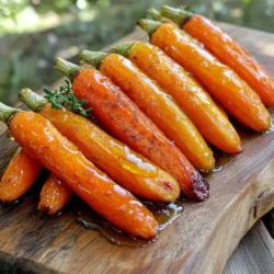 - 1 pound baby carrots (or 4 large carrots, peeled and cut into sticks) - 3 tablespoons unsalted butter, melted - 2 tablespoons honey - 1 teaspoon ground cinnamon - 1/2 teaspoon sea salt - 1/4 teaspoon freshly ground black pepper - Fresh thyme leaves For this recipe, you need simple, fresh ingredients. Baby carrots work well, but you can use larger carrots too. Just peel and cut them into sticks. The butter and honey blend creates a sweet and rich flavor. Ground cinnamon adds warmth, while sea salt and black pepper balance the sweetness. You can also add fresh thyme leaves as a garnish. This adds a nice touch and a burst of herbal flavor. It makes the dish look pretty and taste even better. Start by preheating your oven to 400°F (200°C). This temperature helps the carrots roast just right. If the oven is too cool, the carrots won’t caramelize well. Proper heat ensures you get those sweet, golden edges. Next, grab a large mixing bowl. In it, whisk together three tablespoons of melted butter and two tablespoons of honey. This creates a sweet and rich sauce. Add in one teaspoon of ground cinnamon, half a teaspoon of sea salt, and a quarter teaspoon of black pepper. Whisk until the mixture is smooth. This step is key for making sure every carrot gets coated evenly. Now, it’s time to add your carrots. Use one pound of baby carrots or four large carrots cut into sticks. Toss them gently in the honey butter mixture. Make sure each piece gets a nice coat. This step is important for flavor. Next, line a baking sheet with parchment paper. Spread the carrots out in a single layer. This helps them roast evenly. Put the baking sheet in the oven. Roast the carrots for about 25 to 30 minutes. Halfway through, turn the carrots with a spatula. This helps them cook evenly and caramelize nicely. You’ll know they are done when they are tender and lightly golden. Once they're perfect, take them out and let them cool slightly before serving. Enjoy the sweet and savory taste of your honey butter roasted carrots! To achieve that lovely caramelization, start with dry carrots. You want them clean, but not wet. When you coat them in honey butter, make sure they are fully covered. Spread them out on the baking sheet. This helps them cook evenly. Roast at 400°F (200°C) for 25-30 minutes. Halfway, turn the carrots with a spatula. This step ensures all sides get that golden color. Look for tenderness and light browning for the best results. Honey butter roasted carrots pair well with many meals. They work great with roasted chicken or grilled steak. Try them alongside pork chops for a sweet and savory mix. If you serve fish, these carrots are a perfect match. Their sweetness balances well with fish dishes. For a vegetarian meal, serve them with quinoa and greens. The flavors will blend beautifully. For a stunning presentation, arrange the carrots in a fan shape on a platter. This makes them look elegant and inviting. Add a sprig of fresh thyme on top for a pop of color. You can also drizzle a bit of honey over them for extra shine. Serve them warm to keep their flavor alive. Each bite will bring joy to your table. {{image_4}} You can use many types of carrots for this dish. Baby carrots work well, but larger ones add depth. Try rainbow carrots for a colorful twist. They bring different flavors and textures. Just peel and cut them into sticks, and you are good to go. If you want a change, swap honey for maple syrup. Maple syrup gives a unique taste. It will still blend well with butter and spices. You can also try agave nectar for a lower-glycemic choice. This keeps the sweetness without using honey. To make your carrots even tastier, add garlic or ginger. Minced garlic brings a savory touch to the sweetness. Fresh ginger adds warmth and spice. Just mix them into the honey butter before coating the carrots. This extra flavor will amaze your guests and family. To keep your Honey Butter Roasted Carrots fresh, place them in an airtight container. Store them in the fridge for up to four days. Make sure they cool down before sealing. Cooling keeps moisture from building up, which can lead to sogginess. It’s best to keep them without extra sauce to avoid mushiness. When reheating, aim for tenderness and flavor. Preheat your oven to 350°F (175°C). Spread the carrots on a baking sheet. Add a small amount of water to help steam them. Cover with foil to keep them moist. Heat for about 10-15 minutes. You can also use the microwave, but this may make them a bit softer. Heat in short bursts, checking often. You can freeze Honey Butter Roasted Carrots for later use. First, let them cool completely. Spread them in a single layer on a baking sheet and freeze for 1-2 hours. Once frozen, transfer them to a freezer-safe bag. Squeeze out as much air as possible. They can last for three months. To thaw, place them in the fridge overnight before reheating. Yes, you can make Honey Butter Roasted Carrots ahead of time. For meal prep, roast the carrots and let them cool. Store them in an airtight container in the fridge for up to three days. When you’re ready to serve, simply reheat them in the oven at 350°F (175°C) for about 10 minutes. This keeps them warm and tasty. The carrots are done when they are fork-tender and lightly golden. You can check by poking a carrot with a fork; it should slide in easily. Look for a bit of caramelization on the edges, which adds to the flavor. Turning the carrots halfway through roasting helps achieve this perfect finish. Honey Butter Roasted Carrots pair well with many dishes. Here are some ideas: - Roast chicken or turkey for a savory balance. - Grilled steak or pork chops for a hearty meal. - Quinoa or rice for a lighter option. These sides complement the sweet and savory taste of the carrots well. This blog post covered making delicious Honey Butter Roasted Carrots step-by-step. We discussed essential ingredients like carrots, butter, and honey. You learned how to prepare and roast carrots for the best flavor. I shared useful tips for perfecting your dish, along with serving ideas and variations. Remember, this simple side can enhance any meal. Enjoy experimenting with flavors and make it your own. Your cooking will shine with this easy recipe. Happy roasting!