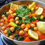 - Olive oil - Onion and garlic - Spices: cumin, coriander, smoked paprika, harissa paste - Main ingredients: chickpeas, diced tomatoes, vegetable broth - Vegetables: carrots, red bell pepper, zucchini, kale or spinach - Seasonings and garnish: salt, pepper, fresh cilantro, lemon wedges To make this Moroccan Chickpea Harissa Stew, gather your ingredients first. You will need olive oil to create a rich base. Start with a large onion and three garlic cloves for depth and flavor. Next, the spices bring the heat. Use cumin, coriander, and smoked paprika to make the stew sing. Harissa paste adds the right kick. You can adjust how much you use based on your taste. Chickpeas are your main protein. They add a hearty texture and fill you up. Diced tomatoes bring sweetness and acidity. Use canned ones for ease. For the broth, vegetable broth works best. It helps cook the stew and adds more taste. Now for the vegetables. Carrots, red bell pepper, and zucchini create a colorful mix. You can also add kale or spinach. They offer nutrition and vibrant color. Finish with seasonings: salt and pepper to taste. Fresh cilantro makes a lovely garnish. Don't forget lemon wedges for a bright finish! With all these ingredients, your stew will be packed with flavor and goodness. Enjoy the process of preparing this delightful dish! - Heating the Olive Oil Start by heating 2 tablespoons of olive oil in a large pot over medium heat. As the oil warms, it will shimmer, signaling it's ready for the next step. - Sautéing Onion and Garlic Add 1 large, finely diced onion to the pot. Sauté the onion for about 5 minutes until it becomes soft and translucent. Then, add 3 minced garlic cloves. Stir them together and let the garlic cook for another minute to release its wonderful aroma. - Incorporating Spices and Harissa Paste Now, it's time to add flavor. Sprinkle in 1 teaspoon each of ground cumin, ground coriander, and smoked paprika. Add 1-2 tablespoons of harissa paste, depending on how spicy you like it. Mix everything well for about a minute. - Mixing in Chickpeas and Tomatoes Next, pour in 1 can of drained chickpeas and 1 can of diced tomatoes (with their juice). Also, add 3 cups of vegetable broth, 2 diced carrots, 1 diced red bell pepper, and 1 diced zucchini. Stir until all the ingredients are well combined. - Bringing to a Boil Increase the heat and bring the stew to a good boil. You want it bubbling to help blend the flavors. - Reducing Heat and Simmering Time Once boiling, reduce the heat to low. Cover the pot and let the stew simmer for 20-25 minutes. This helps the vegetables soften and the flavors meld. - Folding in Greens After simmering, fold in 1 cup of roughly chopped kale or spinach. Let it cook for another 5 minutes until the greens are wilted and tender. - Adjusting Seasoning Taste the stew and adjust the seasoning with salt and freshly ground black pepper as needed. This step is key to balancing all the flavors before serving. - Adjusting Spice Levels with Harissa: Start with one tablespoon of harissa paste. If you want more heat, add more. Taste as you go. This way, you control the spice level just how you like it. - Suggestions for Fresh Herbs: Fresh cilantro adds a nice touch. You can also use parsley. Both herbs brighten the dish and enhance its flavor. - How to Avoid Overcooking Vegetables: Cut vegetables into even pieces. This helps them cook at the same rate. Stir often, and check for doneness. You want them tender, not mushy. - Importance of Simmering: Simmering brings flavors together. After boiling, lower the heat. Cover the pot and let it simmer. This step deepens the taste of your stew. - Pairing Options: Bread and Couscous: Serve this stew with crusty bread. It’s perfect for soaking up the broth. You can also serve it over fluffy couscous for a hearty meal. - Presentation Ideas for Serving: Ladle the stew into deep bowls. Top with cilantro for a fresh look. Add lemon wedges on the side for a pop of flavor. {{image_4}} Alternative Proteins: Using Different Beans You can swap chickpeas for other beans. Black beans or kidney beans work well. They add a nice texture and flavor. Try red lentils for a different twist. They cook faster and blend well with the stew. Each bean brings its own taste, making the dish unique. Seasonal Vegetable Options Using seasonal veggies can change the stew's flavor. In spring, add asparagus or peas. In summer, use fresh tomatoes and bell peppers. Fall is great for pumpkin or sweet potatoes. Winter calls for hearty greens like collard or Swiss chard. This keeps your dish fresh and exciting. Adjusting Spiciness with Different Harissa Levels Harissa paste comes in many heat levels. Start with one tablespoon if you want mild spice. You can always add more for heat. Taste as you go to find your perfect balance. This way, you control the dish's heat. Adding Heat with Fresh Peppers Fresh peppers can add extra heat and flavor. Try jalapeños or serranos for a kick. For less heat, use bell peppers or sweet banana peppers. You can even roast peppers for a smoky flavor. Adjust based on your heat tolerance. Making It Vegan This stew is already vegan friendly. Just use vegetable broth instead of chicken broth. All the ingredients are plant-based, so enjoy it guilt-free. You can add plant-based protein for extra nutrition. Gluten-Free Options Good news! This stew is naturally gluten-free. All ingredients are safe for those with gluten issues. Just check your broth and harissa labels. Some brands may add gluten. Enjoy your meal without worry! You can store leftovers in the fridge. Use an airtight container. The stew stays fresh for about 3 to 4 days. If you want to keep it longer, freeze it. Here’s how: - Let the stew cool completely. - Transfer it to a freezer-safe container. - Leave some space at the top for expansion. - It can last for up to 3 months in the freezer. To enjoy your stew again, reheat it properly. The best methods are: - Stovetop: Place it in a pot over medium heat. Stir often until hot. - Microwave: Use a microwave-safe bowl. Heat in short bursts, stirring in between. The shelf life of the dish is about 3 to 4 days in the fridge. Don’t waste any leftovers! Here are some fun ideas: - Chickpea Salad: Mix leftover stew with fresh greens for a salad. - Stuffed Peppers: Use it to fill halved bell peppers and bake. - Pasta Sauce: Blend it into a sauce for pasta. These ideas will keep your meals exciting and tasty! Yes, you can make this stew ahead of time. It tastes even better the next day. Just store it in the fridge for up to three days. The flavors will blend nicely. Reheat it on the stove before serving. If you don't have harissa paste, use sriracha or chili paste. You can mix in some paprika for a smoky flavor. Adjust the spice level to your taste. This way, you keep the heat but change the flavor a bit. To boost protein, add more chickpeas or use lentils. You can also stir in cooked quinoa or add tofu. These will give you a hearty meal that keeps you full longer. Absolutely! This stew is perfect for meal prep. It stores well and reheats easily. Just pack it in single servings for quick lunches or dinners. Yes, you can use fresh tomatoes. Use about six medium-sized tomatoes. Dice them and add them with their juices. This will give your stew a fresh taste. You can use Swiss chard, collard greens, or even arugula. These greens will add different flavors and textures. Just chop them and stir them in at the end. This blog post dives into making a flavorful Moroccan Chickpea Harissa Stew. We explored key ingredients, the step-by-step cooking process, and helpful tips to enhance taste. Variations allow for personal twists, while storage info ensures no leftovers go to waste. You now have all you need to create this comforting dish. Enjoy every bite and feel proud of your cooking. Happy stewing!