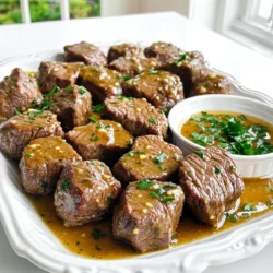 - 1.5 lbs of beef sirloin, cut into bite-sized pieces - 1/2 cup unsalted butter - 6 cloves garlic, minced - 2 tablespoons soy sauce - 1 tablespoon Worcestershire sauce - 1 teaspoon dried thyme - 1 teaspoon freshly ground black pepper - 1 teaspoon smoked paprika - 1 tablespoon fresh parsley, finely chopped (for garnish) When I make Crockpot Garlic Butter Beef Bites, I focus on quality ingredients. Beef sirloin is my top choice. It&rsquo;s tender and has great flavor. Cutting it into bite-sized pieces helps it cook evenly. Using unsalted butter lets me control the salt. I love the rich taste it adds. Garlic is a must for this dish. Fresh minced garlic gives it that amazing aroma. For the marinade, I use soy sauce and Worcestershire sauce. These add depth and umami. Dried thyme is my go-to herb. It pairs perfectly with beef. I also add black pepper and smoked paprika for a bit of heat and smokiness. Garnishing with fresh parsley adds a nice touch. It brightens the dish and makes it look appealing. Each ingredient plays an important role in building flavor. Together, they create a tasty and satisfying meal. - Melting the butter: Start by heating a skillet on medium heat. Add 1/2 cup of unsalted butter. Watch it melt slowly. - Saut&eacute;ing the garlic: Once the butter is melted, add 6 minced garlic cloves. Stir for about a minute. You want the garlic to smell great but not turn brown. - Mixing ingredients together: In a big bowl, combine 1.5 lbs of beef sirloin, 2 tablespoons of soy sauce, 1 tablespoon of Worcestershire sauce, 1 teaspoon of dried thyme, 1 teaspoon of black pepper, 1 teaspoon of smoked paprika, and 1/2 teaspoon of salt. - Ensuring even coating: Use your hands or a spatula to mix well. Make sure each beef piece is coated with the marinade. - Transferring to the crockpot: Pour the marinated beef into your crockpot. Then, drizzle the melted garlic butter over it. - Setting the cooking temperature and time: Cover the crockpot. You can cook on low for 6 hours or high for 3 hours. The beef should be tender when done. Marinating beef is key. Aim for at least 30 minutes, but longer is better. This time allows flavors to soak in. You can even marinate overnight for a deeper taste. Fresh herbs, like parsley or thyme, always add a brighter flavor. Dried herbs work too, but they lack that fresh zing. To avoid tough beef, check your cooking time. For tender bites, cook on low for 6 hours. High heat cooks faster but can dry meat. Use beef sirloin for the best texture. This cut is tender and flavorful. Cheaper cuts may work, but they can be chewier. When serving, arrange the beef bites on a large platter. This makes it easy for guests to grab some. Use toothpicks for a fun touch. Don&rsquo;t forget a small bowl for the rich juices. This adds flavor and keeps the bites moist. A sprinkle of fresh parsley on top adds a nice pop of color. {{image_4}} You can change the cut of beef to suit your taste. Try flank steak or chuck roast. These cuts are often more tender after slow cooking. You can also swap unsalted butter for olive oil. This keeps the dish lighter and adds a different flavor. Adding vegetables can give this dish a fresh twist. Consider bell peppers, onions, or mushrooms. Toss in some carrots for a hint of sweetness. You can also adjust the seasonings to add spice. A pinch of red pepper flakes or cayenne can elevate the heat. For a gluten-free option, use tamari instead of soy sauce. This keeps the flavor while making it safe for gluten-free diets. If you want to cut sodium, opt for low-sodium soy sauce. This way, you can enjoy the rich taste without the extra salt. After enjoying your Crockpot Garlic Butter Beef Bites, store leftovers right away. Use air-tight containers to keep the beef fresh. Make sure the beef is cooled before sealing. This helps prevent moisture loss. I recommend using glass containers for easy reheating and cleaning. To reheat, avoid drying out the beef. Use a microwave or a stovetop. For the microwave, place the beef in a bowl with a splash of broth or water. Cover it with a damp paper towel. Heat in short bursts, stirring in between. On the stovetop, use low heat and add a little broth. Stir often until it&rsquo;s warm. You can freeze your beef bites for later use. First, let them cool completely. Then, place them in a freezer-safe bag. Try to remove as much air as possible. Label the bag with the date. When ready to eat, thaw in the fridge overnight. Reheat them using the stovetop or microwave methods mentioned above. Crockpot Garlic Butter Beef Bites can last in the fridge for about 3 to 4 days. Store them in an airtight container to keep the flavor fresh. If you want to enjoy them later, consider freezing them. This way, they can last for up to 3 months. Just remember to thaw them in the fridge before reheating. Yes, you can cook this recipe on high heat. If you choose this option, set your crockpot to high for about 3 hours. The beef will still turn out tender and full of flavor. Just be sure to check it a little earlier to avoid overcooking. The key is to ensure the beef is tender and easily shredded. - Side dish recommendations - Mashed potatoes: The creamy texture pairs well with the beef. - Rice: White or brown rice absorbs the delicious garlic butter sauce. - Steamed vegetables: Broccoli or green beans add color and nutrition. - Bread: A crusty baguette is great for soaking up the sauce. - Complementary sauces or dips - Horseradish sauce: It adds a spicy kick that contrasts well with the beef. - BBQ sauce: For a sweet and tangy flavor. - Garlic aioli: This creamy dip enhances the garlic flavor in the beef. This blog post covered all you need for Garlic Butter Beef Bites. We discussed key ingredients like beef sirloin, garlic, and marinades. Following our step-by-step guide makes cooking easy and delicious. Don&rsquo;t forget the tips for the best flavor and texture. You can even try variations to suit your taste. Proper storage ensures your leftovers stay fresh. With these insights, you&rsquo;ll impress friends and family at your next meal. Enjoy cooking and sharing this tasty dish!