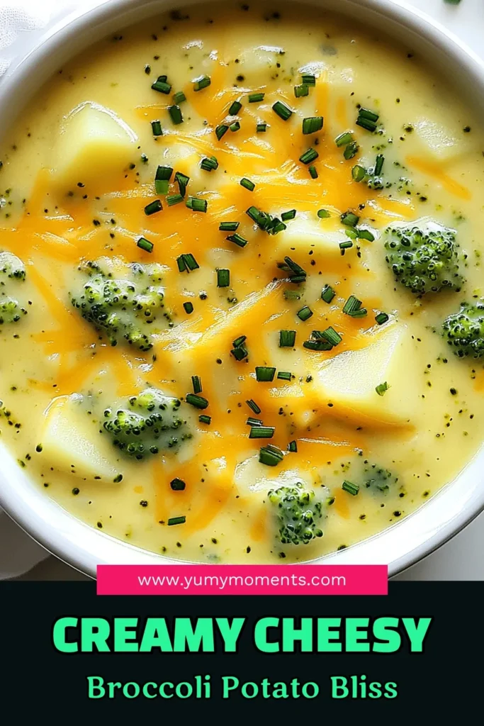 Indulge in a bowl of creamy broccoli potato cheese soup that warms the soul! This vegetarian cheese soup recipe is not just delicious, but also healthy, making it a perfect easy broccoli cheddar soup for family dinners. With simple ingredients like broccoli, potatoes, and cheese, this homemade cheese soup recipe is a must-try. Don&rsquo;t miss out&mdash;save this easy recipe for your next cozy night in! #BroccoliSoup #VegetarianRecipe #CheddarSoup #SoupLovers