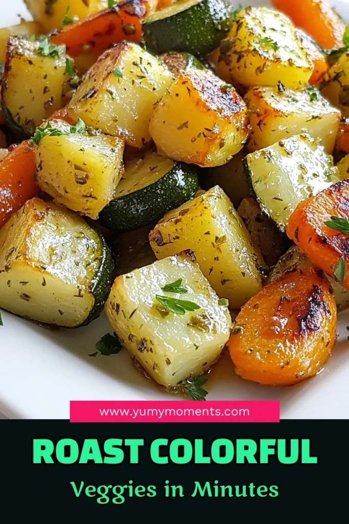 Elevate your dinner with this easy vegetable side dish featuring herb roasted vegetables! This roasted potatoes and carrots recipe, combined with zucchini for a delicious zucchini potato bake, is perfect for any meal. Toss cubed potatoes, sliced carrots, and zucchini with olive oil and herbs, then roast to perfection. Enjoy vibrant flavors, and don&rsquo;t forget to save for your next cooking adventure! #HerbRoastedVegetables #VegetableSideDish #ZucchiniPotatoBake #OvenRoastedCarrots