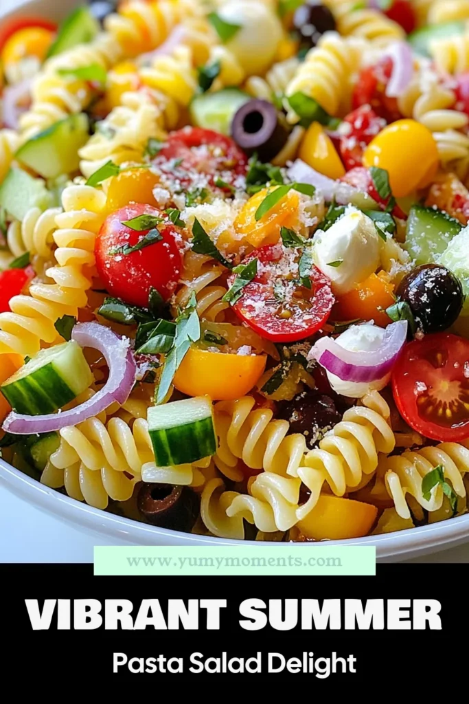 Looking for a delicious Italian pasta salad recipe? This colorful pasta salad combines fresh pasta salad ingredients like rotini, cherry tomatoes, cucumbers, and mozzarella for a tasty dish that's perfect for any occasion. With minimal effort, you can whip up this easy Italian salad that delights the taste buds. Enjoy it as a side or a main dish! Save this pasta salad with mozzarella for your next gathering. #ItalianPastaSalad #PastaSaladRecipe #EasySalad #ColorfulSalad