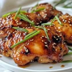 To make Honey Garlic Chicken, gather these simple ingredients: - Chicken Thighs: 4 boneless, skinless - Honey: 1/4 cup - Soy Sauce: 3 tablespoons (low-sodium) - Garlic: 4 cloves, finely minced - Ginger: 1 tablespoon, freshly grated - Sesame Oil: 1 tablespoon - Rice Vinegar: 1 tablespoon - Seasonings: Black pepper and optional red pepper flakes - Garnishes: Green onions and toasted sesame seeds These ingredients create a sweet and savory blend that makes this dish shine. The chicken thighs soak up the honey garlic marinade, ensuring each bite is packed with flavor. Using low-sodium soy sauce keeps the dish balanced and not overly salty. Fresh garlic and ginger add depth and warmth to the marinade. When you prepare this dish, feel free to adjust the seasonings. If you like a little heat, add red pepper flakes. The garnishes of green onions and toasted sesame seeds not only make the dish look nice but also add texture and a pop of flavor. Gather these ingredients, and you&rsquo;re ready to create a delicious Honey Garlic Chicken that is sure to impress! {{ingredient_image_2}} To start, you need to make the marinade. In a medium bowl, mix together: - 1/4 cup honey - 3 tablespoons low-sodium soy sauce - 4 cloves garlic, finely minced - 1 tablespoon fresh ginger, finely grated - 1 tablespoon sesame oil - 1 tablespoon rice vinegar - 1/2 teaspoon freshly ground black pepper - 1/4 teaspoon red pepper flakes (optional) Whisk these ingredients until smooth. Next, take your 4 boneless, skinless chicken thighs and place them in a large resealable bag or a shallow dish. Pour the marinade over the chicken. Make sure each piece is well coated. Seal the bag or cover the dish tightly. Let it marinate in the fridge for at least 30 minutes. For deeper flavor, you can marinate for up to 4 hours. Once your chicken has marinated, it's time to bake. Preheat your oven to 400&deg;F (200&deg;C). After marinating, take the chicken out and set the leftover marinade aside for later use. Arrange the chicken thighs in a baking dish in a single layer. Bake them for about 25 to 30 minutes. Make sure the chicken reaches an internal temperature of 165&deg;F (74&deg;C) for safe eating. While the chicken bakes, take the reserved marinade and pour it into a small saucepan. Heat it over medium heat until it starts to boil. Then, reduce to low heat and let it simmer for about 5 to 10 minutes. This will thicken the marinade and enhance its flavor. Once your chicken is done baking, brush the thickened marinade over the top. This adds a burst of flavor and a shiny finish to your dish. To get the best flavor, marinate your chicken for at least 30 minutes. For more depth, try marinating for up to 4 hours. This allows the honey, soy sauce, and garlic to soak in well. To enhance the flavor profile, add a splash of orange juice or a pinch of five-spice powder. These small changes can make a big difference. Baking gives the chicken a juicy texture. Frying can create a crisp skin but may use more oil. If you choose to fry, keep an eye on the time. Thicker pieces may need longer to cook. Always check that the chicken reaches 165&deg;F (74&deg;C) inside. This ensures it's safe to eat and still tender. For plating, serve your honey garlic chicken on a bed of jasmine rice. This adds a nice touch and absorbs the sauce. Garnish with thinly sliced green onions and toasted sesame seeds for a pop of color. Steamed broccoli or carrots make great side dishes, too. They balance the sweetness of the chicken and add freshness to your plate. Pro Tips Marinate for Maximum Flavor: Allow the chicken to marinate for at least 4 hours, or overnight if possible, to enhance the flavor profile of the dish. Use Fresh Ingredients: Opt for fresh garlic and ginger for a more vibrant flavor compared to dried alternatives. Check Doneness: Always use a meat thermometer to ensure the chicken has reached an internal temperature of 165&deg;F (74&deg;C) for safe consumption. Serve with Sides: Pair the chicken with jasmine rice or steamed vegetables to create a well-rounded meal that complements the flavors. {{image_4}} You can cook honey garlic chicken in different ways. Grilled Honey Garlic Chicken Grilling adds a smoky taste. To grill, follow the marinating steps first. Preheat your grill to medium-high. Place the marinated chicken on the grill. Cook each side for about 6-8 minutes. Check for an internal temperature of 165&deg;F (74&deg;C). This method gives you a nice char and juicy meat. Slow Cooker Honey Garlic Chicken Using a slow cooker is easy and requires less work. After marinating, place the chicken in the slow cooker. Pour the marinade over it. Cook on low for about 6 hours or high for 3 hours. The chicken will be tender and full of flavor. You can switch some ingredients for different tastes. Using chicken breasts instead of thighs Chicken breasts work well if you prefer lean meat. Just be mindful that they may cook faster. Check the internal temperature early to avoid dryness. Plant-based alternatives for a vegetarian version For a meatless option, use tofu or tempeh. Cut them into cubes and marinate as you would chicken. Bake or grill them just like the chicken. This gives you a tasty dish that everyone can enjoy. Adding new flavors can make your dish unique. Incorporating different spices or herbs Try adding spices like cumin or paprika. Fresh herbs like cilantro or basil can also brighten the dish. Mix these into your marinade for extra depth. Adding vegetables to the marinade You can include veggies in the marinade for added flavor. Bell peppers, carrots, or onions work great. Chop them up and let them soak in the marinade. This adds nutrition and color to your final dish. To store leftover honey garlic chicken, place it in an airtight container. Make sure to cover the chicken tightly to keep it fresh. You can refrigerate it for up to four days. When storing the marinade, keep it in a separate airtight container. This lets you use it later for extra flavor. If you want to freeze honey garlic chicken, first let it cool completely. Then, place the chicken in a freezer-safe bag. Squeeze out the air before sealing it. You can freeze it for up to three months. For thawing, move it to the fridge overnight. You can also use cold water for quick thawing. Just make sure to keep it in a sealed bag. To reheat honey garlic chicken, use the oven for the best results. Preheat the oven to 350&deg;F. Place the chicken in a baking dish and cover with foil. This keeps the moisture in. Bake for about 15-20 minutes or until heated through. If you use a microwave, place the chicken on a microwave-safe plate. Cover it with a damp paper towel to keep it moist. Heat in short bursts, checking often to avoid drying it out. Honey garlic chicken is a tasty dish made with chicken thighs, honey, and garlic. It has roots in Asian cooking, where sweet and savory flavors shine. The honey gives a rich sweetness, while garlic adds a bold kick. This dish is baked, which makes it simple and healthy. Many people enjoy it for its ease and flavor. You can make honey garlic chicken healthier by swapping some ingredients. Use skinless chicken breasts instead of thighs to cut fat. You can also use less honey or a sugar substitute to lower calories. For a gluten-free option, choose coconut aminos instead of soy sauce. Add more veggies, like bell peppers or broccoli, for extra nutrients. Honey garlic chicken pairs well with many sides. Jasmine rice or brown rice gives a nice base. Steamed green beans or broccoli add color and crunch. You could also serve it with a fresh salad for a light option. To make a full meal, add a tasty sauce or dressing on the side. In this post, I shared how to make Honey Garlic Chicken. You learned about the main ingredients and step-by-step instructions. I also gave tips for marinating, cooking, and serving. Variations help you customize this dish to your tastes. Lastly, I covered storage and reheating for leftovers. I hope you feel ready to try this tasty recipe. With these steps and tips, you can create a delicious meal everyone will enjoy. Enjoy cooking!