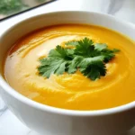 - 1 pound fresh carrots, peeled and cut into bite-sized pieces - 1 medium onion, finely chopped - 2 garlic cloves, minced - 1-inch piece of fresh ginger, grated - 4 cups low-sodium vegetable broth - 1 can (13.5 oz) creamy coconut milk To make this soup, start with fresh carrots. They add sweetness and color. Next, use a medium onion, which gives a nice base flavor. Garlic and ginger bring warmth and depth. Vegetable broth adds richness, while coconut milk gives that creamy texture. - 1 teaspoon ground cumin - ½ teaspoon ground coriander - Salt - Black pepper Spices bring the soup to life. Ground cumin adds an earthy note. Ground coriander gives it a bright flavor. Don’t forget salt and black pepper to balance all the tastes. - Fresh cilantro leaves - 1 tablespoon extra-virgin olive oil For garnish, fresh cilantro leaves add a pop of green. A drizzle of olive oil enhances the soup’s richness. Both make the soup look and taste better. {{ingredient_image_2}} First, heat a large pot over medium heat. Pour in the olive oil. Add the finely chopped onion. Cook the onion for about 5 minutes. It should turn soft and translucent. Next, stir in the minced garlic and grated ginger. Cook for one more minute. This step fills your kitchen with a lovely aroma. Now, add the chopped carrots to the pot. Sprinkle in the ground cumin and coriander. Stir well to coat the carrots with the spices. Cook for 3 to 4 minutes. This helps the flavors blend. Then, pour in the vegetable broth. Bring the mixture to a boil. Once boiling, lower the heat, cover, and let it simmer for 20 to 25 minutes. This softens the carrots for blending. After simmering, take the pot off the heat. If you have an immersion blender, use it now. Blend the soup until smooth right in the pot. If you use a regular blender, pour the soup in batches. Leave the lid slightly open to let steam escape. Once blended, return the soup to the pot. Stir in the creamy coconut milk. Heat gently but do not boil. Taste the soup and add salt and black pepper as needed. Enjoy the silky smoothness! To make your soup super creamy, blend it well. I recommend using an immersion blender. It’s easy and keeps the soup warm. If you use a regular blender, be careful. Blend in small batches and leave the lid slightly open. This lets steam escape. Cook the carrots until they are very soft. Simmer them for 20 to 25 minutes. This will help them break down easily. Add herbs and spices to boost flavor. I suggest fresh herbs like cilantro or parsley. Ground cumin and coriander are great for warmth. If your soup tastes too sweet, try adding a squeeze of lemon. This balances the flavor. You can also add a pinch of salt to tone it down. Serve your Silky Carrot Soup with warm bread or a fresh salad. These sides make the meal more filling. The soup is best served hot, around 160°F. You can also chill it for a refreshing summer dish. Pro Tips Use Fresh Ingredients: Fresh carrots and herbs will enhance the flavor of your soup significantly. Look for bright orange carrots that are firm and crisp. Adjust the Consistency: If you prefer a thicker soup, reduce the amount of vegetable broth. For a thinner consistency, add more broth or water until desired. Flavor Boost: For a deeper flavor, consider roasting the carrots before adding them to the soup. This brings out their natural sweetness and adds complexity. Spice it Up: Feel free to adjust the spices according to your taste. A pinch of cayenne pepper or a dash of hot sauce can add a nice kick to the soup. {{image_4}} You can switch up the vegetables in this soup. Try using sweet potatoes or butternut squash. These will give a nice twist to the flavor. You can also mix in some peas for sweetness. If you want a dairy-free option, use almond milk instead of coconut milk. This keeps it creamy while being lighter. Using herbs based on the season can elevate your soup. In spring, fresh dill or parsley adds a bright taste. In fall, try rosemary or thyme for a cozy flavor. Adjusting spices can also make a big difference. In winter, warming spices like nutmeg or cinnamon can enhance the soup's comfort. Some people enjoy a chunky soup. To make it chunkier, leave some carrots unblended. This adds a nice bite to the soup. You can also add toppings for crunch. Try toasted pumpkin seeds or croutons on top. These give a fun texture and add extra flavor to every spoonful. To keep your Silky Carrot Soup fresh, use airtight containers. Glass or plastic containers work well. Make sure to cool the soup before sealing it. When freezing, use freezer-safe bags or containers. Leave some space for expansion as the soup freezes. The best way to reheat the soup is on the stove. Pour it into a pot and warm it over low heat. Stir often to keep it from sticking. If using a microwave, heat in short intervals. Check every minute for even warming. Aim for about 5-10 minutes on the stove and 3-5 minutes in the microwave. In the fridge, your soup lasts about 3-5 days. For the best taste, eat it sooner rather than later. In the freezer, it stays good for about 3 months. Just remember to label your containers with the date. Yes, you can use frozen carrots. They are convenient and save time. Just add them directly to the pot. No need to thaw. The soup will blend well, and the taste stays great. Many spices work well with carrot soup. Here are a few ideas: - Ginger adds warmth. - Nutmeg brings a sweet touch. - Cinnamon adds depth. - Turmeric gives a nice color and health boost. - A pinch of red pepper flakes can add heat. Feel free to mix and match to find your favorite flavor. Absolutely! Silky Carrot Soup is perfect for meal prep. It stores well in the fridge for up to five days. You can freeze it too. It lasts about three months in the freezer. When you freeze it, the soup may change texture slightly. However, it will still taste great. Just reheat it slowly on low heat when ready to eat. You now know how to make a delicious carrot soup. We covered the main ingredients, techniques for cooking, and tips for flavor. Keep your soup creamy by blending well and choosing fresh herbs. Feel free to try variations with different vegetables or spices. Remember how to store and reheat leftovers for future meals. With these easy steps, you can enjoy great soup anytime. I hope you feel confident to try this recipe at home!