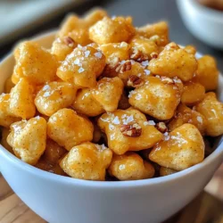 - 2 cups oyster crackers - 1 cup packed brown sugar - &frac12; cup unsalted butter - &frac14; cup light corn syrup - 1 teaspoon pure vanilla extract - &frac12; teaspoon flaky sea salt (plus more for garnish) - &frac14; teaspoon baking soda - Optional: 1 cup finely chopped pecans or walnuts Salted caramel oyster cracker bites use simple ingredients you can find easily. The oyster crackers add a nice crunch. Brown sugar gives sweetness and color. Unsalted butter makes the caramel rich and creamy. Light corn syrup keeps the caramel smooth and prevents it from hardening too fast. Pure vanilla extract adds a warm flavor. Flaky sea salt balances the sweetness perfectly. Baking soda helps the caramel bubble and thicken. If you like nuts, chopped pecans or walnuts can add extra taste and texture. Gather these items before you start. The process is quick and fun! You&rsquo;ll enjoy making these bites as much as eating them. {{ingredient_image_2}} 1. Preheat your oven to 350&deg;F (175&deg;C). This helps the bites bake evenly. 2. Line a large baking sheet with parchment paper. This keeps the bites from sticking. 1. In a medium saucepan, combine: - 1 cup packed brown sugar - &frac12; cup unsalted butter, cut into pieces - &frac14; cup light corn syrup - 1 teaspoon pure vanilla extract Place the saucepan over medium heat. Stir often until it boils. 2. Once boiling, let the mixture cook for about 5 minutes. It will get thicker and smoother. 3. Remove the saucepan from heat. Quickly add &frac14; teaspoon baking soda. Stir well, but be careful! The mixture will bubble. 4. In a large bowl, put 2 cups oyster crackers. Pour the warm caramel over them. Use a spatula to fold and coat each cracker gently. 5. If you want, add 1 cup finely chopped pecans or walnuts for extra crunch and flavor. 1. Spread the coated oyster crackers onto the prepared baking sheet. Make sure they are in a single layer. 2. Bake in the preheated oven for 8-10 minutes. Stir the mixture halfway through to get even caramelization. The crackers should turn golden. 3. When done, take the sheet out of the oven and sprinkle &frac12; teaspoon flaky sea salt on top. This gives the sweet and salty taste. 4. Let the bites cool completely on the baking sheet. Once cool, break them into tasty clusters. Enjoy your salted caramel oyster cracker bites! To get the perfect caramel, heat your mixture slowly. Start on medium heat and stir often. When it boils, let it bubble for about five minutes. This helps thicken the caramel just right. After five minutes, remove it from heat. Adding baking soda is key. It makes the caramel light and bubbly. Just be careful as it foams up. Stir it in quickly for the best result. Stirring during baking is very important. Halfway through, give the mixture a good stir. This helps the caramel coat the crackers evenly. It also ensures they bake well and don&rsquo;t burn. For a great presentation, use a fun bowl or jar. Clear glass works well to show off the bites. You can drizzle more warm caramel on top for extra flair. Pair these bites with coffee or tea. They also go well with sweet drinks like lemonade. If you want a savory option, try serving with cheese or nuts. This mix of flavors makes for a great snack spread. You can add nuts for extra crunch. Chopped pecans or walnuts work nicely. Just mix them in with the crackers before baking. If you want to switch things up, try using different salts. Flavored sea salts can add a unique twist. You can also adjust the recipe for dietary needs. Use dairy-free butter or sugar substitutes if needed. This way, everyone can enjoy these tasty bites! Pro Tips Use Fresh Ingredients: Always ensure your butter and vanilla extract are fresh for the best flavor in your caramel sauce. Watch the Caramel Closely: Caramel can go from perfect to burnt quickly. Keep an eye on it while it boils, and stir frequently. Experiment with Nuts: Try using different types of nuts like almonds or pecans to add unique flavors and textures to your bites. Storage Tips: Store your salted caramel oyster cracker bites in an airtight container to keep them crunchy and fresh for longer. {{image_4}} You can change up the taste of your salted caramel oyster cracker bites easily. One fun way is by adding a chocolate drizzle on top. Melt some chocolate and pour it over your bites after they cool. This will give them a deeper, richer flavor. Another idea is to incorporate spices. A pinch of cinnamon can add warmth. If you like a kick, try a dash of cayenne pepper. Both will surprise your taste buds! You can also play with toppings for extra crunch and flavor. Try using different types of nuts or seeds. Chopped almonds or sunflower seeds can be great choices. They add a fun texture and taste. Experimenting with flavored sea salts can elevate these bites too. Look for options like garlic or smoked salt. These will bring a new twist to the sweet and salty mix. Enjoy trying out these variations! To keep your salted caramel oyster cracker bites fresh, store them in an airtight container. This will help them stay crunchy. You can use glass jars or plastic containers with tight lids. Just make sure they are completely cool before sealing. If you add nuts, the bites might not last as long. Check for any signs of moisture before storage. At room temperature, these bites can last about a week. Keep them in a cool, dry place. If you want to save them longer, you can freeze them. Place the bites in a freezer-safe bag, removing as much air as you can. They will stay good for up to three months. When you're ready to enjoy them, just let them thaw at room temperature. Can I make these Salted Caramel Oyster Cracker Bites ahead of time? Yes, you can make these bites ahead of time. Just store them in an airtight container. They stay fresh for up to a week. If you want to keep them longer, consider freezing them. What can I use if I don&rsquo;t have corn syrup? If you don&rsquo;t have corn syrup, you can use honey or maple syrup. Both will work well in the recipe. They add a nice flavor twist, too! Why is my caramel too hard or too soft? Caramel can turn hard if cooked too long. Keep an eye on it while it boils. If it&rsquo;s too soft, it might need more cooking time. Aim for a smooth, thick texture. How do I prevent the crackers from sticking together? To prevent sticking, make sure to coat the crackers well with caramel. Spread them out evenly on the baking sheet. Stir them halfway through baking for even coverage. You learned how to make Salted Caramel Oyster Cracker Bites. We covered the ingredients, cooking steps, and tips for success. You now know how to store and enjoy these bites. Don&rsquo;t forget to try different toppings or flavors. Experimenting adds fun! With this recipe, you can impress family and friends at any gathering. Enjoy your tasty treats and happy cooking!