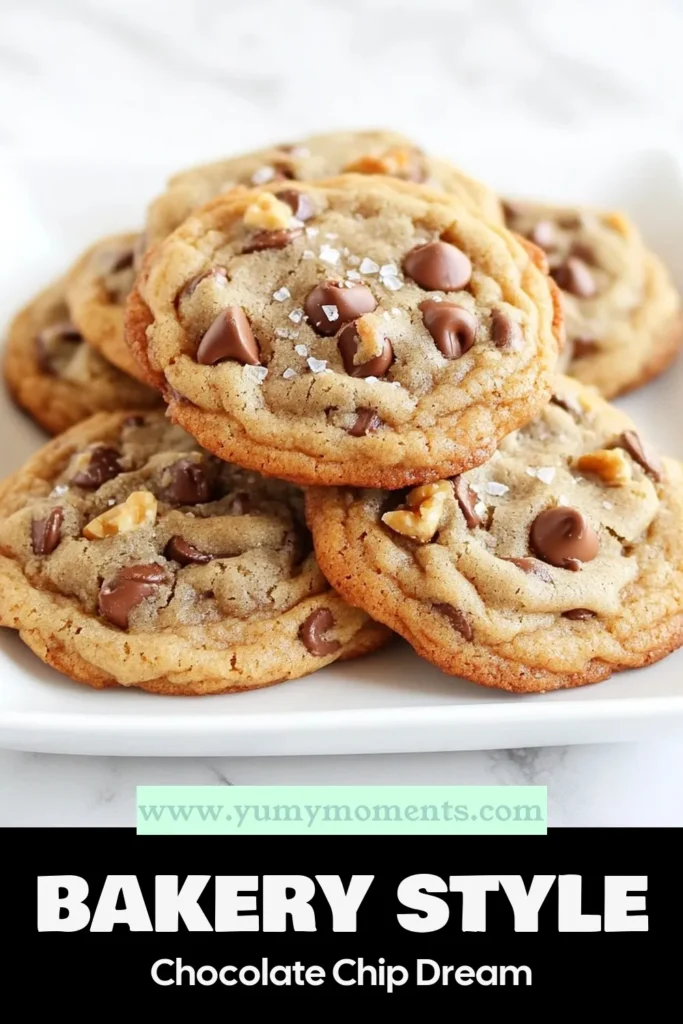 Indulge in these heavenly bakery-style chocolate chip cookies that are sure to become your go-to recipe for homemade chocolate chip cookies. This soft chocolate chip cookie recipe yields chewy chocolate chip cookies with a delightful flavor burst. Experience the best chocolate chip cookies that are easy to make and irresistible. Try these cookies today and enjoy the perfect treat! Save this recipe for your baking needs! #ChocolateChipCookies #HomemadeBaking #CookieRecipe #BakeryStyleCookies