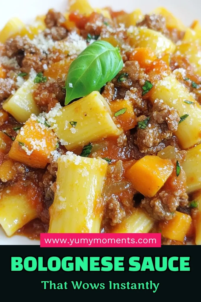 Discover the ultimate beef bolognese recipe with this savory Bolognese sauce that will elevate your pasta nights! This hearty pasta sauce blends ground beef, aromatic veggies, and rich tomatoes for a classic Italian Bolognese experience. Perfect for family dinners or meal prep. Give this homemade beef sauce a try tonight! Click to save this recipe and make mealtime special! #BeefBolognese #ItalianCuisine #PastaLovers #HomeCooking