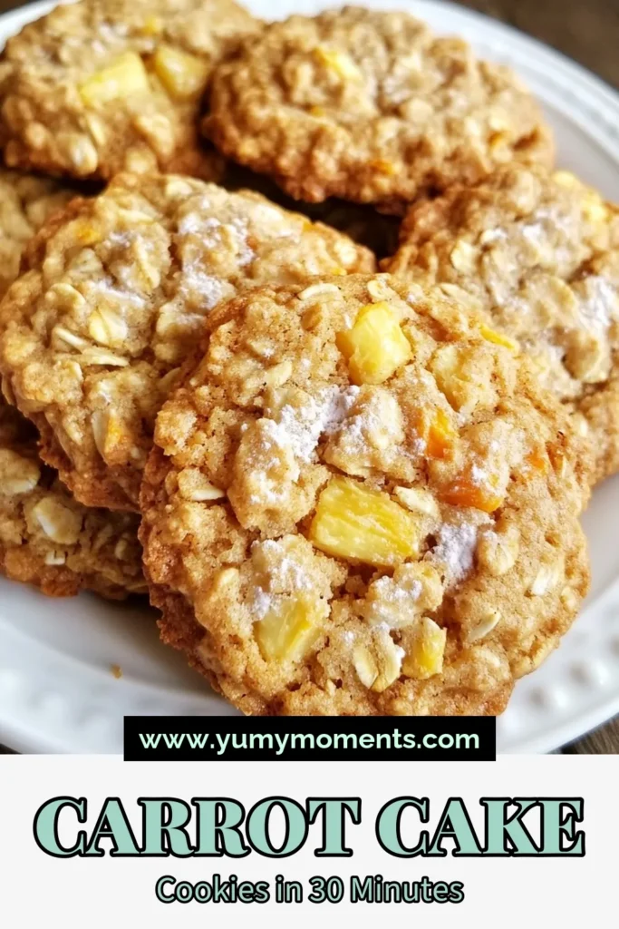 Discover the delightful taste of carrot cake oatmeal cookies! These healthy oatmeal cookies combine the flavors of fresh grated carrots and spices, making them perfect for a guilt-free treat. Enjoy this easy cookie recipe that features a unique oatmeal cookie recipe with carrots. Perfect for snacking or dessert, these whole wheat cookie recipes are sure to impress! Click for the full recipe and save for later! #CarrotCakeCookies #HealthyDesserts #EasyCookieRecipes #OatmealCookies